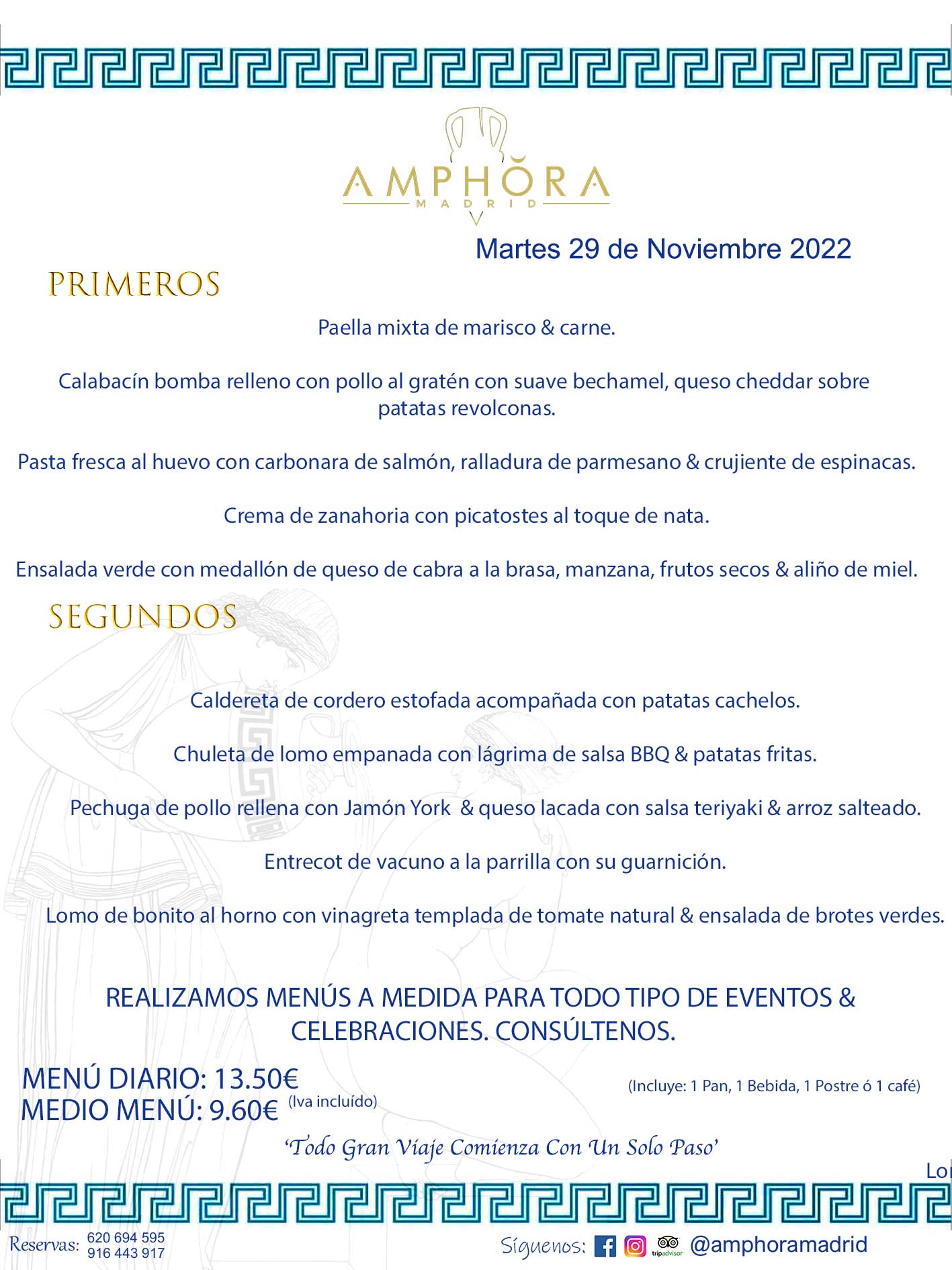 MENÚS DIARIOS MENÚS DEL DÍA. MENU DEL DIA DEL MARTES 29 DE NOVIEMBRE DE 2022 ALCORCÓN RESTAURANTE AMPHORA TERRAZA ALCORCÓN MADRID Av. Leganés, 54 28923 · Alcorcón · Madrid · España 91 644 39 17 620 694 595 https://youtu.be/HeULHal1yEY (Vea aquí nuestras instalaciones) https://www.amphoramadrid.com RESTAURANTE AMPHORA TERRAZA ALCORCÓN. MENUS FIN DE SEMANA ALCORCÓN, MENÚS DIARIOS ECONÓMICOS EN ALCORCÓN, MEJORES RESTAURANTES EN ALCORCÓN, TERRAZAS ALCORCON, COMER Y CENAR EN TERRAZA EN ALCORCÓN, RESTAURANTES CON TERRAZA, MEJORES TERRAZAS ALCORCÓN, COMER EN ALCORCON, RESTAURANTES GOURMET ALCORCÓN, MENUS FIN DE SEMANA ECONOMICOS ALCORCON, COMER AL AIRE LIBRE, MENUS ECONOMICOS ALCORCON, UNO DE LOS MEJORES RESTAURANTES DE ALCORCÓN Y ZONA SUR DE MADRID EN CALIDAD PRECIO. RESTAURANTE AMPHORA TERRAZA, ES UN ESPACIO GOURMET DONDE PODRÁ DEGUSTAR DEL MEJOR PRODUCTO CON UNA ELABORACIÓN CUIDADA Y CREATIVA. ADEMÁS, PODRÁ DISFRUTAR DE TODO TIPO DE BEBIDAS PREMIUM PREPARADAS POR NUESTRO BARTENDER, VERMUTS DELICIOSOS Y CERVEZAS DE CALIDAD, YA SEA EN EN EL INTERIOR DE NUESTRO RESTAURANTE O EN NUESTRA MARAVILLOSA TERRAZA. SOMOS POSIBLEMENTE UNO DE LOS MEJORES RESTAURANTES DE LA ZONA SUR EN RELACIÓN CALIDAD, PRECIO Y DECORACIÓN. #AMPHORAMADRID #TERRAZASALCORCÓN #MENUDELDIA #COMERENTERRAZA #MADRID #ALCORCÓN #TERRAZA #MENÚSDELDÍAALCORCÓN #MENÚDELDÍARESTAURANTES #COMERENALCORCÓN #MEJORESRESTAURANTESALCORCÓN #MENÚSECONÓMICOS #RESTAURANTESRECOMENDABLES #RESTAURANTESGOURMET #MENÚSECONÓMICOSALCORCÓN #COMERALAIRELIBRE #COMIDASCENASTERRAZASALCORCON #MENÚSDIARIOSALCORCÓN #MENÚDELDÍAHOY #CENARENTERRAZA #TERRAZASCONENCANTO #RESTAURANTESCONTERRAZA #CENARENALCORCÓN #MEJORESRESTAURANTES #RESTAURANTESCOPASALCORCÓN #COPASPREMIUMALCORCÓN #VERMUTALCORCÓN #GASTROBARALCORCÓN #CARNEBUEYALCORCONPARRILLABRASA #MENUECONÓMICO #GASTROBAR #MEJORTERRAZADEALCORCÓN #MENÚSVIERNESALCORCÓN #MENÚSABADOALCORCÓN #MENÚSDOMINGOALCORCÓN #MENÚSLUNESALCORCÓN #MENÚSMARTESALCORCÓN #MENÚSMIÉRCOLESALCORCÓN #MENÚSJUEVESALCORCÓN MEJOR CARNE A LA PARRILLA ALCORCÓN TOMAHAWK CARNE BUEY AUTÉNTICO ALCORCÓN RESTAURANTES PREMIUN LUJO COMIDA CREATIVA ELABORADA RESTAURANTE AMPHORA TERRAZA EN ALCORCÓN (MADRID) GASTROBAR ALCORCÓN MENÚS ECONÓMICOS DIARIOS DEL DÍA MENUS FIN DE SEMANA DE CALIDAD MEJOR MENÚ FIN DE SEMANA ALCORCÓN COMER CENAR EN TERRAZA TERRAZAS ZONA SUR COMIDAS AIRE LIBRE MEJOR CARNE PARRILLA ALCORCÓN. RESTAURANTES EVENTOS BODAS BAUTIZOS CUMPLEAÑOS COMUNIONES MENUS ESPECIALES GRUPOS EVENTOS ALCORCÓN MADRID SALONES CELEBRACIONES COMIDAS CENAS EMPRESAS ALCORCON