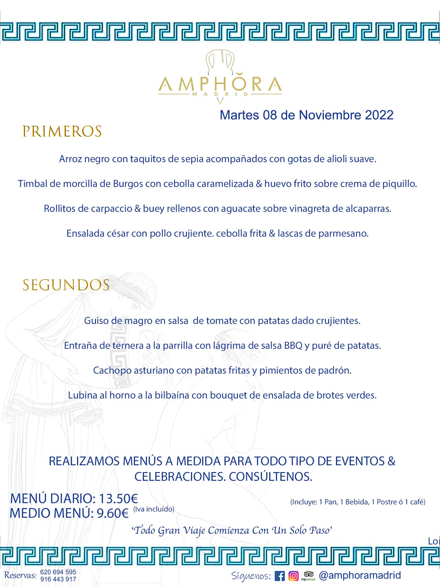 MENÚS DIARIOS MENÚS DEL DÍA. MENU DEL DIA DEL MARTES 8 DE NOVIEMBRE DE 2022 ALCORCÓN RESTAURANTE AMPHORA TERRAZA ALCORCÓN MADRID Av. Leganés, 54 28923 · Alcorcón · Madrid · España 91 644 39 17 620 694 595 https://youtu.be/HeULHal1yEY (Vea aquí nuestras instalaciones) https://www.amphoramadrid.com RESTAURANTE AMPHORA TERRAZA ALCORCÓN. MENUS FIN DE SEMANA ALCORCÓN, MENÚS DIARIOS ECONÓMICOS EN ALCORCÓN, MEJORES RESTAURANTES EN ALCORCÓN, TERRAZAS ALCORCON, COMER Y CENAR EN TERRAZA EN ALCORCÓN, RESTAURANTES CON TERRAZA, MEJORES TERRAZAS ALCORCÓN, COMER EN ALCORCON, RESTAURANTES GOURMET ALCORCÓN, MENUS FIN DE SEMANA ECONOMICOS ALCORCON, COMER AL AIRE LIBRE, MENUS ECONOMICOS ALCORCON, UNO DE LOS MEJORES RESTAURANTES DE ALCORCÓN Y ZONA SUR DE MADRID EN CALIDAD PRECIO. RESTAURANTE AMPHORA TERRAZA, ES UN ESPACIO GOURMET DONDE PODRÁ DEGUSTAR DEL MEJOR PRODUCTO CON UNA ELABORACIÓN CUIDADA Y CREATIVA. ADEMÁS, PODRÁ DISFRUTAR DE TODO TIPO DE BEBIDAS PREMIUM PREPARADAS POR NUESTRO BARTENDER, VERMUTS DELICIOSOS Y CERVEZAS DE CALIDAD, YA SEA EN EN EL INTERIOR DE NUESTRO RESTAURANTE O EN NUESTRA MARAVILLOSA TERRAZA. SOMOS POSIBLEMENTE UNO DE LOS MEJORES RESTAURANTES DE LA ZONA SUR EN RELACIÓN CALIDAD, PRECIO Y DECORACIÓN. #AMPHORAMADRID #TERRAZASALCORCÓN #MENUDELDIA #COMERENTERRAZA #MADRID #ALCORCÓN #TERRAZA #MENÚSDELDÍAALCORCÓN #MENÚDELDÍARESTAURANTES #COMERENALCORCÓN #MEJORESRESTAURANTESALCORCÓN #MENÚSECONÓMICOS #RESTAURANTESRECOMENDABLES #RESTAURANTESGOURMET #MENÚSECONÓMICOSALCORCÓN #COMERALAIRELIBRE #COMIDASCENASTERRAZASALCORCON #MENÚSDIARIOSALCORCÓN #MENÚDELDÍAHOY #CENARENTERRAZA #TERRAZASCONENCANTO #RESTAURANTESCONTERRAZA #CENARENALCORCÓN #MEJORESRESTAURANTES #RESTAURANTESCOPASALCORCÓN #COPASPREMIUMALCORCÓN #VERMUTALCORCÓN #GASTROBARALCORCÓN #CARNEBUEYALCORCONPARRILLABRASA #MENUECONÓMICO #GASTROBAR #MEJORTERRAZADEALCORCÓN #MENÚSVIERNESALCORCÓN #MENÚSABADOALCORCÓN #MENÚSDOMINGOALCORCÓN #MENÚSLUNESALCORCÓN #MENÚSMARTESALCORCÓN #MENÚSMIÉRCOLESALCORCÓN #MENÚSJUEVESALCORCÓN MEJOR CARNE A LA PARRILLA ALCORCÓN TOMAHAWK CARNE BUEY AUTÉNTICO ALCORCÓN RESTAURANTES PREMIUN LUJO COMIDA CREATIVA ELABORADA RESTAURANTE AMPHORA TERRAZA EN ALCORCÓN (MADRID) GASTROBAR ALCORCÓN MENÚS ECONÓMICOS DIARIOS DEL DÍA MENUS FIN DE SEMANA DE CALIDAD MEJOR MENÚ FIN DE SEMANA ALCORCÓN COMER CENAR EN TERRAZA TERRAZAS ZONA SUR COMIDAS AIRE LIBRE MEJOR CARNE PARRILLA ALCORCÓN. RESTAURANTES EVENTOS BODAS BAUTIZOS CUMPLEAÑOS COMUNIONES MENUS ESPECIALES GRUPOS EVENTOS ALCORCÓN MADRID SALONES CELEBRACIONES COMIDAS CENAS EMPRESAS ALCORCON