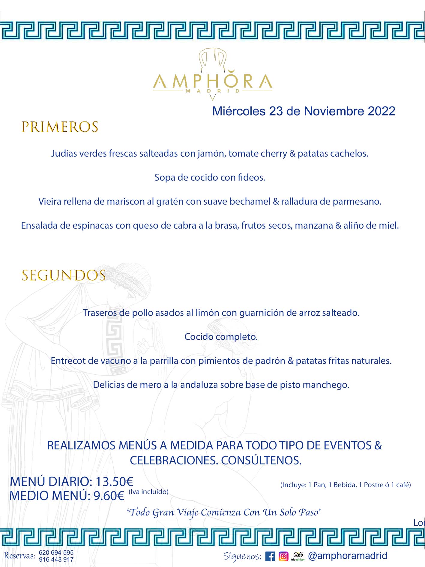 MENÚS DIARIOS MENÚS DEL DÍA. MENU DEL DIA DEL MIERCOLES 23 DE NOVIEMBRE DE 2022 ALCORCÓN RESTAURANTE AMPHORA TERRAZA ALCORCÓN MADRID Av. Leganés, 54 28923 · Alcorcón · Madrid · España 91 644 39 17 620 694 595 https://youtu.be/HeULHal1yEY (Vea aquí nuestras instalaciones) https://www.amphoramadrid.com RESTAURANTE AMPHORA TERRAZA ALCORCÓN. MENUS FIN DE SEMANA ALCORCÓN, MENÚS DIARIOS ECONÓMICOS EN ALCORCÓN, MEJORES RESTAURANTES EN ALCORCÓN, TERRAZAS ALCORCON, COMER Y CENAR EN TERRAZA EN ALCORCÓN, RESTAURANTES CON TERRAZA, MEJORES TERRAZAS ALCORCÓN, COMER EN ALCORCON, RESTAURANTES GOURMET ALCORCÓN, MENUS FIN DE SEMANA ECONOMICOS ALCORCON, COMER AL AIRE LIBRE, MENUS ECONOMICOS ALCORCON, UNO DE LOS MEJORES RESTAURANTES DE ALCORCÓN Y ZONA SUR DE MADRID EN CALIDAD PRECIO. RESTAURANTE AMPHORA TERRAZA, ES UN ESPACIO GOURMET DONDE PODRÁ DEGUSTAR DEL MEJOR PRODUCTO CON UNA ELABORACIÓN CUIDADA Y CREATIVA. ADEMÁS, PODRÁ DISFRUTAR DE TODO TIPO DE BEBIDAS PREMIUM PREPARADAS POR NUESTRO BARTENDER, VERMUTS DELICIOSOS Y CERVEZAS DE CALIDAD, YA SEA EN EN EL INTERIOR DE NUESTRO RESTAURANTE O EN NUESTRA MARAVILLOSA TERRAZA. SOMOS POSIBLEMENTE UNO DE LOS MEJORES RESTAURANTES DE LA ZONA SUR EN RELACIÓN CALIDAD, PRECIO Y DECORACIÓN. #AMPHORAMADRID #TERRAZASALCORCÓN #MENUDELDIA #COMERENTERRAZA #MADRID #ALCORCÓN #TERRAZA #MENÚSDELDÍAALCORCÓN #MENÚDELDÍARESTAURANTES #COMERENALCORCÓN #MEJORESRESTAURANTESALCORCÓN #MENÚSECONÓMICOS #RESTAURANTESRECOMENDABLES #RESTAURANTESGOURMET #MENÚSECONÓMICOSALCORCÓN #COMERALAIRELIBRE #COMIDASCENASTERRAZASALCORCON #MENÚSDIARIOSALCORCÓN #MENÚDELDÍAHOY #CENARENTERRAZA #TERRAZASCONENCANTO #RESTAURANTESCONTERRAZA #CENARENALCORCÓN #MEJORESRESTAURANTES #RESTAURANTESCOPASALCORCÓN #COPASPREMIUMALCORCÓN #VERMUTALCORCÓN #GASTROBARALCORCÓN #CARNEBUEYALCORCONPARRILLABRASA #MENUECONÓMICO #GASTROBAR #MEJORTERRAZADEALCORCÓN #MENÚSVIERNESALCORCÓN #MENÚSABADOALCORCÓN #MENÚSDOMINGOALCORCÓN #MENÚSLUNESALCORCÓN #MENÚSMARTESALCORCÓN #MENÚSMIÉRCOLESALCORCÓN #MENÚSJUEVESALCORCÓN MEJOR CARNE A LA PARRILLA ALCORCÓN TOMAHAWK CARNE BUEY AUTÉNTICO ALCORCÓN RESTAURANTES PREMIUN LUJO COMIDA CREATIVA ELABORADA RESTAURANTE AMPHORA TERRAZA EN ALCORCÓN (MADRID) GASTROBAR ALCORCÓN MENÚS ECONÓMICOS DIARIOS DEL DÍA MENUS FIN DE SEMANA DE CALIDAD MEJOR MENÚ FIN DE SEMANA ALCORCÓN COMER CENAR EN TERRAZA TERRAZAS ZONA SUR COMIDAS AIRE LIBRE MEJOR CARNE PARRILLA ALCORCÓN. RESTAURANTES EVENTOS BODAS BAUTIZOS CUMPLEAÑOS COMUNIONES MENUS ESPECIALES GRUPOS EVENTOS ALCORCÓN MADRID SALONES CELEBRACIONES COMIDAS CENAS EMPRESAS ALCORCON