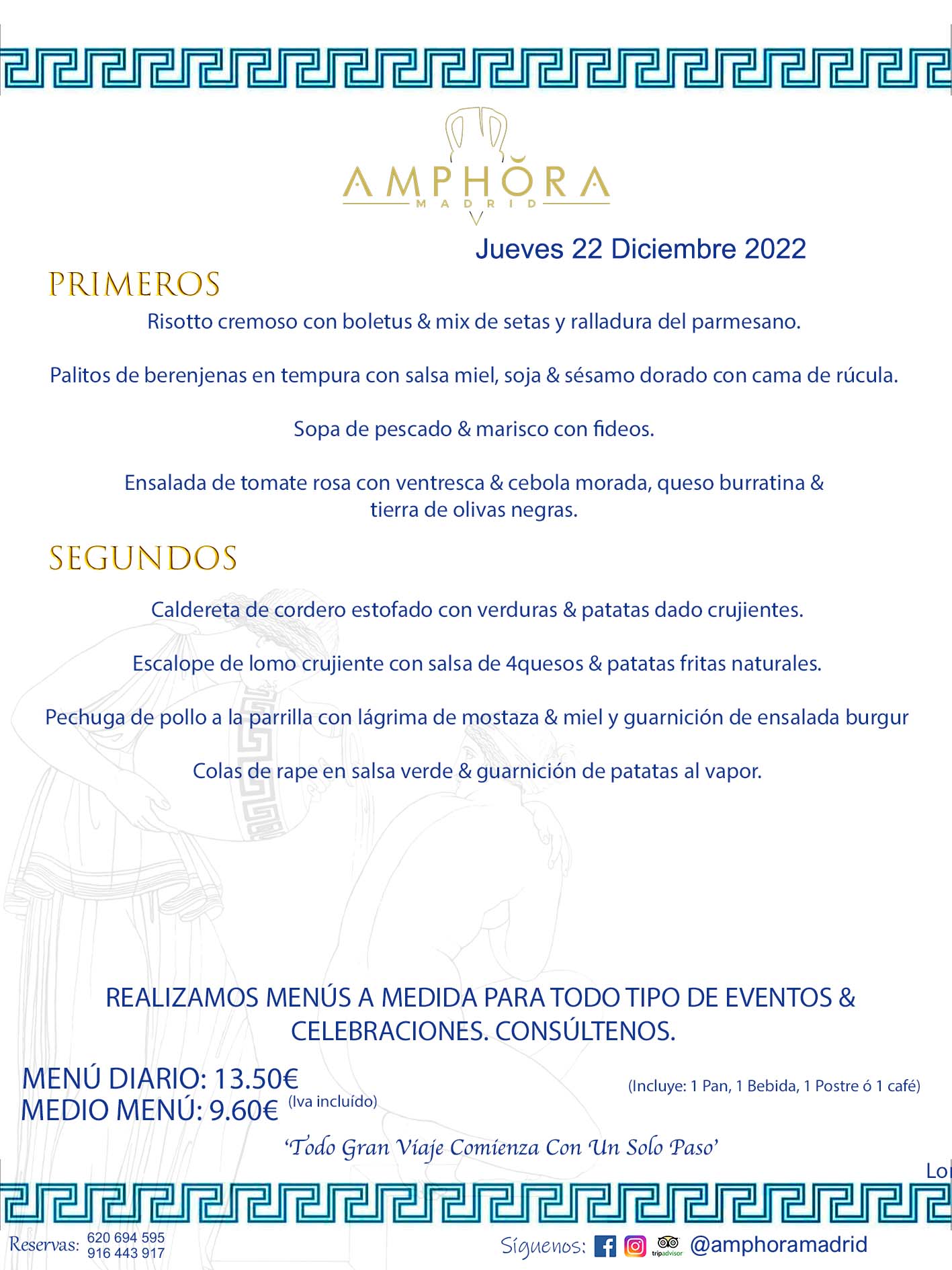 MENU DEL JUEVES DÍA 22 DE DICIEMBRE MENÚS DIARIOS MEJORES MENÚS RESTAURANTES ALCORCÓN RESTAURANTE AMPHORA TERRAZA EN ALCORCÓN (DISPONEMOS DE UNA GRAN TERRAZA) Av. Leganés, 54 28923 · Alcorcón · Madrid · España. 91 644 39 17 620 694 595 También realizamos menús especiales a medida personalizados a grupos para todo tipo de eventos, como celebraciones, comidas o cenas de empresas, bautizos, bodas, cumpleaños, cenas o comidas de navidad 2022/2023, etc. Consúltenos o visite nuestras excelentes y amplias instalaciones y les prepararemos el menú más ajustado a sus necesidades y presupuesto. #RestaurantesEventos #RestaurantesMenúsCelebraciones #RestaurantesSalonesBodasBautizosComuniones #MenúsEspecialesparaEventosAlcorcón #MenúsCelebracionesAlcorcón #RestaurantesSalonesMenúsEspecialesGrupos #RestaurantesMenúsCumpleaños #ComidasCenasEmpresasAlcorcón #MenúsparaCenasComidasEventosEmpresasMadrid #MejoresTerrazasMadrid #MejorTerrazaAlcorcónMadrid #PresupuestosMenúsBodasComunionesBautizosAlcorcón #RestaurantesSecretosconEncantoMadrid #RestaurantesMenúsCenasComidasGruposEmpresasNavidadesAlcorcon #SalonesComidasCenasEmpresasAlcorcón #MenúsEventos #MenúsBodas #MenúsComuniones #MenúsCumpleaños #MenúsBautizos #MenúsEventosAlcorcón #MenúsBodasAlcorcón #MenúsComunionesAlcorcón #MenúsCumpleañosAlcorcón #MenúsBautizosAlcorcón #MenúsNavidadAlcorcón #MenúsComidasNavidad #MenúsCenasNavidad #SalonesEventosAlcorcón RESTAURANTES ALCORCÓN CELEBRACIONES EVENTOS CUMPLEAÑOS BODAS COMUNIONES BAUTIZOS, MENÚS ESPECIALES A MEDIDA PARA REUNIONES FAMILIARES EVENTOS CELEBRACIONES BODAS COMUNIONES BAUTIZOS EN ALCORCÓN, RESTAURANTES SALONES GRUPOS COMIDAS CENAS EN ALCORCÓN, RESTAURANTES COMIDAS CENAS EMPRESA ALCORCÓN MADRID, MEJORES TERRAZAS ALCORCÓN, MEJOR TERRAZA ALCORCÓN, RESTAURANTES SECRETOS CON ENCANTO EN MADRID, RESTAURANTES MENUS GRUPOS ESPECIALES COMIDAS CENAS EMPRESAS NAVIDADES ALCORCÓN, CONSÚLTE NUESTROS MENÚS A MEDIDA PARA EVENTOS - REALIZAMOS MENÚS A MEDIDA PARA BODAS, COMUNIONES, BAUTIZOS, CUMPLEAÑOS, CENAS COMIDAS DE EMPRESAS, ETC - NUESTRO RESTAURANTE DIPONE DE UNA EXTRAORDINARIA TERRAZA PARA TODO TIPO DE EVENTOS - NUESTROS SALONES INTERIORES SE ADAPTAN A TODO DE EVENTOS, YA SEAN PARTICULARES COMO DE EMPRESAS - RESTAURANTE PREPARADO PARA TODO TIPO DE EVENTOS DE CLIENTES DE LA ZONA SUR SUROESTE DE MADRID COMO ALCORCÓN MÓSTOLES FUENLABRADA VILLAVICIOSA DE ODÓN POZUELO DE ALARCÓN GETAFE LAS ROZAS MAJADAHONDA - UNO DE LOS MEJORES RESTAURANTES DE MADRID PARA COMER O CENAR A LA CARTA O CON NUESTROS MENÚS - CELEBRE CON NOSOTROS SUS REUNIONES FAMILIARES CUMPLEAÑOS BAUTIZOS COMUNIONES BODAS PRESENTACIONES ETC. PUES SERÁN UN ÉXITO - MEJORES RESTAURANTES SALONES CELEBRACIONES EN ALCORCÓN -RESTAURANTES MENUS GRUPOS COMIDAS CENAS REUNIONES EMPRESAS NAVIDADES 2022 2023 ALCORCÓN ZONA SUR MADRID.