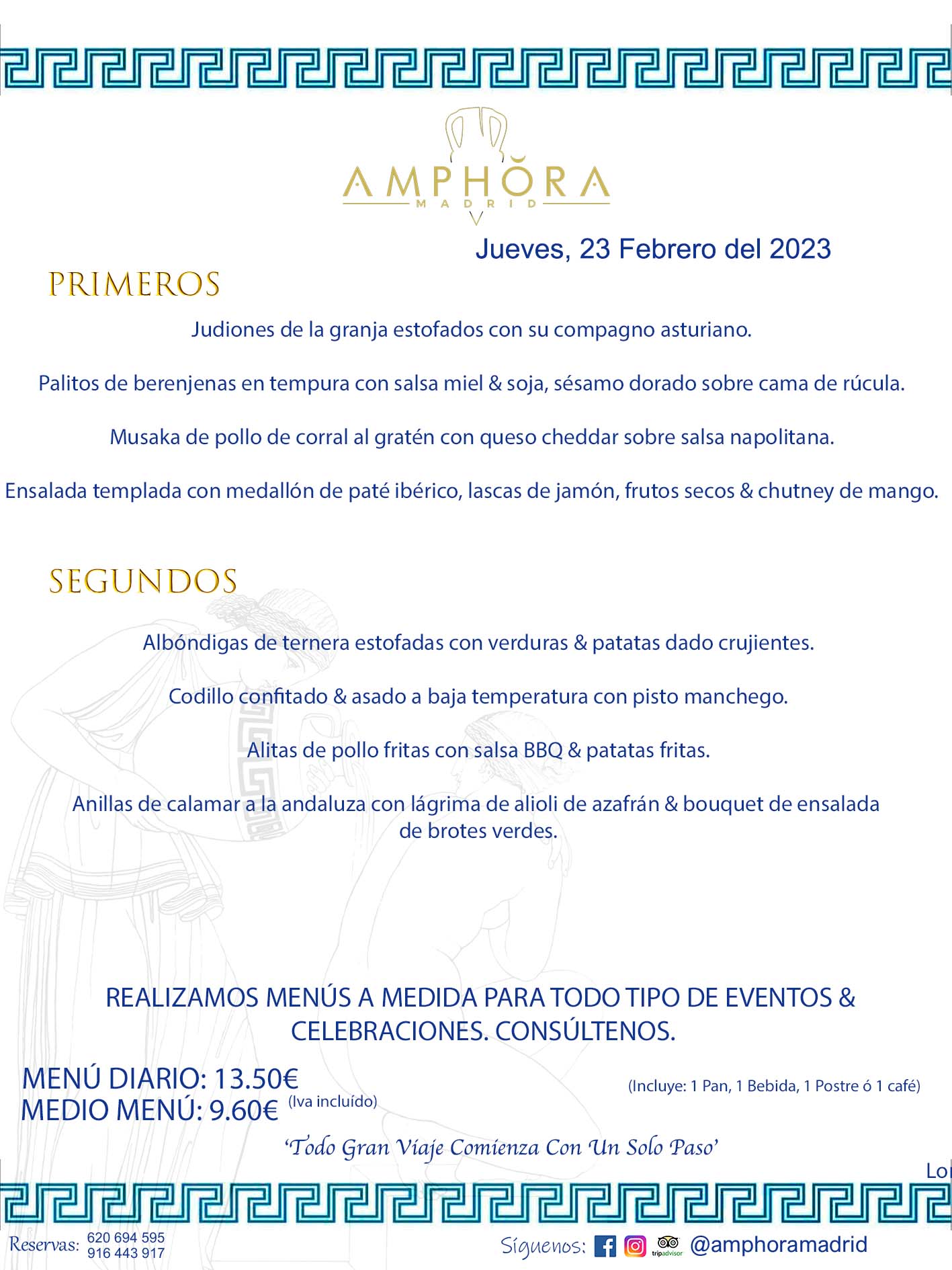 MENU DEL JUEVES DÍA 23 DE FEBRERO DE 2023 MENÚS DIARIOS MEJORES MENÚS RESTAURANTES ALCORCÓN RESTAURANTE AMPHORA TERRAZA EN ALCORCÓN (DISPONEMOS DE UNA GRAN TERRAZA) Av. Leganés, 54 28923 · Alcorcón · Madrid · España. 91 644 39 17 620 694 595 También realizamos menús especiales a medida personalizados a grupos para todo tipo de eventos, como celebraciones, comidas o cenas de empresas, bautizos, bodas, cumpleaños, cenas o comidas de navidad 2022/2023, etc. Consúltenos o visite nuestras excelentes y amplias instalaciones y les prepararemos el menú más ajustado a sus necesidades y presupuesto. #RestaurantesEventos #RestaurantesMenúsCelebraciones #RestaurantesSalonesBodasBautizosComuniones #MenúsEspecialesparaEventosAlcorcón #MenúsCelebracionesAlcorcón #RestaurantesSalonesMenúsEspecialesGrupos #RestaurantesMenúsCumpleaños #ComidasCenasEmpresasAlcorcón #MenúsparaCenasComidasEventosEmpresasMadrid #MejoresTerrazasMadrid #MejorTerrazaAlcorcónMadrid #PresupuestosMenúsBodasComunionesBautizosAlcorcón #RestaurantesSecretosconEncantoMadrid #RestaurantesMenúsCenasComidasGruposEmpresasNavidadesAlcorcon #SalonesComidasCenasEmpresasAlcorcón #MenúsEventos #MenúsBodas #MenúsComuniones #MenúsCumpleaños #MenúsBautizos #MenúsEventosAlcorcón #MenúsBodasAlcorcón #MenúsComunionesAlcorcón #MenúsCumpleañosAlcorcón #MenúsBautizosAlcorcón #MenúsNavidadAlcorcón #MenúsComidasNavidad #MenúsCenasNavidad #SalonesEventosAlcorcón RESTAURANTES ALCORCÓN CELEBRACIONES EVENTOS CUMPLEAÑOS BODAS COMUNIONES BAUTIZOS, MENÚS ESPECIALES A MEDIDA PARA REUNIONES FAMILIARES EVENTOS CELEBRACIONES BODAS COMUNIONES BAUTIZOS EN ALCORCÓN, RESTAURANTES SALONES GRUPOS COMIDAS CENAS EN ALCORCÓN, RESTAURANTES COMIDAS CENAS EMPRESA ALCORCÓN MADRID, MEJORES TERRAZAS ALCORCÓN, MEJOR TERRAZA ALCORCÓN, RESTAURANTES SECRETOS CON ENCANTO EN MADRID, RESTAURANTES MENUS GRUPOS ESPECIALES COMIDAS CENAS EMPRESAS NAVIDADES ALCORCÓN, CONSÚLTE NUESTROS MENÚS A MEDIDA PARA EVENTOS - REALIZAMOS MENÚS A MEDIDA PARA BODAS, COMUNIONES, BAUTIZOS, CUMPLEAÑOS, CENAS COMIDAS DE EMPRESAS, ETC - NUESTRO RESTAURANTE DIPONE DE UNA EXTRAORDINARIA TERRAZA PARA TODO TIPO DE EVENTOS - NUESTROS SALONES INTERIORES SE ADAPTAN A TODO DE EVENTOS, YA SEAN PARTICULARES COMO DE EMPRESAS - RESTAURANTE PREPARADO PARA TODO TIPO DE EVENTOS DE CLIENTES DE LA ZONA SUR SUROESTE DE MADRID COMO ALCORCÓN MÓSTOLES FUENLABRADA VILLAVICIOSA DE ODÓN POZUELO DE ALARCÓN GETAFE LAS ROZAS MAJADAHONDA - UNO DE LOS MEJORES RESTAURANTES DE MADRID PARA COMER O CENAR A LA CARTA O CON NUESTROS MENÚS - CELEBRE CON NOSOTROS SUS REUNIONES FAMILIARES CUMPLEAÑOS BAUTIZOS COMUNIONES BODAS PRESENTACIONES ETC. PUES SERÁN UN ÉXITO - MEJORES RESTAURANTES SALONES CELEBRACIONES EN ALCORCÓN -RESTAURANTES MENUS GRUPOS COMIDAS CENAS REUNIONES EMPRESAS NAVIDADES 2022 2023 ALCORCÓN ZONA SUR MADRID.