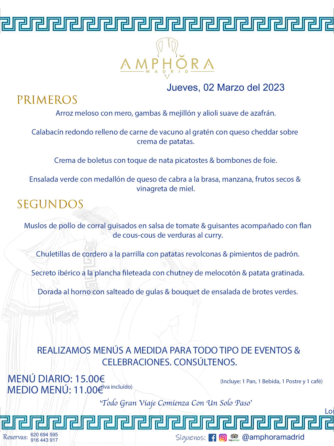 MENU DEL JUEVES DÍA 2 DE MARZO DE 2023 MENÚS DIARIOS MEJORES MENÚS RESTAURANTES ALCORCÓN RESTAURANTE AMPHORA TERRAZA EN ALCORCÓN (DISPONEMOS DE UNA GRAN TERRAZA) Av. Leganés, 54 28923 · Alcorcón · Madrid · España. 91 644 39 17 620 694 595 También realizamos menús especiales a medida personalizados a grupos para todo tipo de eventos, como celebraciones, comidas o cenas de empresas, bautizos, bodas, cumpleaños, cenas o comidas de navidad 2023 2024, etc. Consúltenos o visite nuestras excelentes y amplias instalaciones y les prepararemos el menú más ajustado a sus necesidades y presupuesto. #RestaurantesEventos #RestaurantesMenúsCelebraciones #RestaurantesSalonesBodasBautizosComuniones #MenúsEspecialesparaEventosAlcorcón #MenúsCelebracionesAlcorcón #RestaurantesSalonesMenúsEspecialesGrupos #RestaurantesMenúsCumpleaños #ComidasCenasEmpresasAlcorcón #MenúsparaCenasComidasEventosEmpresasMadrid #MejoresTerrazasMadrid #MejorTerrazaAlcorcónMadrid #PresupuestosMenúsBodasComunionesBautizosAlcorcón #RestaurantesSecretosconEncantoMadrid #RestaurantesMenúsCenasComidasGruposEmpresasNavidadesAlcorcon #SalonesComidasCenasEmpresasAlcorcón #MenúsEventos #MenúsBodas #MenúsComuniones #MenúsCumpleaños #MenúsBautizos #MenúsEventosAlcorcón #MenúsBodasAlcorcón #MenúsComunionesAlcorcón #MenúsCumpleañosAlcorcón #MenúsBautizosAlcorcón #MenúsNavidadAlcorcón #MenúsComidasNavidad #MenúsCenasNavidad #SalonesEventosAlcorcón RESTAURANTES ALCORCÓN CELEBRACIONES EVENTOS CUMPLEAÑOS BODAS COMUNIONES BAUTIZOS, MENÚS ESPECIALES A MEDIDA PARA REUNIONES FAMILIARES EVENTOS CELEBRACIONES BODAS COMUNIONES BAUTIZOS EN ALCORCÓN, RESTAURANTES SALONES GRUPOS COMIDAS CENAS EN ALCORCÓN, RESTAURANTES COMIDAS CENAS EMPRESA ALCORCÓN MADRID, MEJORES TERRAZAS ALCORCÓN, MEJOR TERRAZA ALCORCÓN, RESTAURANTES SECRETOS CON ENCANTO EN MADRID, RESTAURANTES MENUS GRUPOS ESPECIALES COMIDAS CENAS EMPRESAS NAVIDADES ALCORCÓN, CONSÚLTE NUESTROS MENÚS A MEDIDA PARA EVENTOS - REALIZAMOS MENÚS A MEDIDA PARA BODAS, COMUNIONES, BAUTIZOS, CUMPLEAÑOS, CENAS COMIDAS DE EMPRESAS, ETC - NUESTRO RESTAURANTE DIPONE DE UNA EXTRAORDINARIA TERRAZA PARA TODO TIPO DE EVENTOS - NUESTROS SALONES INTERIORES SE ADAPTAN A TODO DE EVENTOS, YA SEAN PARTICULARES COMO DE EMPRESAS - RESTAURANTE PREPARADO PARA TODO TIPO DE EVENTOS DE CLIENTES DE LA ZONA SUR SUROESTE DE MADRID COMO ALCORCÓN MÓSTOLES FUENLABRADA VILLAVICIOSA DE ODÓN POZUELO DE ALARCÓN GETAFE LAS ROZAS MAJADAHONDA - UNO DE LOS MEJORES RESTAURANTES DE MADRID PARA COMER O CENAR A LA CARTA O CON NUESTROS MENÚS - CELEBRE CON NOSOTROS SUS REUNIONES FAMILIARES CUMPLEAÑOS BAUTIZOS COMUNIONES BODAS PRESENTACIONES ETC. PUES SERÁN UN ÉXITO - MEJORES RESTAURANTES SALONES CELEBRACIONES EN ALCORCÓN -RESTAURANTES MENUS GRUPOS COMIDAS CENAS REUNIONES EMPRESAS NAVIDADES 2023 2024 ALCORCÓN ZONA SUR MADRID.