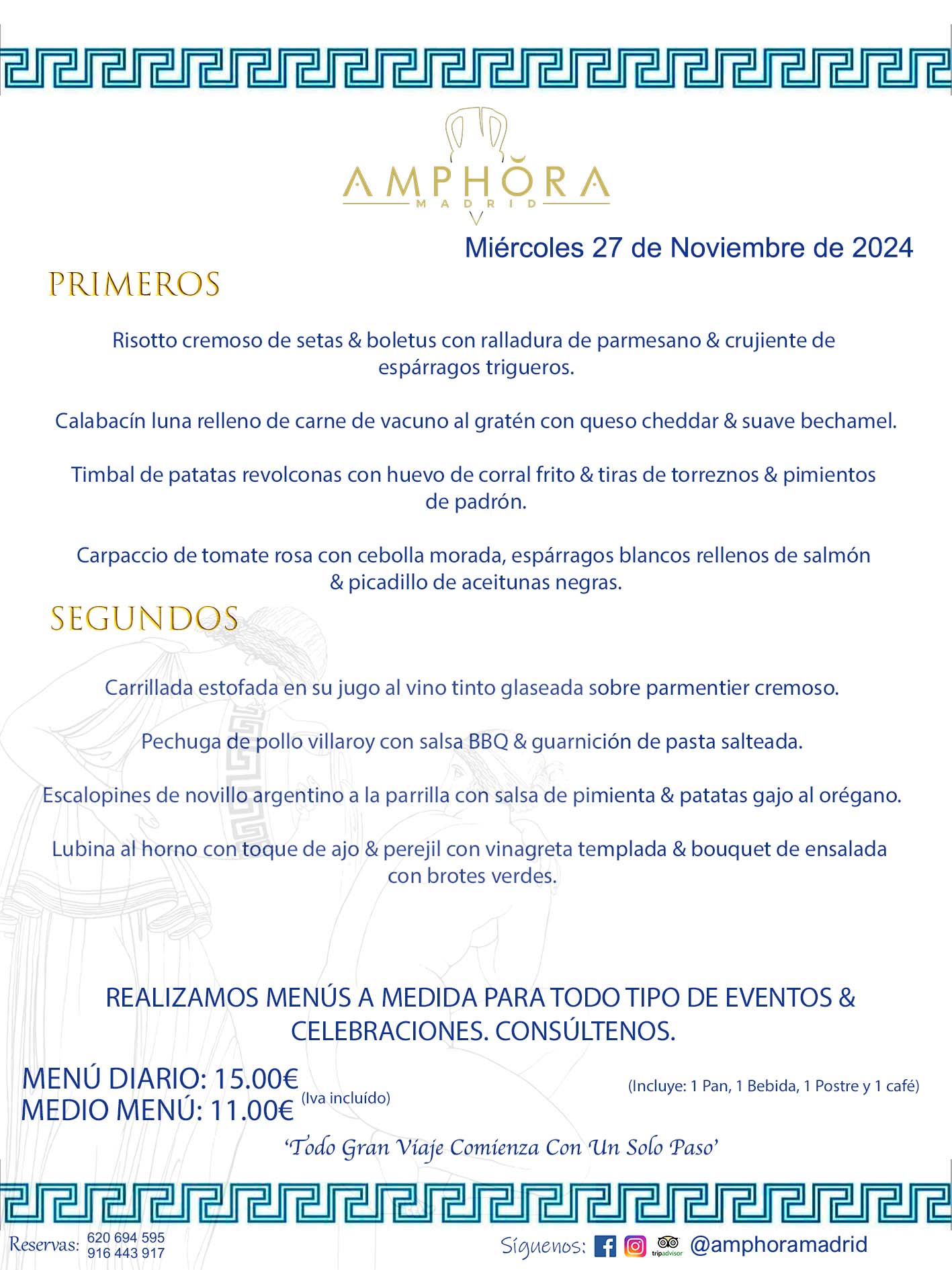 MENÚS DEL DÍA ALCORCÓN MENÚ DEL MIÉRCOLES 27 DE NOVIEMBRE DE 2024 MENÚS DIARIOS MEJORES MENÚS RESTAURANTES ALCORCÓN RESTAURANTE AMPHORA TERRAZA EN ALCORCÓN (DISPONEMOS DE UNA GRAN TERRAZA) Av. Leganés, 54 28923 · Alcorcón · Madrid · España. 91 644 39 17 620 694 595 También realizamos menús especiales a medida personalizados a grupos para todo tipo de eventos, como celebraciones, comidas o cenas de empresas, bautizos, bodas, cumpleaños, cenas o comidas de navidad 2023 2024, etc. Consúltenos o visite nuestras excelentes y amplias instalaciones y les prepararemos el menú más ajustado a sus necesidades y presupuesto. #RestaurantesEventos #RestaurantesMenúsCelebraciones #RestaurantesSalonesBodasBautizosComuniones #MenúsEspecialesparaEventosAlcorcón #MenúsCelebracionesAlcorcón #RestaurantesSalonesMenúsEspecialesGrupos #RestaurantesMenúsCumpleaños #ComidasCenasEmpresasAlcorcón #MenúsparaCenasComidasEventosEmpresasMadrid #MejoresTerrazasMadrid #MejorTerrazaAlcorcónMadrid #PresupuestosMenúsBodasComunionesBautizosAlcorcón #RestaurantesSecretosconEncantoMadrid #RestaurantesMenúsCenasComidasGruposEmpresasNavidadesAlcorcon #SalonesComidasCenasEmpresasAlcorcón #MenúsEventos #MenúsBodas #MenúsComuniones #MenúsCumpleaños #MenúsBautizos #MenúsEventosAlcorcón #MenúsBodasAlcorcón #MenúsComunionesAlcorcón #MenúsCumpleañosAlcorcón #MenúsBautizosAlcorcón #MenúsNavidadAlcorcón #MenúsComidasNavidad #MenúsCenasNavidad #SalonesEventosAlcorcón RESTAURANTES ALCORCÓN CELEBRACIONES EVENTOS CUMPLEAÑOS BODAS COMUNIONES BAUTIZOS, MENÚS ESPECIALES A MEDIDA PARA REUNIONES FAMILIARES EVENTOS CELEBRACIONES BODAS COMUNIONES BAUTIZOS EN ALCORCÓN, RESTAURANTES SALONES GRUPOS COMIDAS CENAS EN ALCORCÓN, RESTAURANTES COMIDAS CENAS EMPRESA ALCORCÓN MADRID, MEJORES TERRAZAS ALCORCÓN, MEJOR TERRAZA ALCORCÓN, RESTAURANTES SECRETOS CON ENCANTO EN MADRID, RESTAURANTES MENUS GRUPOS ESPECIALES COMIDAS CENAS EMPRESAS NAVIDADES ALCORCÓN, CONSÚLTE NUESTROS MENÚS A MEDIDA PARA EVENTOS - REALIZAMOS MENÚS A MEDIDA PARA BODAS, COMUNIONES, BAUTIZOS, CUMPLEAÑOS, CENAS COMIDAS DE EMPRESAS, ETC - NUESTRO RESTAURANTE DIPONE DE UNA EXTRAORDINARIA TERRAZA PARA TODO TIPO DE EVENTOS - NUESTROS SALONES INTERIORES SE ADAPTAN A TODO DE EVENTOS, YA SEAN PARTICULARES COMO DE EMPRESAS - RESTAURANTE PREPARADO PARA TODO TIPO DE EVENTOS DE CLIENTES DE LA ZONA SUR SUROESTE DE MADRID COMO ALCORCÓN MÓSTOLES FUENLABRADA VILLAVICIOSA DE ODÓN POZUELO DE ALARCÓN GETAFE LAS ROZAS MAJADAHONDA - UNO DE LOS MEJORES RESTAURANTES DE MADRID PARA COMER O CENAR A LA CARTA O CON NUESTROS MENÚS - CELEBRE CON NOSOTROS SUS REUNIONES FAMILIARES CUMPLEAÑOS BAUTIZOS COMUNIONES BODAS PRESENTACIONES ETC. PUES SERÁN UN ÉXITO - MEJORES RESTAURANTES SALONES CELEBRACIONES EN ALCORCÓN -RESTAURANTES MENUS GRUPOS COMIDAS CENAS REUNIONES EMPRESAS NAVIDADES 2024 ALCORCÓN ZONA SUR MADRID.MENÚS DEL DÍA ALCORCÓN DIARIOS MEJORES MENÚS RESTAURANTES ALCORCÓN RESTAURANTE AMPHORA TERRAZA EN ALCORCÓN (DISPONEMOS DE UNA GRAN TERRAZA)