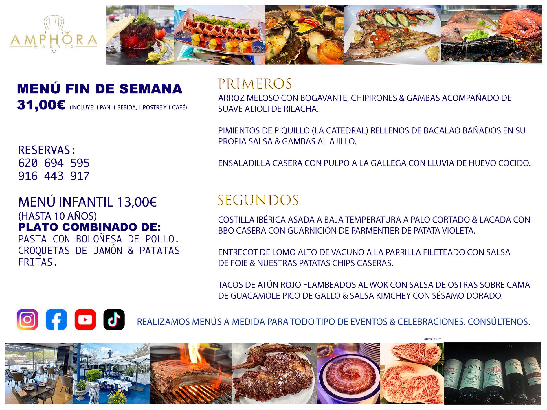 MENÚS FIN DE SEMANA DEL SABADO 22 DE FEBRERO Y DOMINGO 23 DE FEBRERO DE 2025 RESTAURANTE AMPHORA TERRAZA EN ALCORCÓN (DISPONEMOS DE UNA GRAN TERRAZA) Av. Leganés, 54 28923 · Alcorcón · Madrid · España. 91 644 39 17 620 694 595 También realizamos menús especiales a medida personalizados a grupos para todo tipo de eventos, como celebraciones, comidas o cenas de empresas, bautizos, bodas, cumpleaños, cenas o comidas de navidad 2022/2023, etc. Consúltenos o visite nuestras excelentes y amplias instalaciones y les prepararemos el menú más ajustado a sus necesidades y presupuesto. #RestaurantesEventos #RestaurantesMenúsCelebraciones #RestaurantesSalonesBodasBautizosComuniones #MenúsEspecialesparaEventosAlcorcón #MenúsCelebracionesAlcorcón #RestaurantesSalonesMenúsEspecialesGrupos #RestaurantesMenúsCumpleaños #ComidasCenasEmpresasAlcorcón #MenúsparaCenasComidasEventosEmpresasMadrid #MejoresTerrazasMadrid #MejorTerrazaAlcorcónMadrid #PresupuestosMenúsBodasComunionesBautizosAlcorcón #RestaurantesSecretosconEncantoMadrid #RestaurantesMenúsCenasComidasGruposEmpresasNavidadesAlcorcon #SalonesComidasCenasEmpresasAlcorcón #MenúsEventos #MenúsBodas #MenúsComuniones #MenúsCumpleaños #MenúsBautizos #MenúsEventosAlcorcón #MenúsBodasAlcorcón #MenúsComunionesAlcorcón #MenúsCumpleañosAlcorcón #MenúsBautizosAlcorcón #MenúsNavidadAlcorcón #MenúsComidasNavidad #MenúsCenasNavidad #SalonesEventosAlcorcón RESTAURANTES ALCORCÓN CELEBRACIONES EVENTOS CUMPLEAÑOS BODAS COMUNIONES BAUTIZOS, MENÚS ESPECIALES A MEDIDA PARA REUNIONES FAMILIARES EVENTOS CELEBRACIONES BODAS COMUNIONES BAUTIZOS EN ALCORCÓN, RESTAURANTES SALONES GRUPOS COMIDAS CENAS EN ALCORCÓN, RESTAURANTES COMIDAS CENAS EMPRESA ALCORCÓN MADRID, MEJORES TERRAZAS ALCORCÓN, MEJOR TERRAZA ALCORCÓN, RESTAURANTES SECRETOS CON ENCANTO EN MADRID, RESTAURANTES MENUS GRUPOS ESPECIALES COMIDAS CENAS EMPRESAS NAVIDADES ALCORCÓN, CONSÚLTE NUESTROS MENÚS A MEDIDA PARA EVENTOS - REALIZAMOS MENÚS A MEDIDA PARA BODAS, COMUNIONES, BAUTIZOS, CUMPLEAÑOS, CENAS COMIDAS DE EMPRESAS, ETC - NUESTRO RESTAURANTE DIPONE DE UNA EXTRAORDINARIA TERRAZA PARA TODO TIPO DE EVENTOS - NUESTROS SALONES INTERIORES SE ADAPTAN A TODO DE EVENTOS, YA SEAN PARTICULARES COMO DE EMPRESAS - RESTAURANTE PREPARADO PARA TODO TIPO DE EVENTOS DE CLIENTES DE LA ZONA SUR SUROESTE DE MADRID COMO ALCORCÓN MÓSTOLES FUENLABRADA VILLAVICIOSA DE ODÓN POZUELO DE ALARCÓN GETAFE LAS ROZAS MAJADAHONDA - UNO DE LOS MEJORES RESTAURANTES DE MADRID PARA COMER O CENAR A LA CARTA O CON NUESTROS MENÚS - CELEBRE CON NOSOTROS SUS REUNIONES FAMILIARES CUMPLEAÑOS BAUTIZOS COMUNIONES BODAS PRESENTACIONES ETC. PUES SERÁN UN ÉXITO - MEJORES RESTAURANTES SALONES CELEBRACIONES EN ALCORCÓN -RESTAURANTES MENUS GRUPOS COMIDAS CENAS REUNIONES EMPRESAS NAVIDADES 2022 2023 ALCORCÓN ZONA SUR MADRID.