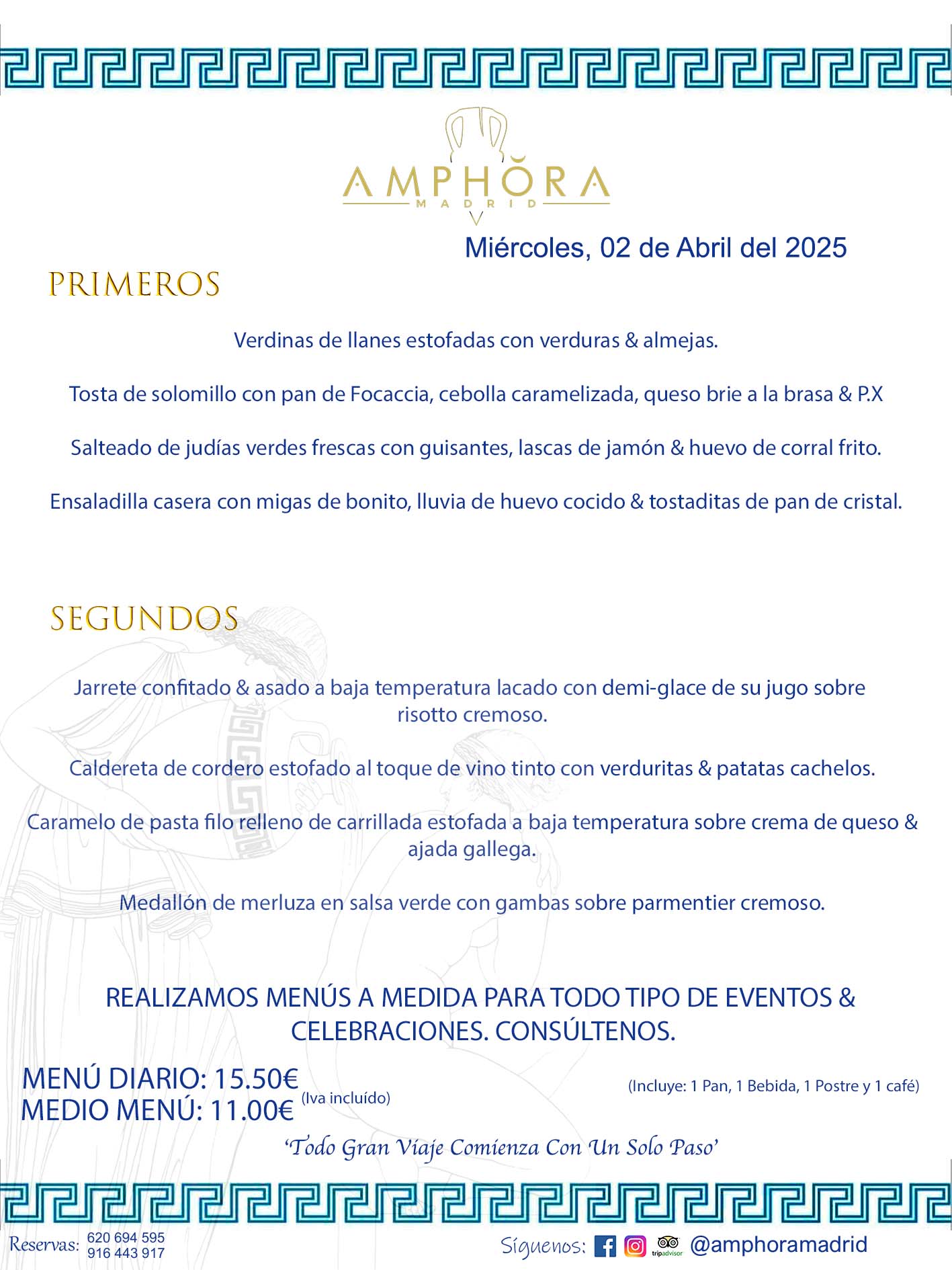 MENÚS DEL DÍA ALCORCÓN MENÚ DEL MIÉRCOLES 2 DE ABRIL DE DE 2025 MENÚS DIARIOS MEJORES MENÚS RESTAURANTES ALCORCÓN RESTAURANTE AMPHORA TERRAZA EN ALCORCÓN (DISPONEMOS DE UNA GRAN TERRAZA) Av. Leganés, 54 28923 · Alcorcón · Madrid · España. 91 644 39 17 620 694 595 También realizamos menús especiales a medida personalizados a grupos para todo tipo de eventos, como celebraciones, comidas o cenas de empresas, bautizos, bodas, cumpleaños, cenas o comidas de navidad 2023 2024, etc. Consúltenos o visite nuestras excelentes y amplias instalaciones y les prepararemos el menú más ajustado a sus necesidades y presupuesto. #RestaurantesEventos #RestaurantesMenúsCelebraciones #RestaurantesSalonesBodasBautizosComuniones #MenúsEspecialesparaEventosAlcorcón #MenúsCelebracionesAlcorcón #RestaurantesSalonesMenúsEspecialesGrupos #RestaurantesMenúsCumpleaños #ComidasCenasEmpresasAlcorcón #MenúsparaCenasComidasEventosEmpresasMadrid #MejoresTerrazasMadrid #MejorTerrazaAlcorcónMadrid #PresupuestosMenúsBodasComunionesBautizosAlcorcón #RestaurantesSecretosconEncantoMadrid #RestaurantesMenúsCenasComidasGruposEmpresasNavidadesAlcorcon #SalonesComidasCenasEmpresasAlcorcón #MenúsEventos #MenúsBodas #MenúsComuniones #MenúsCumpleaños #MenúsBautizos #MenúsEventosAlcorcón #MenúsBodasAlcorcón #MenúsComunionesAlcorcón #MenúsCumpleañosAlcorcón #MenúsBautizosAlcorcón #MenúsNavidadAlcorcón #MenúsComidasNavidad #MenúsCenasNavidad #SalonesEventosAlcorcón RESTAURANTES ALCORCÓN CELEBRACIONES EVENTOS CUMPLEAÑOS BODAS COMUNIONES BAUTIZOS, MENÚS ESPECIALES A MEDIDA PARA REUNIONES FAMILIARES EVENTOS CELEBRACIONES BODAS COMUNIONES BAUTIZOS EN ALCORCÓN, RESTAURANTES SALONES GRUPOS COMIDAS CENAS EN ALCORCÓN, RESTAURANTES COMIDAS CENAS EMPRESA ALCORCÓN MADRID, MEJORES TERRAZAS ALCORCÓN, MEJOR TERRAZA ALCORCÓN, RESTAURANTES SECRETOS CON ENCANTO EN MADRID, RESTAURANTES MENUS GRUPOS ESPECIALES COMIDAS CENAS EMPRESAS NAVIDADES ALCORCÓN, CONSÚLTE NUESTROS MENÚS A MEDIDA PARA EVENTOS - REALIZAMOS MENÚS A MEDIDA PARA BODAS, COMUNIONES, BAUTIZOS, CUMPLEAÑOS, CENAS COMIDAS DE EMPRESAS, ETC - NUESTRO RESTAURANTE DIPONE DE UNA EXTRAORDINARIA TERRAZA PARA TODO TIPO DE EVENTOS - NUESTROS SALONES INTERIORES SE ADAPTAN A TODO DE EVENTOS, YA SEAN PARTICULARES COMO DE EMPRESAS - RESTAURANTE PREPARADO PARA TODO TIPO DE EVENTOS DE CLIENTES DE LA ZONA SUR SUROESTE DE MADRID COMO ALCORCÓN MÓSTOLES FUENLABRADA VILLAVICIOSA DE ODÓN POZUELO DE ALARCÓN GETAFE LAS ROZAS MAJADAHONDA - UNO DE LOS MEJORES RESTAURANTES DE MADRID PARA COMER O CENAR A LA CARTA O CON NUESTROS MENÚS - CELEBRE CON NOSOTROS SUS REUNIONES FAMILIARES CUMPLEAÑOS BAUTIZOS COMUNIONES BODAS PRESENTACIONES ETC. PUES SERÁN UN ÉXITO - MEJORES RESTAURANTES SALONES CELEBRACIONES EN ALCORCÓN -RESTAURANTES MENUS GRUPOS COMIDAS CENAS REUNIONES EMPRESAS NAVIDADES 2024 ALCORCÓN ZONA SUR MADRID.MENÚS DEL DÍA ALCORCÓN DIARIOS MEJORES MENÚS RESTAURANTES ALCORCÓN RESTAURANTE AMPHORA TERRAZA EN ALCORCÓN (DISPONEMOS DE UNA GRAN TERRAZA)