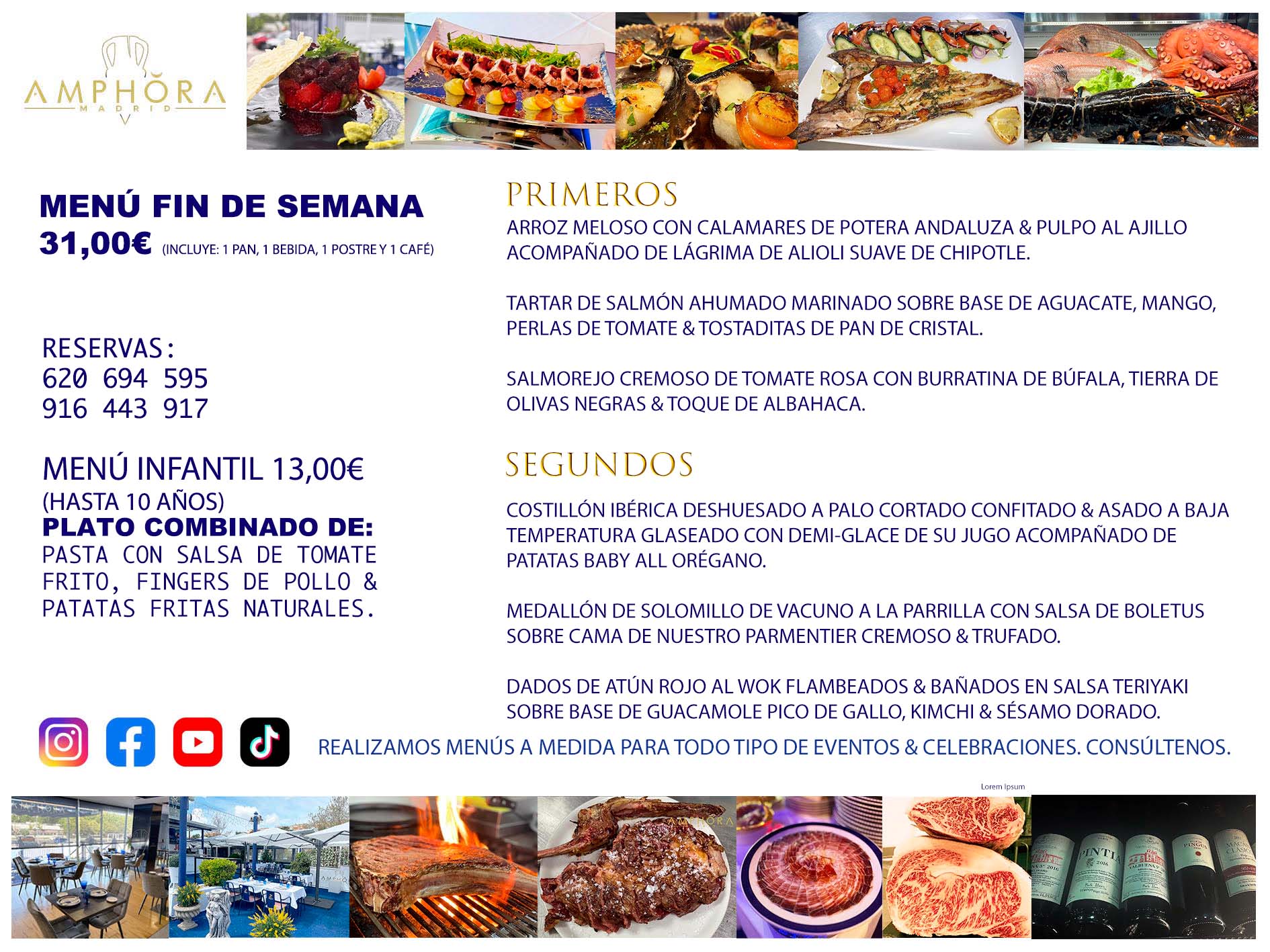 MENÚS FIN DE SEMANA DEL SABADO 17 DE MAYO Y DOMINGO 18 DE MAYO DE 2025 RESTAURANTE AMPHORA TERRAZA EN ALCORCÓN (DISPONEMOS DE UNA GRAN TERRAZA) Av. Leganés, 54 28923 · Alcorcón · Madrid · España. 91 644 39 17 620 694 595 También realizamos menús especiales a medida personalizados a grupos para todo tipo de eventos, como celebraciones, comidas o cenas de empresas, bautizos, bodas, cumpleaños, cenas o comidas de navidad 2022/2023, etc. Consúltenos o visite nuestras excelentes y amplias instalaciones y les prepararemos el menú más ajustado a sus necesidades y presupuesto. #RestaurantesEventos #RestaurantesMenúsCelebraciones #RestaurantesSalonesBodasBautizosComuniones #MenúsEspecialesparaEventosAlcorcón #MenúsCelebracionesAlcorcón #RestaurantesSalonesMenúsEspecialesGrupos #RestaurantesMenúsCumpleaños #ComidasCenasEmpresasAlcorcón #MenúsparaCenasComidasEventosEmpresasMadrid #MejoresTerrazasMadrid #MejorTerrazaAlcorcónMadrid #PresupuestosMenúsBodasComunionesBautizosAlcorcón #RestaurantesSecretosconEncantoMadrid #RestaurantesMenúsCenasComidasGruposEmpresasNavidadesAlcorcon #SalonesComidasCenasEmpresasAlcorcón #MenúsEventos #MenúsBodas #MenúsComuniones #MenúsCumpleaños #MenúsBautizos #MenúsEventosAlcorcón #MenúsBodasAlcorcón #MenúsComunionesAlcorcón #MenúsCumpleañosAlcorcón #MenúsBautizosAlcorcón #MenúsNavidadAlcorcón #MenúsComidasNavidad #MenúsCenasNavidad #SalonesEventosAlcorcón RESTAURANTES ALCORCÓN CELEBRACIONES EVENTOS CUMPLEAÑOS BODAS COMUNIONES BAUTIZOS, MENÚS ESPECIALES A MEDIDA PARA REUNIONES FAMILIARES EVENTOS CELEBRACIONES BODAS COMUNIONES BAUTIZOS EN ALCORCÓN, RESTAURANTES SALONES GRUPOS COMIDAS CENAS EN ALCORCÓN, RESTAURANTES COMIDAS CENAS EMPRESA ALCORCÓN MADRID, MEJORES TERRAZAS ALCORCÓN, MEJOR TERRAZA ALCORCÓN, RESTAURANTES SECRETOS CON ENCANTO EN MADRID, RESTAURANTES MENUS GRUPOS ESPECIALES COMIDAS CENAS EMPRESAS NAVIDADES ALCORCÓN, CONSÚLTE NUESTROS MENÚS A MEDIDA PARA EVENTOS - REALIZAMOS MENÚS A MEDIDA PARA BODAS, COMUNIONES, BAUTIZOS, CUMPLEAÑOS, CENAS COMIDAS DE EMPRESAS, ETC - NUESTRO RESTAURANTE DIPONE DE UNA EXTRAORDINARIA TERRAZA PARA TODO TIPO DE EVENTOS - NUESTROS SALONES INTERIORES SE ADAPTAN A TODO DE EVENTOS, YA SEAN PARTICULARES COMO DE EMPRESAS - RESTAURANTE PREPARADO PARA TODO TIPO DE EVENTOS DE CLIENTES DE LA ZONA SUR SUROESTE DE MADRID COMO ALCORCÓN MÓSTOLES FUENLABRADA VILLAVICIOSA DE ODÓN POZUELO DE ALARCÓN GETAFE LAS ROZAS MAJADAHONDA - UNO DE LOS MEJORES RESTAURANTES DE MADRID PARA COMER O CENAR A LA CARTA O CON NUESTROS MENÚS - CELEBRE CON NOSOTROS SUS REUNIONES FAMILIARES CUMPLEAÑOS BAUTIZOS COMUNIONES BODAS PRESENTACIONES ETC. PUES SERÁN UN ÉXITO - MEJORES RESTAURANTES SALONES CELEBRACIONES EN ALCORCÓN -RESTAURANTES MENUS GRUPOS COMIDAS CENAS REUNIONES EMPRESAS NAVIDADES 2022 2023 ALCORCÓN ZONA SUR MADRID.