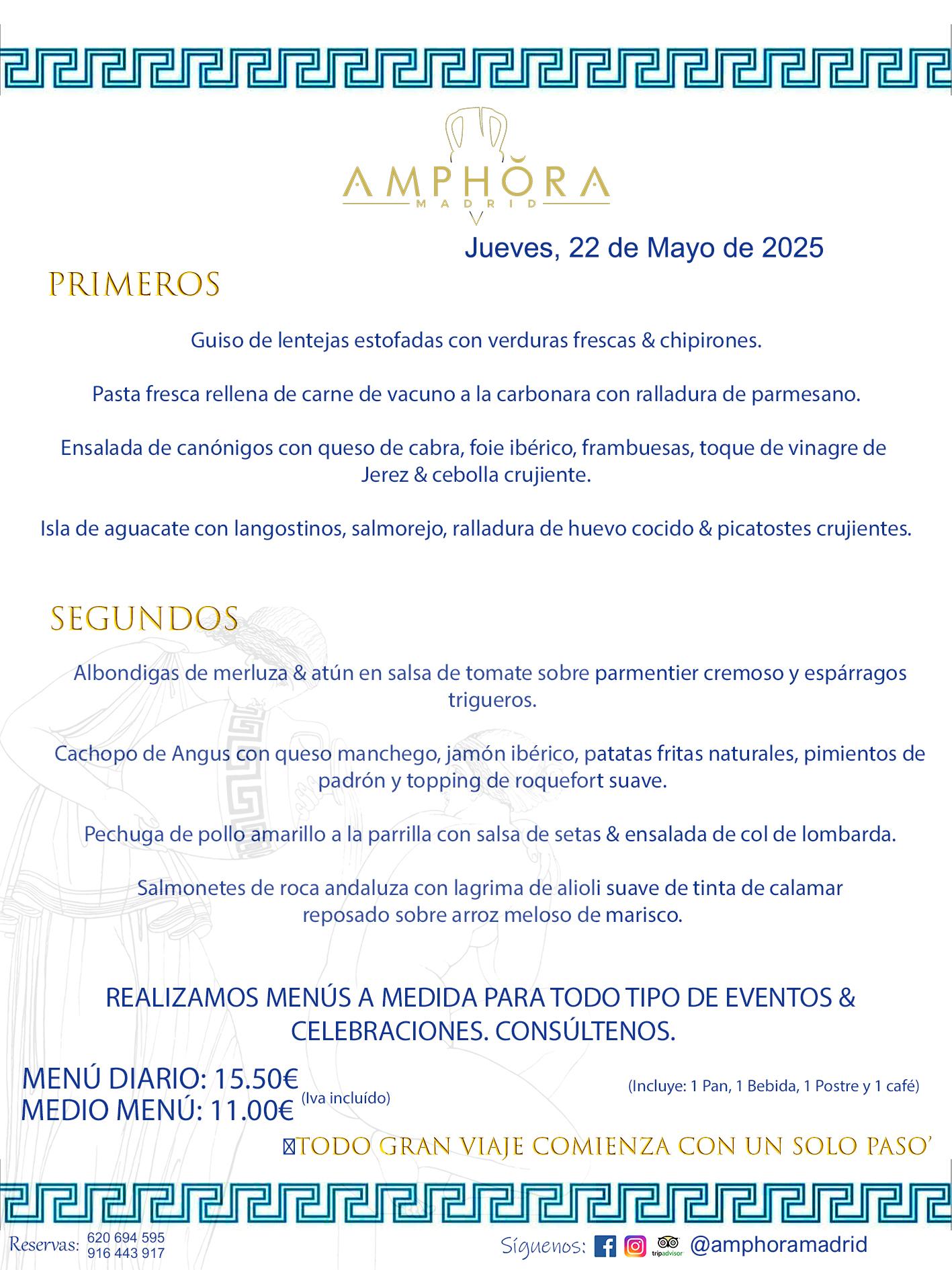 MENÚS DEL DÍA ALCORCÓN MENÚ DEL JUEVES 22 DE MAYO DE DE 2025 MENÚS DIARIOS MEJORES MENÚS RESTAURANTES ALCORCÓN RESTAURANTE AMPHORA TERRAZA EN ALCORCÓN (DISPONEMOS DE UNA GRAN TERRAZA) Av. Leganés, 54 28923 · Alcorcón · Madrid · España. 91 644 39 17 620 694 595 También realizamos menús especiales a medida personalizados a grupos para todo tipo de eventos, como celebraciones, comidas o cenas de empresas, bautizos, bodas, cumpleaños, cenas o comidas de navidad 2023 2024, etc. Consúltenos o visite nuestras excelentes y amplias instalaciones y les prepararemos el menú más ajustado a sus necesidades y presupuesto. #RestaurantesEventos #RestaurantesMenúsCelebraciones #RestaurantesSalonesBodasBautizosComuniones #MenúsEspecialesparaEventosAlcorcón #MenúsCelebracionesAlcorcón #RestaurantesSalonesMenúsEspecialesGrupos #RestaurantesMenúsCumpleaños #ComidasCenasEmpresasAlcorcón #MenúsparaCenasComidasEventosEmpresasMadrid #MejoresTerrazasMadrid #MejorTerrazaAlcorcónMadrid #PresupuestosMenúsBodasComunionesBautizosAlcorcón #RestaurantesSecretosconEncantoMadrid #RestaurantesMenúsCenasComidasGruposEmpresasNavidadesAlcorcon #SalonesComidasCenasEmpresasAlcorcón #MenúsEventos #MenúsBodas #MenúsComuniones #MenúsCumpleaños #MenúsBautizos #MenúsEventosAlcorcón #MenúsBodasAlcorcón #MenúsComunionesAlcorcón #MenúsCumpleañosAlcorcón #MenúsBautizosAlcorcón #MenúsNavidadAlcorcón #MenúsComidasNavidad #MenúsCenasNavidad #SalonesEventosAlcorcón RESTAURANTES ALCORCÓN CELEBRACIONES EVENTOS CUMPLEAÑOS BODAS COMUNIONES BAUTIZOS, MENÚS ESPECIALES A MEDIDA PARA REUNIONES FAMILIARES EVENTOS CELEBRACIONES BODAS COMUNIONES BAUTIZOS EN ALCORCÓN, RESTAURANTES SALONES GRUPOS COMIDAS CENAS EN ALCORCÓN, RESTAURANTES COMIDAS CENAS EMPRESA ALCORCÓN MADRID, MEJORES TERRAZAS ALCORCÓN, MEJOR TERRAZA ALCORCÓN, RESTAURANTES SECRETOS CON ENCANTO EN MADRID, RESTAURANTES MENUS GRUPOS ESPECIALES COMIDAS CENAS EMPRESAS NAVIDADES ALCORCÓN, CONSÚLTE NUESTROS MENÚS A MEDIDA PARA EVENTOS - REALIZAMOS MENÚS A MEDIDA PARA BODAS, COMUNIONES, BAUTIZOS, CUMPLEAÑOS, CENAS COMIDAS DE EMPRESAS, ETC - NUESTRO RESTAURANTE DIPONE DE UNA EXTRAORDINARIA TERRAZA PARA TODO TIPO DE EVENTOS - NUESTROS SALONES INTERIORES SE ADAPTAN A TODO DE EVENTOS, YA SEAN PARTICULARES COMO DE EMPRESAS - RESTAURANTE PREPARADO PARA TODO TIPO DE EVENTOS DE CLIENTES DE LA ZONA SUR SUROESTE DE MADRID COMO ALCORCÓN MÓSTOLES FUENLABRADA VILLAVICIOSA DE ODÓN POZUELO DE ALARCÓN GETAFE LAS ROZAS MAJADAHONDA - UNO DE LOS MEJORES RESTAURANTES DE MADRID PARA COMER O CENAR A LA CARTA O CON NUESTROS MENÚS - CELEBRE CON NOSOTROS SUS REUNIONES FAMILIARES CUMPLEAÑOS BAUTIZOS COMUNIONES BODAS PRESENTACIONES ETC. PUES SERÁN UN ÉXITO - MEJORES RESTAURANTES SALONES CELEBRACIONES EN ALCORCÓN -RESTAURANTES MENUS GRUPOS COMIDAS CENAS REUNIONES EMPRESAS NAVIDADES 2024 ALCORCÓN ZONA SUR MADRID.MENÚS DEL DÍA ALCORCÓN DIARIOS MEJORES MENÚS RESTAURANTES ALCORCÓN RESTAURANTE AMPHORA TERRAZA EN ALCORCÓN (DISPONEMOS DE UNA GRAN TERRAZA)