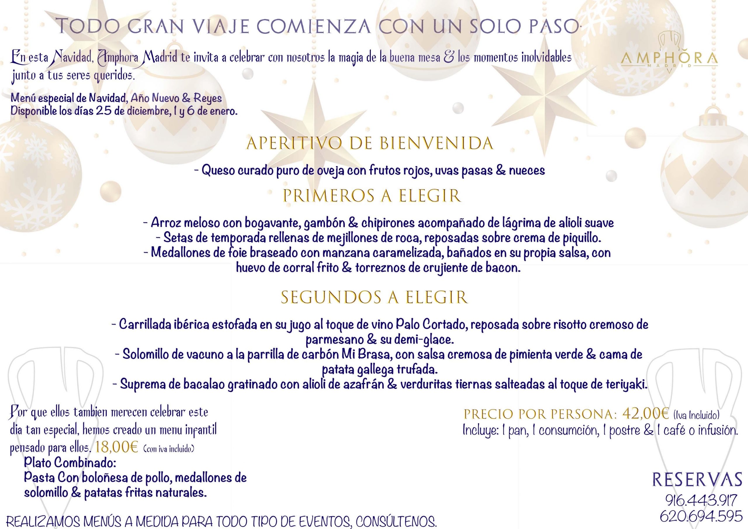 MENÚ ESPECIAL DEL DÍA DE NAVIDAD DÍA 25 DE DICIEMBRE DE 2025. MENÚS ESPECIALES DEGUSTACIÓN RESTAURANTE AMPHORA TERRAZA. MEJORES MENÚS PARA DÍAS FESTIVOS Y CELEBRACIONES DE LAS NAVIDADES 2025 2026 EN ALCORCÓN (MADRID). MEJORES MENÚS NAVIDAD COMIDAS CENAS EMPRESAS ALCORCÓN MADRID SUR