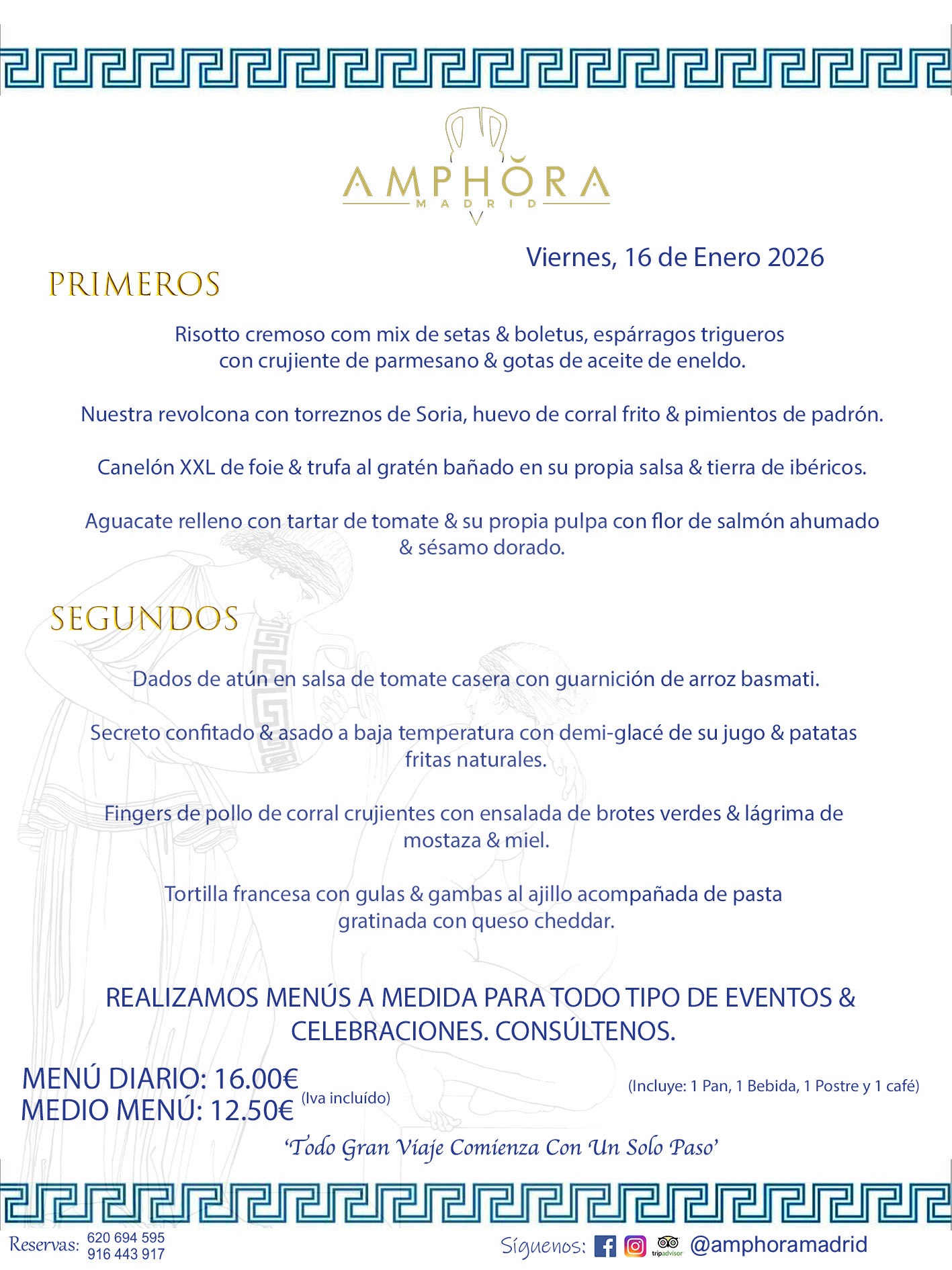 MENÚS DEL DÍA ALCORCÓN MENÚ DEL VIERNES 16 DE ENERO DE DE 2026 MENÚS DIARIOS MEJORES MENÚS RESTAURANTES ALCORCÓN RESTAURANTE AMPHORA TERRAZA EN ALCORCÓN (DISPONEMOS DE UNA GRAN TERRAZA) Av. Leganés, 54 28923 · Alcorcón · Madrid · España. 91 644 39 17 620 694 595 También realizamos menús especiales a medida personalizados a grupos para todo tipo de eventos, como celebraciones, comidas o cenas de empresas, bautizos, bodas, cumpleaños, cenas o comidas de navidad 2023 2024, etc. Consúltenos o visite nuestras excelentes y amplias instalaciones y les prepararemos el menú más ajustado a sus necesidades y presupuesto. #RestaurantesEventos #RestaurantesMenúsCelebraciones #RestaurantesSalonesBodasBautizosComuniones #MenúsEspecialesparaEventosAlcorcón #MenúsCelebracionesAlcorcón #RestaurantesSalonesMenúsEspecialesGrupos #RestaurantesMenúsCumpleaños #ComidasCenasEmpresasAlcorcón #MenúsparaCenasComidasEventosEmpresasMadrid #MejoresTerrazasMadrid #MejorTerrazaAlcorcónMadrid #PresupuestosMenúsBodasComunionesBautizosAlcorcón #RestaurantesSecretosconEncantoMadrid #RestaurantesMenúsCenasComidasGruposEmpresasNavidadesAlcorcon #SalonesComidasCenasEmpresasAlcorcón #MenúsEventos #MenúsBodas #MenúsComuniones #MenúsCumpleaños #MenúsBautizos #MenúsEventosAlcorcón #MenúsBodasAlcorcón #MenúsComunionesAlcorcón #MenúsCumpleañosAlcorcón #MenúsBautizosAlcorcón #MenúsNavidadAlcorcón #MenúsComidasNavidad #MenúsCenasNavidad #SalonesEventosAlcorcón RESTAURANTES ALCORCÓN CELEBRACIONES EVENTOS CUMPLEAÑOS BODAS COMUNIONES BAUTIZOS, MENÚS ESPECIALES A MEDIDA PARA REUNIONES FAMILIARES EVENTOS CELEBRACIONES BODAS COMUNIONES BAUTIZOS EN ALCORCÓN, RESTAURANTES SALONES GRUPOS COMIDAS CENAS EN ALCORCÓN, RESTAURANTES COMIDAS CENAS EMPRESA ALCORCÓN MADRID, MEJORES TERRAZAS ALCORCÓN, MEJOR TERRAZA ALCORCÓN, RESTAURANTES SECRETOS CON ENCANTO EN MADRID, RESTAURANTES MENUS GRUPOS ESPECIALES COMIDAS CENAS EMPRESAS NAVIDADES ALCORCÓN, CONSÚLTE NUESTROS MENÚS A MEDIDA PARA EVENTOS - REALIZAMOS MENÚS A MEDIDA PARA BODAS, COMUNIONES, BAUTIZOS, CUMPLEAÑOS, CENAS COMIDAS DE EMPRESAS, ETC - NUESTRO RESTAURANTE DIPONE DE UNA EXTRAORDINARIA TERRAZA PARA TODO TIPO DE EVENTOS - NUESTROS SALONES INTERIORES SE ADAPTAN A TODO DE EVENTOS, YA SEAN PARTICULARES COMO DE EMPRESAS - RESTAURANTE PREPARADO PARA TODO TIPO DE EVENTOS DE CLIENTES DE LA ZONA SUR SUROESTE DE MADRID COMO ALCORCÓN MÓSTOLES FUENLABRADA VILLAVICIOSA DE ODÓN POZUELO DE ALARCÓN GETAFE LAS ROZAS MAJADAHONDA - UNO DE LOS MEJORES RESTAURANTES DE MADRID PARA COMER O CENAR A LA CARTA O CON NUESTROS MENÚS - CELEBRE CON NOSOTROS SUS REUNIONES FAMILIARES CUMPLEAÑOS BAUTIZOS COMUNIONES BODAS PRESENTACIONES ETC. PUES SERÁN UN ÉXITO - MEJORES RESTAURANTES SALONES CELEBRACIONES EN ALCORCÓN -RESTAURANTES MENUS GRUPOS COMIDAS CENAS REUNIONES EMPRESAS NAVIDADES 2024 ALCORCÓN ZONA SUR MADRID.MENÚS DEL DÍA ALCORCÓN DIARIOS MEJORES MENÚS RESTAURANTES ALCORCÓN RESTAURANTE AMPHORA TERRAZA EN ALCORCÓN (DISPONEMOS DE UNA GRAN TERRAZA)