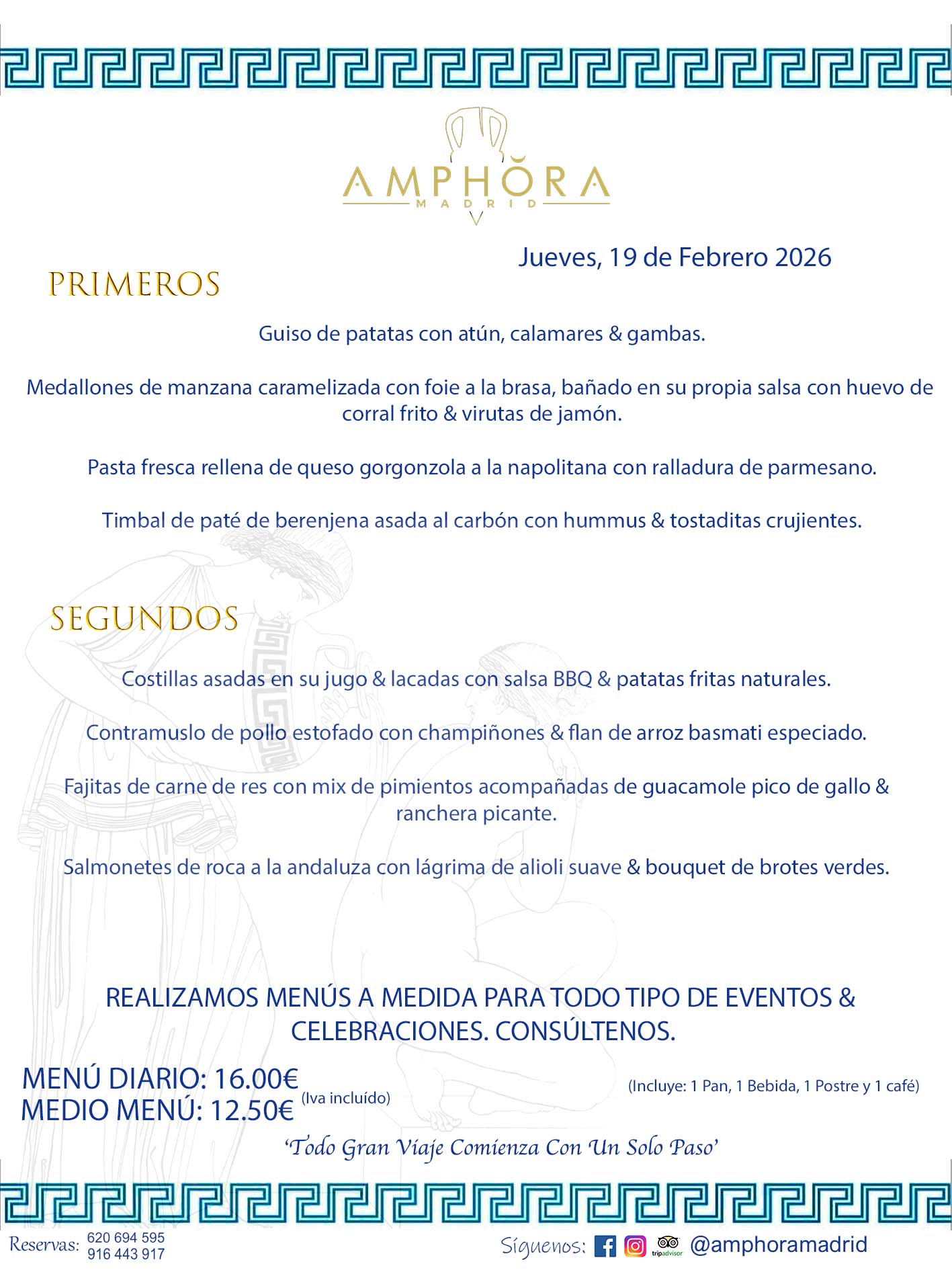 MENÚS DEL DÍA ALCORCÓN MENÚ DEL VIERNES 19 DE FEBRERO DE DE 2026 MENÚS DIARIOS MEJORES MENÚS RESTAURANTES ALCORCÓN RESTAURANTE AMPHORA TERRAZA EN ALCORCÓN (DISPONEMOS DE UNA GRAN TERRAZA) Av. Leganés, 54 28923 · Alcorcón · Madrid · España. 91 644 39 17 620 694 595 También realizamos menús especiales a medida personalizados a grupos para todo tipo de eventos, como celebraciones, comidas o cenas de empresas, bautizos, bodas, cumpleaños, cenas o comidas de navidad 2023 2024, etc. Consúltenos o visite nuestras excelentes y amplias instalaciones y les prepararemos el menú más ajustado a sus necesidades y presupuesto. #RestaurantesEventos #RestaurantesMenúsCelebraciones #RestaurantesSalonesBodasBautizosComuniones #MenúsEspecialesparaEventosAlcorcón #MenúsCelebracionesAlcorcón #RestaurantesSalonesMenúsEspecialesGrupos #RestaurantesMenúsCumpleaños #ComidasCenasEmpresasAlcorcón #MenúsparaCenasComidasEventosEmpresasMadrid #MejoresTerrazasMadrid #MejorTerrazaAlcorcónMadrid #PresupuestosMenúsBodasComunionesBautizosAlcorcón #RestaurantesSecretosconEncantoMadrid #RestaurantesMenúsCenasComidasGruposEmpresasNavidadesAlcorcon #SalonesComidasCenasEmpresasAlcorcón #MenúsEventos #MenúsBodas #MenúsComuniones #MenúsCumpleaños #MenúsBautizos #MenúsEventosAlcorcón #MenúsBodasAlcorcón #MenúsComunionesAlcorcón #MenúsCumpleañosAlcorcón #MenúsBautizosAlcorcón #MenúsNavidadAlcorcón #MenúsComidasNavidad #MenúsCenasNavidad #SalonesEventosAlcorcón RESTAURANTES ALCORCÓN CELEBRACIONES EVENTOS CUMPLEAÑOS BODAS COMUNIONES BAUTIZOS, MENÚS ESPECIALES A MEDIDA PARA REUNIONES FAMILIARES EVENTOS CELEBRACIONES BODAS COMUNIONES BAUTIZOS EN ALCORCÓN, RESTAURANTES SALONES GRUPOS COMIDAS CENAS EN ALCORCÓN, RESTAURANTES COMIDAS CENAS EMPRESA ALCORCÓN MADRID, MEJORES TERRAZAS ALCORCÓN, MEJOR TERRAZA ALCORCÓN, RESTAURANTES SECRETOS CON ENCANTO EN MADRID, RESTAURANTES MENUS GRUPOS ESPECIALES COMIDAS CENAS EMPRESAS NAVIDADES ALCORCÓN, CONSÚLTE NUESTROS MENÚS A MEDIDA PARA EVENTOS - REALIZAMOS MENÚS A MEDIDA PARA BODAS, COMUNIONES, BAUTIZOS, CUMPLEAÑOS, CENAS COMIDAS DE EMPRESAS, ETC - NUESTRO RESTAURANTE DIPONE DE UNA EXTRAORDINARIA TERRAZA PARA TODO TIPO DE EVENTOS - NUESTROS SALONES INTERIORES SE ADAPTAN A TODO DE EVENTOS, YA SEAN PARTICULARES COMO DE EMPRESAS - RESTAURANTE PREPARADO PARA TODO TIPO DE EVENTOS DE CLIENTES DE LA ZONA SUR SUROESTE DE MADRID COMO ALCORCÓN MÓSTOLES FUENLABRADA VILLAVICIOSA DE ODÓN POZUELO DE ALARCÓN GETAFE LAS ROZAS MAJADAHONDA - UNO DE LOS MEJORES RESTAURANTES DE MADRID PARA COMER O CENAR A LA CARTA O CON NUESTROS MENÚS - CELEBRE CON NOSOTROS SUS REUNIONES FAMILIARES CUMPLEAÑOS BAUTIZOS COMUNIONES BODAS PRESENTACIONES ETC. PUES SERÁN UN ÉXITO - MEJORES RESTAURANTES SALONES CELEBRACIONES EN ALCORCÓN -RESTAURANTES MENUS GRUPOS COMIDAS CENAS REUNIONES EMPRESAS NAVIDADES 2024 ALCORCÓN ZONA SUR MADRID.MENÚS DEL DÍA ALCORCÓN DIARIOS MEJORES MENÚS RESTAURANTES ALCORCÓN RESTAURANTE AMPHORA TERRAZA EN ALCORCÓN (DISPONEMOS DE UNA GRAN TERRAZA)