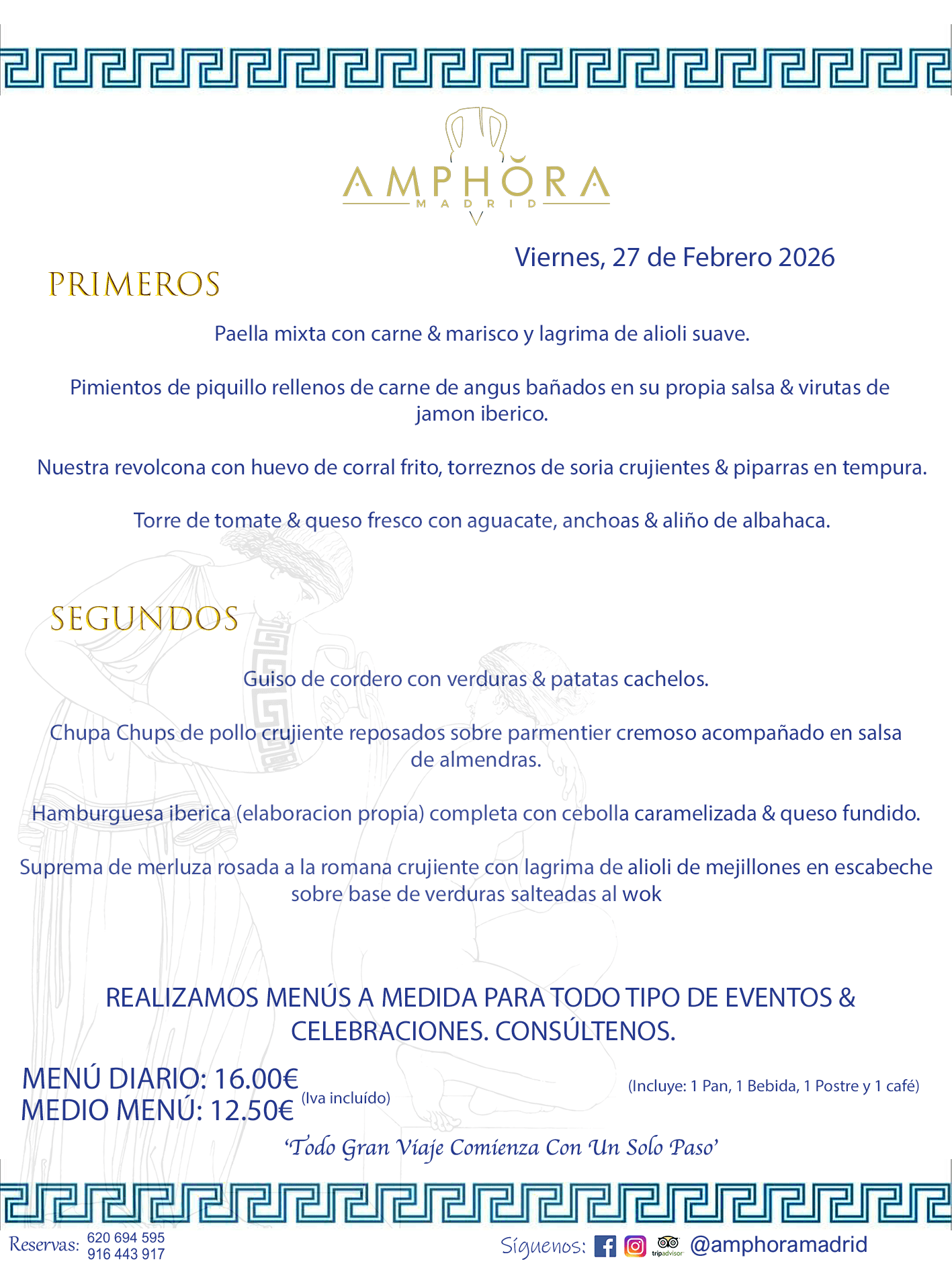 MENÚS DEL DÍA ALCORCÓN MENÚ DEL VIERNES 27 DE FEBRERO DE DE 2026 MENÚS DIARIOS MEJORES MENÚS RESTAURANTES ALCORCÓN RESTAURANTE AMPHORA TERRAZA EN ALCORCÓN (DISPONEMOS DE UNA GRAN TERRAZA) Av. Leganés, 54 28923 · Alcorcón · Madrid · España. 91 644 39 17 620 694 595 También realizamos menús especiales a medida personalizados a grupos para todo tipo de eventos, como celebraciones, comidas o cenas de empresas, bautizos, bodas, cumpleaños, cenas o comidas de navidad 2023 2024, etc. Consúltenos o visite nuestras excelentes y amplias instalaciones y les prepararemos el menú más ajustado a sus necesidades y presupuesto. #RestaurantesEventos #RestaurantesMenúsCelebraciones #RestaurantesSalonesBodasBautizosComuniones #MenúsEspecialesparaEventosAlcorcón #MenúsCelebracionesAlcorcón #RestaurantesSalonesMenúsEspecialesGrupos #RestaurantesMenúsCumpleaños #ComidasCenasEmpresasAlcorcón #MenúsparaCenasComidasEventosEmpresasMadrid #MejoresTerrazasMadrid #MejorTerrazaAlcorcónMadrid #PresupuestosMenúsBodasComunionesBautizosAlcorcón #RestaurantesSecretosconEncantoMadrid #RestaurantesMenúsCenasComidasGruposEmpresasNavidadesAlcorcon #SalonesComidasCenasEmpresasAlcorcón #MenúsEventos #MenúsBodas #MenúsComuniones #MenúsCumpleaños #MenúsBautizos #MenúsEventosAlcorcón #MenúsBodasAlcorcón #MenúsComunionesAlcorcón #MenúsCumpleañosAlcorcón #MenúsBautizosAlcorcón #MenúsNavidadAlcorcón #MenúsComidasNavidad #MenúsCenasNavidad #SalonesEventosAlcorcón RESTAURANTES ALCORCÓN CELEBRACIONES EVENTOS CUMPLEAÑOS BODAS COMUNIONES BAUTIZOS, MENÚS ESPECIALES A MEDIDA PARA REUNIONES FAMILIARES EVENTOS CELEBRACIONES BODAS COMUNIONES BAUTIZOS EN ALCORCÓN, RESTAURANTES SALONES GRUPOS COMIDAS CENAS EN ALCORCÓN, RESTAURANTES COMIDAS CENAS EMPRESA ALCORCÓN MADRID, MEJORES TERRAZAS ALCORCÓN, MEJOR TERRAZA ALCORCÓN, RESTAURANTES SECRETOS CON ENCANTO EN MADRID, RESTAURANTES MENUS GRUPOS ESPECIALES COMIDAS CENAS EMPRESAS NAVIDADES ALCORCÓN, CONSÚLTE NUESTROS MENÚS A MEDIDA PARA EVENTOS - REALIZAMOS MENÚS A MEDIDA PARA BODAS, COMUNIONES, BAUTIZOS, CUMPLEAÑOS, CENAS COMIDAS DE EMPRESAS, ETC - NUESTRO RESTAURANTE DIPONE DE UNA EXTRAORDINARIA TERRAZA PARA TODO TIPO DE EVENTOS - NUESTROS SALONES INTERIORES SE ADAPTAN A TODO DE EVENTOS, YA SEAN PARTICULARES COMO DE EMPRESAS - RESTAURANTE PREPARADO PARA TODO TIPO DE EVENTOS DE CLIENTES DE LA ZONA SUR SUROESTE DE MADRID COMO ALCORCÓN MÓSTOLES FUENLABRADA VILLAVICIOSA DE ODÓN POZUELO DE ALARCÓN GETAFE LAS ROZAS MAJADAHONDA - UNO DE LOS MEJORES RESTAURANTES DE MADRID PARA COMER O CENAR A LA CARTA O CON NUESTROS MENÚS - CELEBRE CON NOSOTROS SUS REUNIONES FAMILIARES CUMPLEAÑOS BAUTIZOS COMUNIONES BODAS PRESENTACIONES ETC. PUES SERÁN UN ÉXITO - MEJORES RESTAURANTES SALONES CELEBRACIONES EN ALCORCÓN -RESTAURANTES MENUS GRUPOS COMIDAS CENAS REUNIONES EMPRESAS NAVIDADES 2024 ALCORCÓN ZONA SUR MADRID.MENÚS DEL DÍA ALCORCÓN DIARIOS MEJORES MENÚS RESTAURANTES ALCORCÓN RESTAURANTE AMPHORA TERRAZA EN ALCORCÓN (DISPONEMOS DE UNA GRAN TERRAZA)