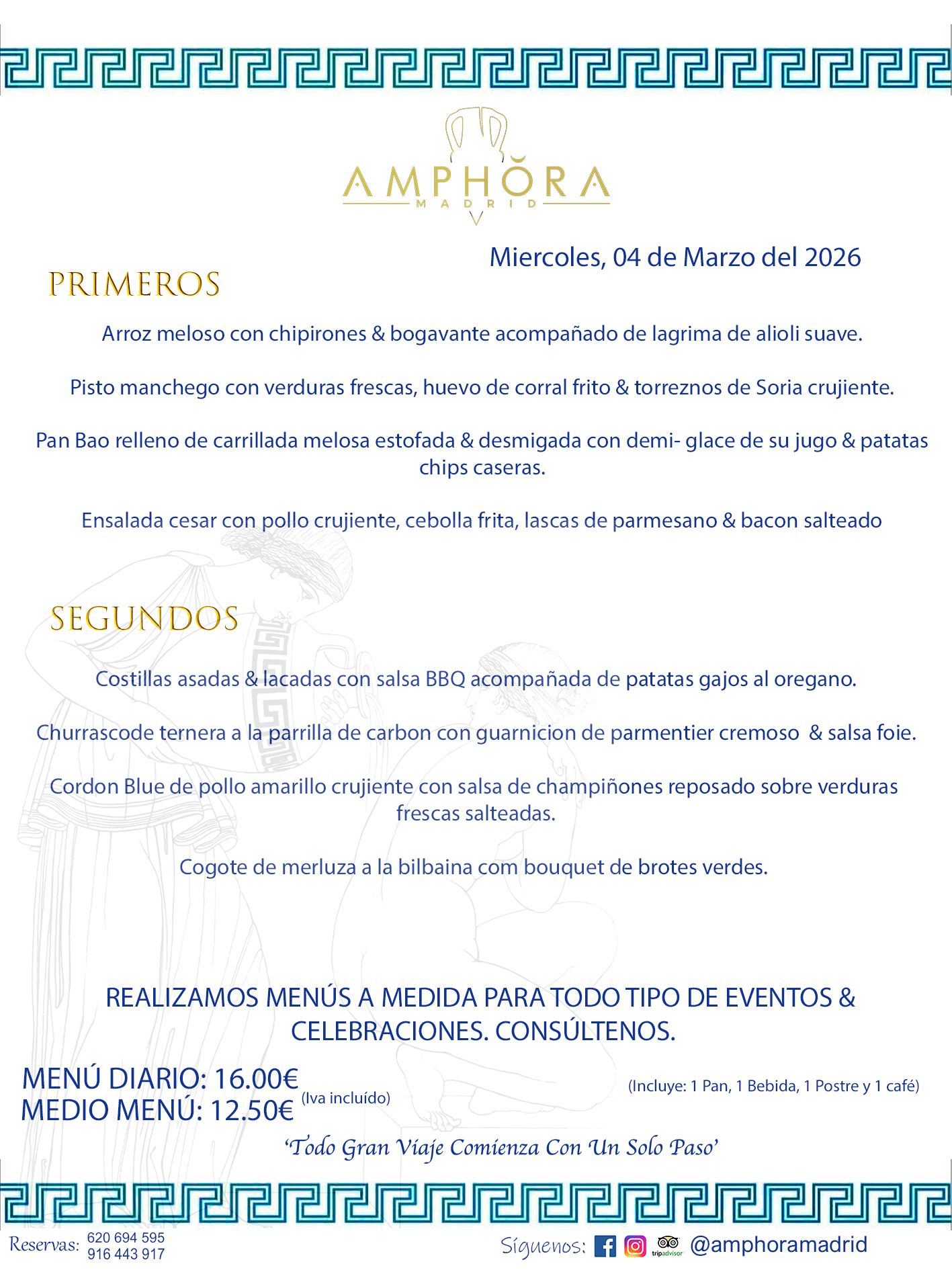 MENÚS DEL DÍA ALCORCÓN MENÚ DEL MIÉRCOLES 4 DE MARZO DE DE 2026 MENÚS DIARIOS MEJORES MENÚS RESTAURANTES ALCORCÓN RESTAURANTE AMPHORA TERRAZA EN ALCORCÓN (DISPONEMOS DE UNA GRAN TERRAZA) Av. Leganés, 54 28923 · Alcorcón · Madrid · España. 91 644 39 17 620 694 595 También realizamos menús especiales a medida personalizados a grupos para todo tipo de eventos, como celebraciones, comidas o cenas de empresas, bautizos, bodas, cumpleaños, cenas o comidas de navidad 2023 2024, etc. Consúltenos o visite nuestras excelentes y amplias instalaciones y les prepararemos el menú más ajustado a sus necesidades y presupuesto. #RestaurantesEventos #RestaurantesMenúsCelebraciones #RestaurantesSalonesBodasBautizosComuniones #MenúsEspecialesparaEventosAlcorcón #MenúsCelebracionesAlcorcón #RestaurantesSalonesMenúsEspecialesGrupos #RestaurantesMenúsCumpleaños #ComidasCenasEmpresasAlcorcón #MenúsparaCenasComidasEventosEmpresasMadrid #MejoresTerrazasMadrid #MejorTerrazaAlcorcónMadrid #PresupuestosMenúsBodasComunionesBautizosAlcorcón #RestaurantesSecretosconEncantoMadrid #RestaurantesMenúsCenasComidasGruposEmpresasNavidadesAlcorcon #SalonesComidasCenasEmpresasAlcorcón #MenúsEventos #MenúsBodas #MenúsComuniones #MenúsCumpleaños #MenúsBautizos #MenúsEventosAlcorcón #MenúsBodasAlcorcón #MenúsComunionesAlcorcón #MenúsCumpleañosAlcorcón #MenúsBautizosAlcorcón #MenúsNavidadAlcorcón #MenúsComidasNavidad #MenúsCenasNavidad #SalonesEventosAlcorcón RESTAURANTES ALCORCÓN CELEBRACIONES EVENTOS CUMPLEAÑOS BODAS COMUNIONES BAUTIZOS, MENÚS ESPECIALES A MEDIDA PARA REUNIONES FAMILIARES EVENTOS CELEBRACIONES BODAS COMUNIONES BAUTIZOS EN ALCORCÓN, RESTAURANTES SALONES GRUPOS COMIDAS CENAS EN ALCORCÓN, RESTAURANTES COMIDAS CENAS EMPRESA ALCORCÓN MADRID, MEJORES TERRAZAS ALCORCÓN, MEJOR TERRAZA ALCORCÓN, RESTAURANTES SECRETOS CON ENCANTO EN MADRID, RESTAURANTES MENUS GRUPOS ESPECIALES COMIDAS CENAS EMPRESAS NAVIDADES ALCORCÓN, CONSÚLTE NUESTROS MENÚS A MEDIDA PARA EVENTOS - REALIZAMOS MENÚS A MEDIDA PARA BODAS, COMUNIONES, BAUTIZOS, CUMPLEAÑOS, CENAS COMIDAS DE EMPRESAS, ETC - NUESTRO RESTAURANTE DIPONE DE UNA EXTRAORDINARIA TERRAZA PARA TODO TIPO DE EVENTOS - NUESTROS SALONES INTERIORES SE ADAPTAN A TODO DE EVENTOS, YA SEAN PARTICULARES COMO DE EMPRESAS - RESTAURANTE PREPARADO PARA TODO TIPO DE EVENTOS DE CLIENTES DE LA ZONA SUR SUROESTE DE MADRID COMO ALCORCÓN MÓSTOLES FUENLABRADA VILLAVICIOSA DE ODÓN POZUELO DE ALARCÓN GETAFE LAS ROZAS MAJADAHONDA - UNO DE LOS MEJORES RESTAURANTES DE MADRID PARA COMER O CENAR A LA CARTA O CON NUESTROS MENÚS - CELEBRE CON NOSOTROS SUS REUNIONES FAMILIARES CUMPLEAÑOS BAUTIZOS COMUNIONES BODAS PRESENTACIONES ETC. PUES SERÁN UN ÉXITO - MEJORES RESTAURANTES SALONES CELEBRACIONES EN ALCORCÓN -RESTAURANTES MENUS GRUPOS COMIDAS CENAS REUNIONES EMPRESAS NAVIDADES 2024 ALCORCÓN ZONA SUR MADRID.MENÚS DEL DÍA ALCORCÓN DIARIOS MEJORES MENÚS RESTAURANTES ALCORCÓN RESTAURANTE AMPHORA TERRAZA EN ALCORCÓN (DISPONEMOS DE UNA GRAN TERRAZA)