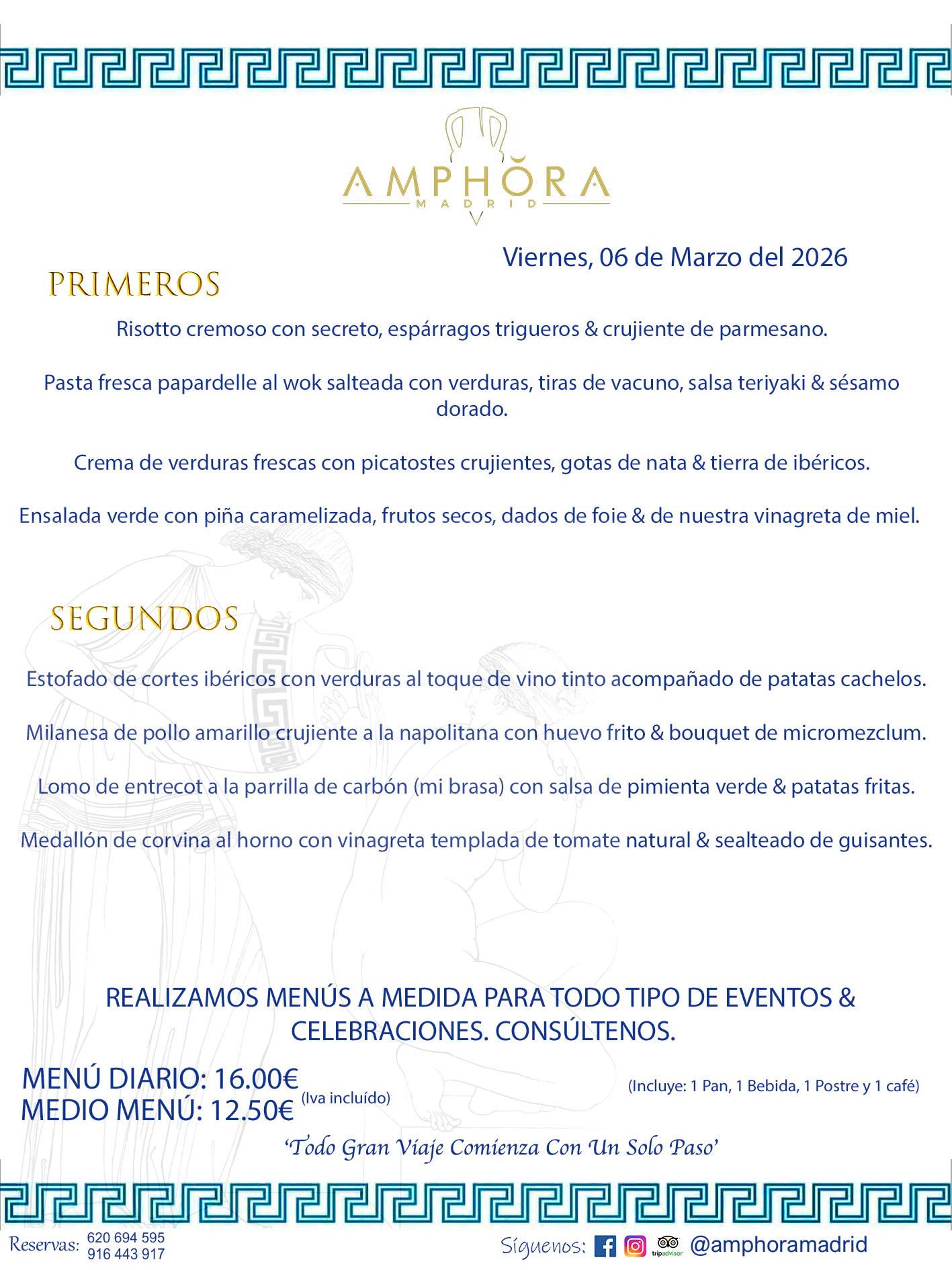 MENÚS DEL DÍA ALCORCÓN MENÚ DEL VIERNES 6 DE MARZO DE DE 2026 MENÚS DIARIOS MEJORES MENÚS RESTAURANTES ALCORCÓN RESTAURANTE AMPHORA TERRAZA EN ALCORCÓN (DISPONEMOS DE UNA GRAN TERRAZA) Av. Leganés, 54 28923 · Alcorcón · Madrid · España. 91 644 39 17 620 694 595 También realizamos menús especiales a medida personalizados a grupos para todo tipo de eventos, como celebraciones, comidas o cenas de empresas, bautizos, bodas, cumpleaños, cenas o comidas de navidad 2023 2024, etc. Consúltenos o visite nuestras excelentes y amplias instalaciones y les prepararemos el menú más ajustado a sus necesidades y presupuesto. #RestaurantesEventos #RestaurantesMenúsCelebraciones #RestaurantesSalonesBodasBautizosComuniones #MenúsEspecialesparaEventosAlcorcón #MenúsCelebracionesAlcorcón #RestaurantesSalonesMenúsEspecialesGrupos #RestaurantesMenúsCumpleaños #ComidasCenasEmpresasAlcorcón #MenúsparaCenasComidasEventosEmpresasMadrid #MejoresTerrazasMadrid #MejorTerrazaAlcorcónMadrid #PresupuestosMenúsBodasComunionesBautizosAlcorcón #RestaurantesSecretosconEncantoMadrid #RestaurantesMenúsCenasComidasGruposEmpresasNavidadesAlcorcon #SalonesComidasCenasEmpresasAlcorcón #MenúsEventos #MenúsBodas #MenúsComuniones #MenúsCumpleaños #MenúsBautizos #MenúsEventosAlcorcón #MenúsBodasAlcorcón #MenúsComunionesAlcorcón #MenúsCumpleañosAlcorcón #MenúsBautizosAlcorcón #MenúsNavidadAlcorcón #MenúsComidasNavidad #MenúsCenasNavidad #SalonesEventosAlcorcón RESTAURANTES ALCORCÓN CELEBRACIONES EVENTOS CUMPLEAÑOS BODAS COMUNIONES BAUTIZOS, MENÚS ESPECIALES A MEDIDA PARA REUNIONES FAMILIARES EVENTOS CELEBRACIONES BODAS COMUNIONES BAUTIZOS EN ALCORCÓN, RESTAURANTES SALONES GRUPOS COMIDAS CENAS EN ALCORCÓN, RESTAURANTES COMIDAS CENAS EMPRESA ALCORCÓN MADRID, MEJORES TERRAZAS ALCORCÓN, MEJOR TERRAZA ALCORCÓN, RESTAURANTES SECRETOS CON ENCANTO EN MADRID, RESTAURANTES MENUS GRUPOS ESPECIALES COMIDAS CENAS EMPRESAS NAVIDADES ALCORCÓN, CONSÚLTE NUESTROS MENÚS A MEDIDA PARA EVENTOS - REALIZAMOS MENÚS A MEDIDA PARA BODAS, COMUNIONES, BAUTIZOS, CUMPLEAÑOS, CENAS COMIDAS DE EMPRESAS, ETC - NUESTRO RESTAURANTE DIPONE DE UNA EXTRAORDINARIA TERRAZA PARA TODO TIPO DE EVENTOS - NUESTROS SALONES INTERIORES SE ADAPTAN A TODO DE EVENTOS, YA SEAN PARTICULARES COMO DE EMPRESAS - RESTAURANTE PREPARADO PARA TODO TIPO DE EVENTOS DE CLIENTES DE LA ZONA SUR SUROESTE DE MADRID COMO ALCORCÓN MÓSTOLES FUENLABRADA VILLAVICIOSA DE ODÓN POZUELO DE ALARCÓN GETAFE LAS ROZAS MAJADAHONDA - UNO DE LOS MEJORES RESTAURANTES DE MADRID PARA COMER O CENAR A LA CARTA O CON NUESTROS MENÚS - CELEBRE CON NOSOTROS SUS REUNIONES FAMILIARES CUMPLEAÑOS BAUTIZOS COMUNIONES BODAS PRESENTACIONES ETC. PUES SERÁN UN ÉXITO - MEJORES RESTAURANTES SALONES CELEBRACIONES EN ALCORCÓN -RESTAURANTES MENUS GRUPOS COMIDAS CENAS REUNIONES EMPRESAS NAVIDADES 2024 ALCORCÓN ZONA SUR MADRID.MENÚS DEL DÍA ALCORCÓN DIARIOS MEJORES MENÚS RESTAURANTES ALCORCÓN RESTAURANTE AMPHORA TERRAZA EN ALCORCÓN (DISPONEMOS DE UNA GRAN TERRAZA)