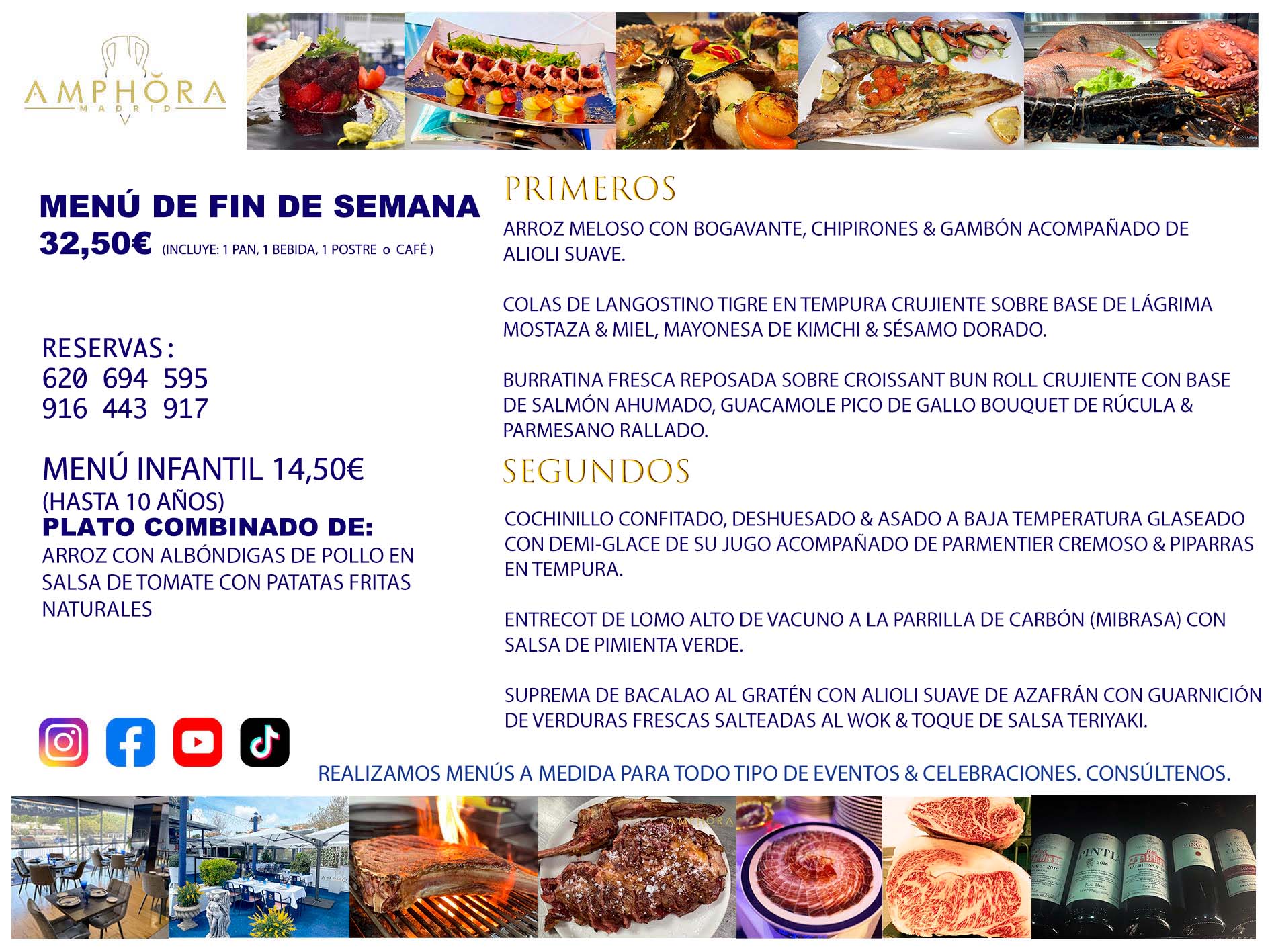 MENÚS FIN DE SEMANA DEL SABADO 11 Y DOMINGO 12 DE ABRIL DE 2026 RESTAURANTE AMPHORA TERRAZA EN ALCORCÓN (DISPONEMOS DE UNA GRAN TERRAZA) Av. Leganés, 54 28923 · Alcorcón · Madrid · España. 91 644 39 17 620 694 595 También realizamos menús especiales a medida personalizados a grupos para todo tipo de eventos, como celebraciones, comidas o cenas de empresas, bautizos, bodas, cumpleaños, cenas o comidas de navidad 2022/2023, etc. Consúltenos o visite nuestras excelentes y amplias instalaciones y les prepararemos el menú más ajustado a sus necesidades y presupuesto. #RestaurantesEventos #RestaurantesMenúsCelebraciones #RestaurantesSalonesBodasBautizosComuniones #MenúsEspecialesparaEventosAlcorcón #MenúsCelebracionesAlcorcón #RestaurantesSalonesMenúsEspecialesGrupos #RestaurantesMenúsCumpleaños #ComidasCenasEmpresasAlcorcón #MenúsparaCenasComidasEventosEmpresasMadrid #MejoresTerrazasMadrid #MejorTerrazaAlcorcónMadrid #PresupuestosMenúsBodasComunionesBautizosAlcorcón #RestaurantesSecretosconEncantoMadrid #RestaurantesMenúsCenasComidasGruposEmpresasNavidadesAlcorcon #SalonesComidasCenasEmpresasAlcorcón #MenúsEventos #MenúsBodas #MenúsComuniones #MenúsCumpleaños #MenúsBautizos #MenúsEventosAlcorcón #MenúsBodasAlcorcón #MenúsComunionesAlcorcón #MenúsCumpleañosAlcorcón #MenúsBautizosAlcorcón #MenúsNavidadAlcorcón #MenúsComidasNavidad #MenúsCenasNavidad #SalonesEventosAlcorcón RESTAURANTES ALCORCÓN CELEBRACIONES EVENTOS CUMPLEAÑOS BODAS COMUNIONES BAUTIZOS, MENÚS ESPECIALES A MEDIDA PARA REUNIONES FAMILIARES EVENTOS CELEBRACIONES BODAS COMUNIONES BAUTIZOS EN ALCORCÓN, RESTAURANTES SALONES GRUPOS COMIDAS CENAS EN ALCORCÓN, RESTAURANTES COMIDAS CENAS EMPRESA ALCORCÓN MADRID, MEJORES TERRAZAS ALCORCÓN, MEJOR TERRAZA ALCORCÓN, RESTAURANTES SECRETOS CON ENCANTO EN MADRID, RESTAURANTES MENUS GRUPOS ESPECIALES COMIDAS CENAS EMPRESAS NAVIDADES ALCORCÓN, CONSÚLTE NUESTROS MENÚS A MEDIDA PARA EVENTOS - REALIZAMOS MENÚS A MEDIDA PARA BODAS, COMUNIONES, BAUTIZOS, CUMPLEAÑOS, CENAS COMIDAS DE EMPRESAS, ETC - NUESTRO RESTAURANTE DIPONE DE UNA EXTRAORDINARIA TERRAZA PARA TODO TIPO DE EVENTOS - NUESTROS SALONES INTERIORES SE ADAPTAN A TODO DE EVENTOS, YA SEAN PARTICULARES COMO DE EMPRESAS - RESTAURANTE PREPARADO PARA TODO TIPO DE EVENTOS DE CLIENTES DE LA ZONA SUR SUROESTE DE MADRID COMO ALCORCÓN MÓSTOLES FUENLABRADA VILLAVICIOSA DE ODÓN POZUELO DE ALARCÓN GETAFE LAS ROZAS MAJADAHONDA - UNO DE LOS MEJORES RESTAURANTES DE MADRID PARA COMER O CENAR A LA CARTA O CON NUESTROS MENÚS - CELEBRE CON NOSOTROS SUS REUNIONES FAMILIARES CUMPLEAÑOS BAUTIZOS COMUNIONES BODAS PRESENTACIONES ETC. PUES SERÁN UN ÉXITO - MEJORES RESTAURANTES SALONES CELEBRACIONES EN ALCORCÓN -RESTAURANTES MENUS GRUPOS COMIDAS CENAS REUNIONES EMPRESAS NAVIDADES 2022 2023 ALCORCÓN ZONA SUR MADRID.