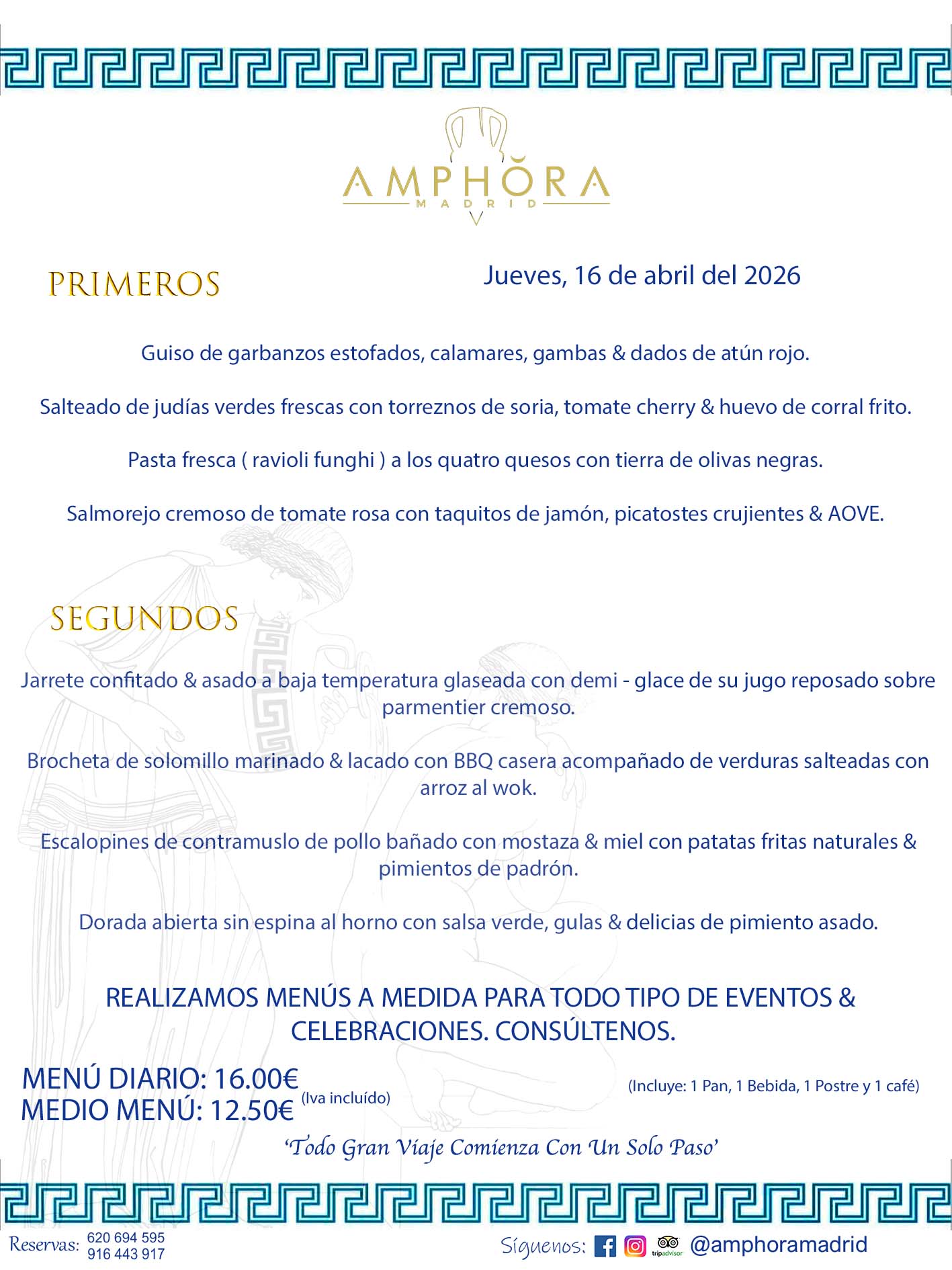 MENÚS DEL DÍA ALCORCÓN MENÚ DEL JUEVES 16 DE ABRIL DE DE 2026 MENÚS DIARIOS MEJORES MENÚS RESTAURANTES ALCORCÓN RESTAURANTE AMPHORA TERRAZA EN ALCORCÓN (DISPONEMOS DE UNA GRAN TERRAZA) Av. Leganés, 54 28923 · Alcorcón · Madrid · España. 91 644 39 17 620 694 595 También realizamos menús especiales a medida personalizados a grupos para todo tipo de eventos, como celebraciones, comidas o cenas de empresas, bautizos, bodas, cumpleaños, cenas o comidas de navidad 2023 2024, etc. Consúltenos o visite nuestras excelentes y amplias instalaciones y les prepararemos el menú más ajustado a sus necesidades y presupuesto. #RestaurantesEventos #RestaurantesMenúsCelebraciones #RestaurantesSalonesBodasBautizosComuniones #MenúsEspecialesparaEventosAlcorcón #MenúsCelebracionesAlcorcón #RestaurantesSalonesMenúsEspecialesGrupos #RestaurantesMenúsCumpleaños #ComidasCenasEmpresasAlcorcón #MenúsparaCenasComidasEventosEmpresasMadrid #MejoresTerrazasMadrid #MejorTerrazaAlcorcónMadrid #PresupuestosMenúsBodasComunionesBautizosAlcorcón #RestaurantesSecretosconEncantoMadrid #RestaurantesMenúsCenasComidasGruposEmpresasNavidadesAlcorcon #SalonesComidasCenasEmpresasAlcorcón #MenúsEventos #MenúsBodas #MenúsComuniones #MenúsCumpleaños #MenúsBautizos #MenúsEventosAlcorcón #MenúsBodasAlcorcón #MenúsComunionesAlcorcón #MenúsCumpleañosAlcorcón #MenúsBautizosAlcorcón #MenúsNavidadAlcorcón #MenúsComidasNavidad #MenúsCenasNavidad #SalonesEventosAlcorcón RESTAURANTES ALCORCÓN CELEBRACIONES EVENTOS CUMPLEAÑOS BODAS COMUNIONES BAUTIZOS, MENÚS ESPECIALES A MEDIDA PARA REUNIONES FAMILIARES EVENTOS CELEBRACIONES BODAS COMUNIONES BAUTIZOS EN ALCORCÓN, RESTAURANTES SALONES GRUPOS COMIDAS CENAS EN ALCORCÓN, RESTAURANTES COMIDAS CENAS EMPRESA ALCORCÓN MADRID, MEJORES TERRAZAS ALCORCÓN, MEJOR TERRAZA ALCORCÓN, RESTAURANTES SECRETOS CON ENCANTO EN MADRID, RESTAURANTES MENUS GRUPOS ESPECIALES COMIDAS CENAS EMPRESAS NAVIDADES ALCORCÓN, CONSÚLTE NUESTROS MENÚS A MEDIDA PARA EVENTOS - REALIZAMOS MENÚS A MEDIDA PARA BODAS, COMUNIONES, BAUTIZOS, CUMPLEAÑOS, CENAS COMIDAS DE EMPRESAS, ETC - NUESTRO RESTAURANTE DIPONE DE UNA EXTRAORDINARIA TERRAZA PARA TODO TIPO DE EVENTOS - NUESTROS SALONES INTERIORES SE ADAPTAN A TODO DE EVENTOS, YA SEAN PARTICULARES COMO DE EMPRESAS - RESTAURANTE PREPARADO PARA TODO TIPO DE EVENTOS DE CLIENTES DE LA ZONA SUR SUROESTE DE MADRID COMO ALCORCÓN MÓSTOLES FUENLABRADA VILLAVICIOSA DE ODÓN POZUELO DE ALARCÓN GETAFE LAS ROZAS MAJADAHONDA - UNO DE LOS MEJORES RESTAURANTES DE MADRID PARA COMER O CENAR A LA CARTA O CON NUESTROS MENÚS - CELEBRE CON NOSOTROS SUS REUNIONES FAMILIARES CUMPLEAÑOS BAUTIZOS COMUNIONES BODAS PRESENTACIONES ETC. PUES SERÁN UN ÉXITO - MEJORES RESTAURANTES SALONES CELEBRACIONES EN ALCORCÓN -RESTAURANTES MENUS GRUPOS COMIDAS CENAS REUNIONES EMPRESAS NAVIDADES 2024 ALCORCÓN ZONA SUR MADRID.MENÚS DEL DÍA ALCORCÓN DIARIOS MEJORES MENÚS RESTAURANTES ALCORCÓN RESTAURANTE AMPHORA TERRAZA EN ALCORCÓN (DISPONEMOS DE UNA GRAN TERRAZA)