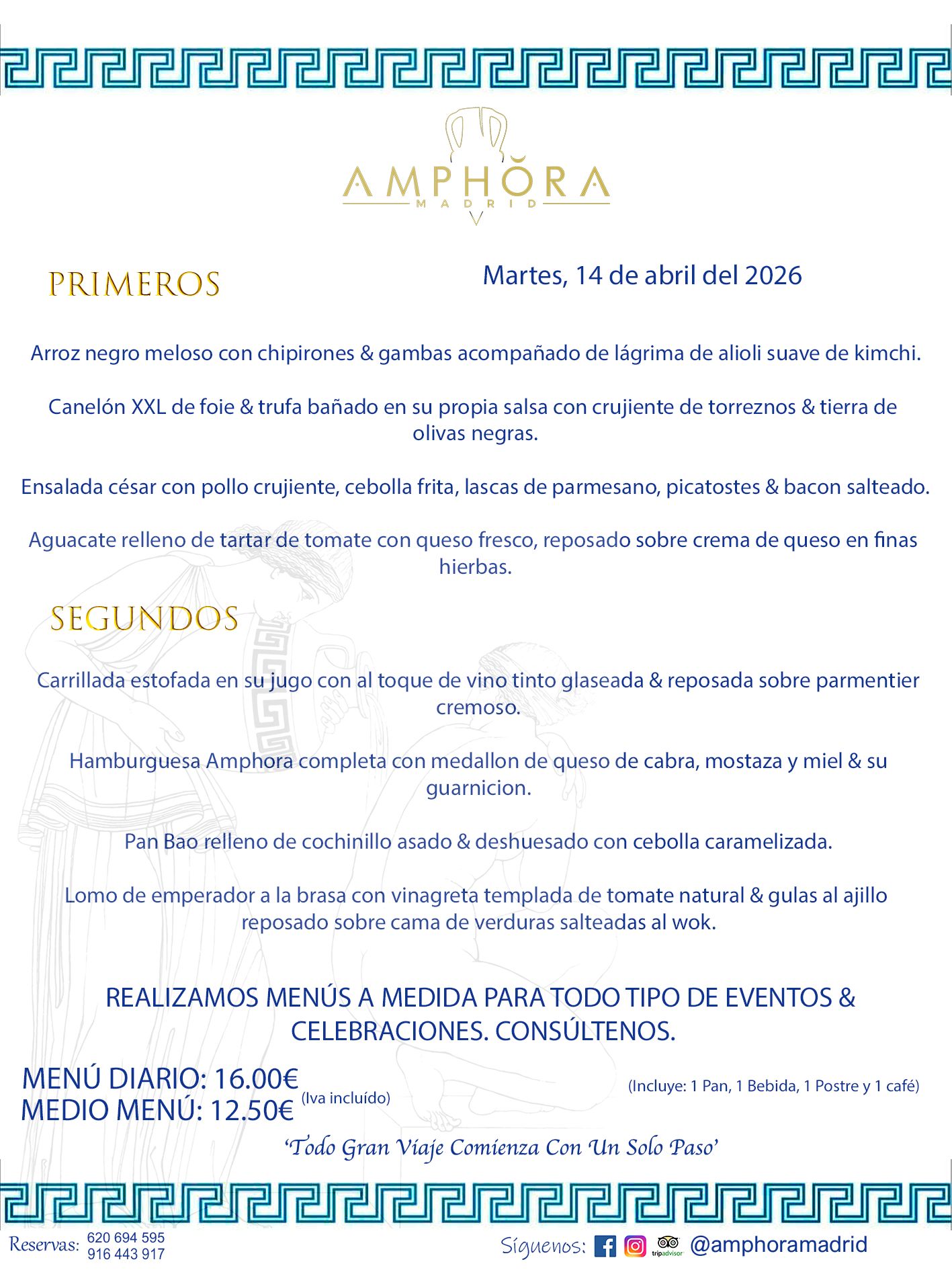 MENÚS DEL DÍA ALCORCÓN MENÚ DEL MARTES 14 DE ABRIL DE DE 2026 MENÚS DIARIOS MEJORES MENÚS RESTAURANTES ALCORCÓN RESTAURANTE AMPHORA TERRAZA EN ALCORCÓN (DISPONEMOS DE UNA GRAN TERRAZA) Av. Leganés, 54 28923 · Alcorcón · Madrid · España. 91 644 39 17 620 694 595 También realizamos menús especiales a medida personalizados a grupos para todo tipo de eventos, como celebraciones, comidas o cenas de empresas, bautizos, bodas, cumpleaños, cenas o comidas de navidad 2023 2024, etc. Consúltenos o visite nuestras excelentes y amplias instalaciones y les prepararemos el menú más ajustado a sus necesidades y presupuesto. #RestaurantesEventos #RestaurantesMenúsCelebraciones #RestaurantesSalonesBodasBautizosComuniones #MenúsEspecialesparaEventosAlcorcón #MenúsCelebracionesAlcorcón #RestaurantesSalonesMenúsEspecialesGrupos #RestaurantesMenúsCumpleaños #ComidasCenasEmpresasAlcorcón #MenúsparaCenasComidasEventosEmpresasMadrid #MejoresTerrazasMadrid #MejorTerrazaAlcorcónMadrid #PresupuestosMenúsBodasComunionesBautizosAlcorcón #RestaurantesSecretosconEncantoMadrid #RestaurantesMenúsCenasComidasGruposEmpresasNavidadesAlcorcon #SalonesComidasCenasEmpresasAlcorcón #MenúsEventos #MenúsBodas #MenúsComuniones #MenúsCumpleaños #MenúsBautizos #MenúsEventosAlcorcón #MenúsBodasAlcorcón #MenúsComunionesAlcorcón #MenúsCumpleañosAlcorcón #MenúsBautizosAlcorcón #MenúsNavidadAlcorcón #MenúsComidasNavidad #MenúsCenasNavidad #SalonesEventosAlcorcón RESTAURANTES ALCORCÓN CELEBRACIONES EVENTOS CUMPLEAÑOS BODAS COMUNIONES BAUTIZOS, MENÚS ESPECIALES A MEDIDA PARA REUNIONES FAMILIARES EVENTOS CELEBRACIONES BODAS COMUNIONES BAUTIZOS EN ALCORCÓN, RESTAURANTES SALONES GRUPOS COMIDAS CENAS EN ALCORCÓN, RESTAURANTES COMIDAS CENAS EMPRESA ALCORCÓN MADRID, MEJORES TERRAZAS ALCORCÓN, MEJOR TERRAZA ALCORCÓN, RESTAURANTES SECRETOS CON ENCANTO EN MADRID, RESTAURANTES MENUS GRUPOS ESPECIALES COMIDAS CENAS EMPRESAS NAVIDADES ALCORCÓN, CONSÚLTE NUESTROS MENÚS A MEDIDA PARA EVENTOS - REALIZAMOS MENÚS A MEDIDA PARA BODAS, COMUNIONES, BAUTIZOS, CUMPLEAÑOS, CENAS COMIDAS DE EMPRESAS, ETC - NUESTRO RESTAURANTE DIPONE DE UNA EXTRAORDINARIA TERRAZA PARA TODO TIPO DE EVENTOS - NUESTROS SALONES INTERIORES SE ADAPTAN A TODO DE EVENTOS, YA SEAN PARTICULARES COMO DE EMPRESAS - RESTAURANTE PREPARADO PARA TODO TIPO DE EVENTOS DE CLIENTES DE LA ZONA SUR SUROESTE DE MADRID COMO ALCORCÓN MÓSTOLES FUENLABRADA VILLAVICIOSA DE ODÓN POZUELO DE ALARCÓN GETAFE LAS ROZAS MAJADAHONDA - UNO DE LOS MEJORES RESTAURANTES DE MADRID PARA COMER O CENAR A LA CARTA O CON NUESTROS MENÚS - CELEBRE CON NOSOTROS SUS REUNIONES FAMILIARES CUMPLEAÑOS BAUTIZOS COMUNIONES BODAS PRESENTACIONES ETC. PUES SERÁN UN ÉXITO - MEJORES RESTAURANTES SALONES CELEBRACIONES EN ALCORCÓN -RESTAURANTES MENUS GRUPOS COMIDAS CENAS REUNIONES EMPRESAS NAVIDADES 2024 ALCORCÓN ZONA SUR MADRID.MENÚS DEL DÍA ALCORCÓN DIARIOS MEJORES MENÚS RESTAURANTES ALCORCÓN RESTAURANTE AMPHORA TERRAZA EN ALCORCÓN (DISPONEMOS DE UNA GRAN TERRAZA)