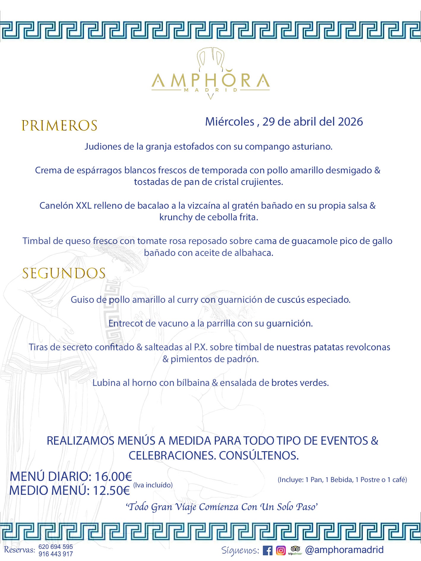 MENÚS DEL DÍA ALCORCÓN MENÚ DEL MIÉRCOLES 29 DE ABRIL DE DE 2026 MENÚS DIARIOS MEJORES MENÚS RESTAURANTES ALCORCÓN RESTAURANTE AMPHORA TERRAZA EN ALCORCÓN (DISPONEMOS DE UNA GRAN TERRAZA) Av. Leganés, 54 28923 · Alcorcón · Madrid · España. 91 644 39 17 620 694 595 También realizamos menús especiales a medida personalizados a grupos para todo tipo de eventos, como celebraciones, comidas o cenas de empresas, bautizos, bodas, cumpleaños, cenas o comidas de navidad 2023 2024, etc. Consúltenos o visite nuestras excelentes y amplias instalaciones y les prepararemos el menú más ajustado a sus necesidades y presupuesto. #RestaurantesEventos #RestaurantesMenúsCelebraciones #RestaurantesSalonesBodasBautizosComuniones #MenúsEspecialesparaEventosAlcorcón #MenúsCelebracionesAlcorcón #RestaurantesSalonesMenúsEspecialesGrupos #RestaurantesMenúsCumpleaños #ComidasCenasEmpresasAlcorcón #MenúsparaCenasComidasEventosEmpresasMadrid #MejoresTerrazasMadrid #MejorTerrazaAlcorcónMadrid #PresupuestosMenúsBodasComunionesBautizosAlcorcón #RestaurantesSecretosconEncantoMadrid #RestaurantesMenúsCenasComidasGruposEmpresasNavidadesAlcorcon #SalonesComidasCenasEmpresasAlcorcón #MenúsEventos #MenúsBodas #MenúsComuniones #MenúsCumpleaños #MenúsBautizos #MenúsEventosAlcorcón #MenúsBodasAlcorcón #MenúsComunionesAlcorcón #MenúsCumpleañosAlcorcón #MenúsBautizosAlcorcón #MenúsNavidadAlcorcón #MenúsComidasNavidad #MenúsCenasNavidad #SalonesEventosAlcorcón RESTAURANTES ALCORCÓN CELEBRACIONES EVENTOS CUMPLEAÑOS BODAS COMUNIONES BAUTIZOS, MENÚS ESPECIALES A MEDIDA PARA REUNIONES FAMILIARES EVENTOS CELEBRACIONES BODAS COMUNIONES BAUTIZOS EN ALCORCÓN, RESTAURANTES SALONES GRUPOS COMIDAS CENAS EN ALCORCÓN, RESTAURANTES COMIDAS CENAS EMPRESA ALCORCÓN MADRID, MEJORES TERRAZAS ALCORCÓN, MEJOR TERRAZA ALCORCÓN, RESTAURANTES SECRETOS CON ENCANTO EN MADRID, RESTAURANTES MENUS GRUPOS ESPECIALES COMIDAS CENAS EMPRESAS NAVIDADES ALCORCÓN, CONSÚLTE NUESTROS MENÚS A MEDIDA PARA EVENTOS - REALIZAMOS MENÚS A MEDIDA PARA BODAS, COMUNIONES, BAUTIZOS, CUMPLEAÑOS, CENAS COMIDAS DE EMPRESAS, ETC - NUESTRO RESTAURANTE DIPONE DE UNA EXTRAORDINARIA TERRAZA PARA TODO TIPO DE EVENTOS - NUESTROS SALONES INTERIORES SE ADAPTAN A TODO DE EVENTOS, YA SEAN PARTICULARES COMO DE EMPRESAS - RESTAURANTE PREPARADO PARA TODO TIPO DE EVENTOS DE CLIENTES DE LA ZONA SUR SUROESTE DE MADRID COMO ALCORCÓN MÓSTOLES FUENLABRADA VILLAVICIOSA DE ODÓN POZUELO DE ALARCÓN GETAFE LAS ROZAS MAJADAHONDA - UNO DE LOS MEJORES RESTAURANTES DE MADRID PARA COMER O CENAR A LA CARTA O CON NUESTROS MENÚS - CELEBRE CON NOSOTROS SUS REUNIONES FAMILIARES CUMPLEAÑOS BAUTIZOS COMUNIONES BODAS PRESENTACIONES ETC. PUES SERÁN UN ÉXITO - MEJORES RESTAURANTES SALONES CELEBRACIONES EN ALCORCÓN -RESTAURANTES MENUS GRUPOS COMIDAS CENAS REUNIONES EMPRESAS NAVIDADES 2024 ALCORCÓN ZONA SUR MADRID.MENÚS DEL DÍA ALCORCÓN DIARIOS MEJORES MENÚS RESTAURANTES ALCORCÓN RESTAURANTE AMPHORA TERRAZA EN ALCORCÓN (DISPONEMOS DE UNA GRAN TERRAZA)