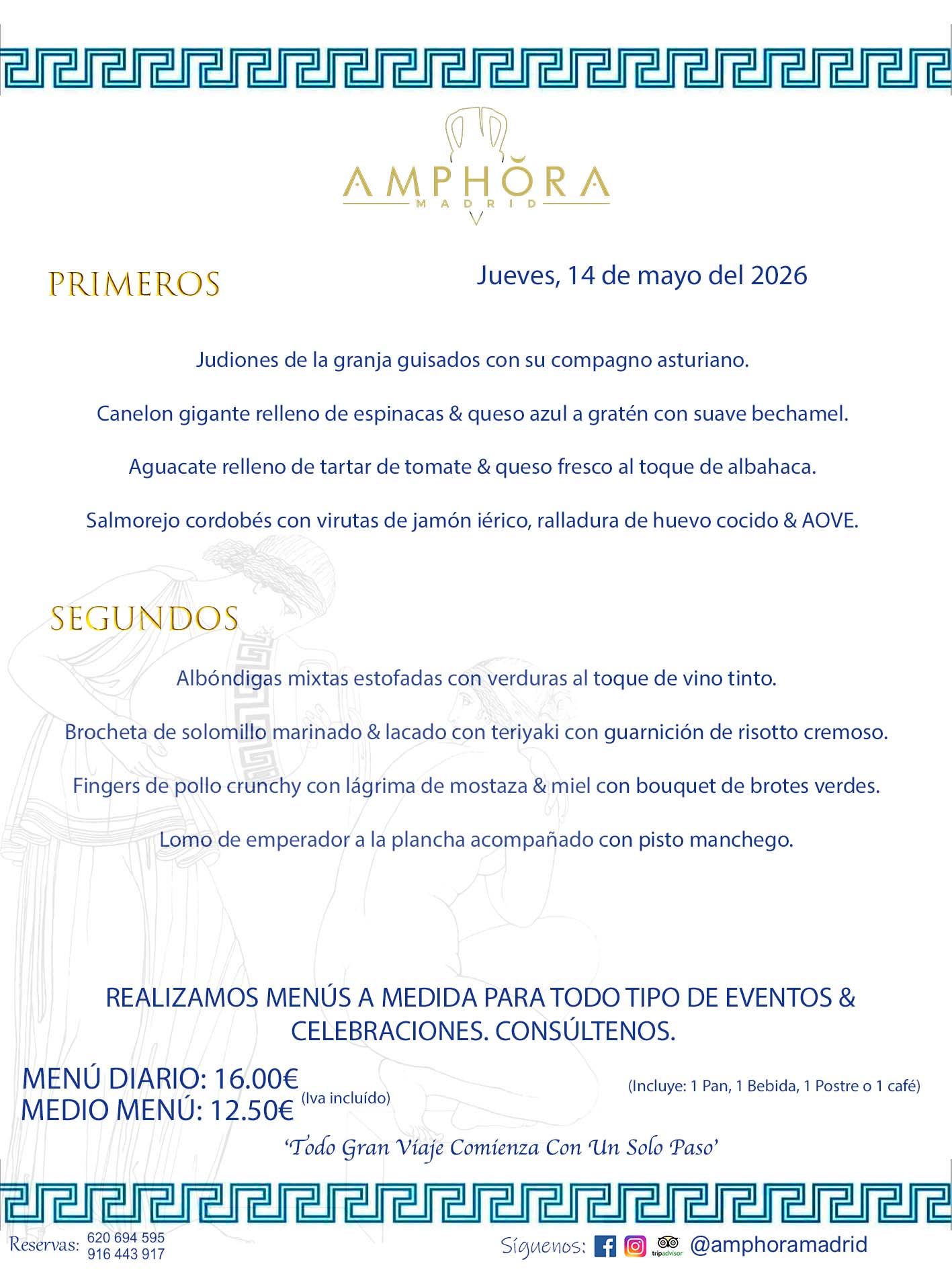 MENÚS DEL DÍA ALCORCÓN MENÚ DEL VIERNES 14 DE MAYO DE DE 2026 MENÚS DIARIOS MEJORES MENÚS RESTAURANTES ALCORCÓN RESTAURANTE AMPHORA TERRAZA EN ALCORCÓN (DISPONEMOS DE UNA GRAN TERRAZA) Av. Leganés, 54 28923 · Alcorcón · Madrid · España. 91 644 39 17 620 694 595 También realizamos menús especiales a medida personalizados a grupos para todo tipo de eventos, como celebraciones, comidas o cenas de empresas, bautizos, bodas, cumpleaños, cenas o comidas de navidad 2023 2024, etc. Consúltenos o visite nuestras excelentes y amplias instalaciones y les prepararemos el menú más ajustado a sus necesidades y presupuesto. #RestaurantesEventos #RestaurantesMenúsCelebraciones #RestaurantesSalonesBodasBautizosComuniones #MenúsEspecialesparaEventosAlcorcón #MenúsCelebracionesAlcorcón #RestaurantesSalonesMenúsEspecialesGrupos #RestaurantesMenúsCumpleaños #ComidasCenasEmpresasAlcorcón #MenúsparaCenasComidasEventosEmpresasMadrid #MejoresTerrazasMadrid #MejorTerrazaAlcorcónMadrid #PresupuestosMenúsBodasComunionesBautizosAlcorcón #RestaurantesSecretosconEncantoMadrid #RestaurantesMenúsCenasComidasGruposEmpresasNavidadesAlcorcon #SalonesComidasCenasEmpresasAlcorcón #MenúsEventos #MenúsBodas #MenúsComuniones #MenúsCumpleaños #MenúsBautizos #MenúsEventosAlcorcón #MenúsBodasAlcorcón #MenúsComunionesAlcorcón #MenúsCumpleañosAlcorcón #MenúsBautizosAlcorcón #MenúsNavidadAlcorcón #MenúsComidasNavidad #MenúsCenasNavidad #SalonesEventosAlcorcón RESTAURANTES ALCORCÓN CELEBRACIONES EVENTOS CUMPLEAÑOS BODAS COMUNIONES BAUTIZOS, MENÚS ESPECIALES A MEDIDA PARA REUNIONES FAMILIARES EVENTOS CELEBRACIONES BODAS COMUNIONES BAUTIZOS EN ALCORCÓN, RESTAURANTES SALONES GRUPOS COMIDAS CENAS EN ALCORCÓN, RESTAURANTES COMIDAS CENAS EMPRESA ALCORCÓN MADRID, MEJORES TERRAZAS ALCORCÓN, MEJOR TERRAZA ALCORCÓN, RESTAURANTES SECRETOS CON ENCANTO EN MADRID, RESTAURANTES MENUS GRUPOS ESPECIALES COMIDAS CENAS EMPRESAS NAVIDADES ALCORCÓN, CONSÚLTE NUESTROS MENÚS A MEDIDA PARA EVENTOS - REALIZAMOS MENÚS A MEDIDA PARA BODAS, COMUNIONES, BAUTIZOS, CUMPLEAÑOS, CENAS COMIDAS DE EMPRESAS, ETC - NUESTRO RESTAURANTE DIPONE DE UNA EXTRAORDINARIA TERRAZA PARA TODO TIPO DE EVENTOS - NUESTROS SALONES INTERIORES SE ADAPTAN A TODO DE EVENTOS, YA SEAN PARTICULARES COMO DE EMPRESAS - RESTAURANTE PREPARADO PARA TODO TIPO DE EVENTOS DE CLIENTES DE LA ZONA SUR SUROESTE DE MADRID COMO ALCORCÓN MÓSTOLES FUENLABRADA VILLAVICIOSA DE ODÓN POZUELO DE ALARCÓN GETAFE LAS ROZAS MAJADAHONDA - UNO DE LOS MEJORES RESTAURANTES DE MADRID PARA COMER O CENAR A LA CARTA O CON NUESTROS MENÚS - CELEBRE CON NOSOTROS SUS REUNIONES FAMILIARES CUMPLEAÑOS BAUTIZOS COMUNIONES BODAS PRESENTACIONES ETC. PUES SERÁN UN ÉXITO - MEJORES RESTAURANTES SALONES CELEBRACIONES EN ALCORCÓN -RESTAURANTES MENUS GRUPOS COMIDAS CENAS REUNIONES EMPRESAS NAVIDADES 2024 ALCORCÓN ZONA SUR MADRID.MENÚS DEL DÍA ALCORCÓN DIARIOS MEJORES MENÚS RESTAURANTES ALCORCÓN RESTAURANTE AMPHORA TERRAZA EN ALCORCÓN (DISPONEMOS DE UNA GRAN TERRAZA)