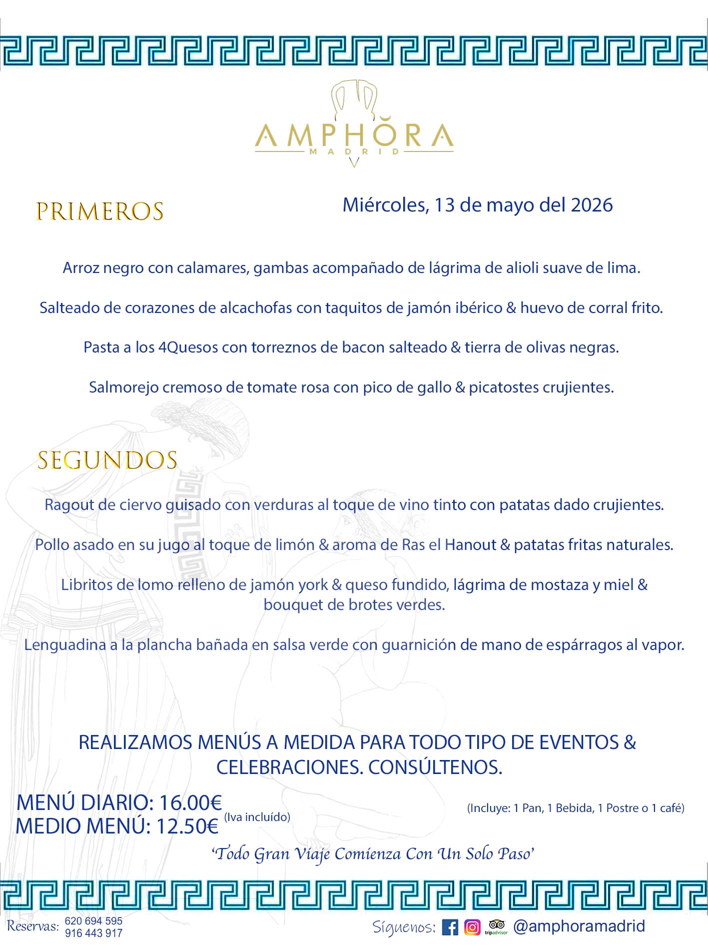 MENÚS DEL DÍA ALCORCÓN MENÚ DEL MIÉRCOLES 13 DE MAYO DE DE 2026 MENÚS DIARIOS MEJORES MENÚS RESTAURANTES ALCORCÓN RESTAURANTE AMPHORA TERRAZA EN ALCORCÓN (DISPONEMOS DE UNA GRAN TERRAZA) Av. Leganés, 54 28923 · Alcorcón · Madrid · España. 91 644 39 17 620 694 595 También realizamos menús especiales a medida personalizados a grupos para todo tipo de eventos, como celebraciones, comidas o cenas de empresas, bautizos, bodas, cumpleaños, cenas o comidas de navidad 2023 2024, etc. Consúltenos o visite nuestras excelentes y amplias instalaciones y les prepararemos el menú más ajustado a sus necesidades y presupuesto. #RestaurantesEventos #RestaurantesMenúsCelebraciones #RestaurantesSalonesBodasBautizosComuniones #MenúsEspecialesparaEventosAlcorcón #MenúsCelebracionesAlcorcón #RestaurantesSalonesMenúsEspecialesGrupos #RestaurantesMenúsCumpleaños #ComidasCenasEmpresasAlcorcón #MenúsparaCenasComidasEventosEmpresasMadrid #MejoresTerrazasMadrid #MejorTerrazaAlcorcónMadrid #PresupuestosMenúsBodasComunionesBautizosAlcorcón #RestaurantesSecretosconEncantoMadrid #RestaurantesMenúsCenasComidasGruposEmpresasNavidadesAlcorcon #SalonesComidasCenasEmpresasAlcorcón #MenúsEventos #MenúsBodas #MenúsComuniones #MenúsCumpleaños #MenúsBautizos #MenúsEventosAlcorcón #MenúsBodasAlcorcón #MenúsComunionesAlcorcón #MenúsCumpleañosAlcorcón #MenúsBautizosAlcorcón #MenúsNavidadAlcorcón #MenúsComidasNavidad #MenúsCenasNavidad #SalonesEventosAlcorcón RESTAURANTES ALCORCÓN CELEBRACIONES EVENTOS CUMPLEAÑOS BODAS COMUNIONES BAUTIZOS, MENÚS ESPECIALES A MEDIDA PARA REUNIONES FAMILIARES EVENTOS CELEBRACIONES BODAS COMUNIONES BAUTIZOS EN ALCORCÓN, RESTAURANTES SALONES GRUPOS COMIDAS CENAS EN ALCORCÓN, RESTAURANTES COMIDAS CENAS EMPRESA ALCORCÓN MADRID, MEJORES TERRAZAS ALCORCÓN, MEJOR TERRAZA ALCORCÓN, RESTAURANTES SECRETOS CON ENCANTO EN MADRID, RESTAURANTES MENUS GRUPOS ESPECIALES COMIDAS CENAS EMPRESAS NAVIDADES ALCORCÓN, CONSÚLTE NUESTROS MENÚS A MEDIDA PARA EVENTOS - REALIZAMOS MENÚS A MEDIDA PARA BODAS, COMUNIONES, BAUTIZOS, CUMPLEAÑOS, CENAS COMIDAS DE EMPRESAS, ETC - NUESTRO RESTAURANTE DIPONE DE UNA EXTRAORDINARIA TERRAZA PARA TODO TIPO DE EVENTOS - NUESTROS SALONES INTERIORES SE ADAPTAN A TODO DE EVENTOS, YA SEAN PARTICULARES COMO DE EMPRESAS - RESTAURANTE PREPARADO PARA TODO TIPO DE EVENTOS DE CLIENTES DE LA ZONA SUR SUROESTE DE MADRID COMO ALCORCÓN MÓSTOLES FUENLABRADA VILLAVICIOSA DE ODÓN POZUELO DE ALARCÓN GETAFE LAS ROZAS MAJADAHONDA - UNO DE LOS MEJORES RESTAURANTES DE MADRID PARA COMER O CENAR A LA CARTA O CON NUESTROS MENÚS - CELEBRE CON NOSOTROS SUS REUNIONES FAMILIARES CUMPLEAÑOS BAUTIZOS COMUNIONES BODAS PRESENTACIONES ETC. PUES SERÁN UN ÉXITO - MEJORES RESTAURANTES SALONES CELEBRACIONES EN ALCORCÓN -RESTAURANTES MENUS GRUPOS COMIDAS CENAS REUNIONES EMPRESAS NAVIDADES 2024 ALCORCÓN ZONA SUR MADRID.MENÚS DEL DÍA ALCORCÓN DIARIOS MEJORES MENÚS RESTAURANTES ALCORCÓN RESTAURANTE AMPHORA TERRAZA EN ALCORCÓN (DISPONEMOS DE UNA GRAN TERRAZA)