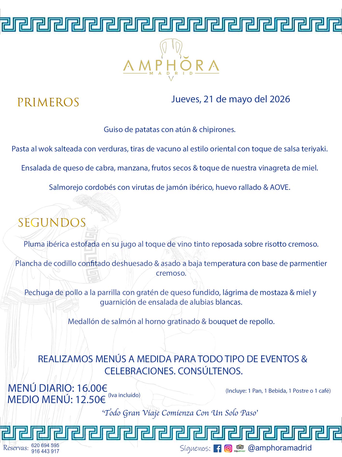 MENÚS DEL DÍA ALCORCÓN MENÚ DEL VIERNES 14 DE MAYO DE DE 2026 MENÚS DIARIOS MEJORES MENÚS RESTAURANTES ALCORCÓN RESTAURANTE AMPHORA TERRAZA EN ALCORCÓN (DISPONEMOS DE UNA GRAN TERRAZA) Av. Leganés, 54 28923 · Alcorcón · Madrid · España. 91 644 39 17 620 694 595 También realizamos menús especiales a medida personalizados a grupos para todo tipo de eventos, como celebraciones, comidas o cenas de empresas, bautizos, bodas, cumpleaños, cenas o comidas de navidad 2023 2024, etc. Consúltenos o visite nuestras excelentes y amplias instalaciones y les prepararemos el menú más ajustado a sus necesidades y presupuesto. #RestaurantesEventos #RestaurantesMenúsCelebraciones #RestaurantesSalonesBodasBautizosComuniones #MenúsEspecialesparaEventosAlcorcón #MenúsCelebracionesAlcorcón #RestaurantesSalonesMenúsEspecialesGrupos #RestaurantesMenúsCumpleaños #ComidasCenasEmpresasAlcorcón #MenúsparaCenasComidasEventosEmpresasMadrid #MejoresTerrazasMadrid #MejorTerrazaAlcorcónMadrid #PresupuestosMenúsBodasComunionesBautizosAlcorcón #RestaurantesSecretosconEncantoMadrid #RestaurantesMenúsCenasComidasGruposEmpresasNavidadesAlcorcon #SalonesComidasCenasEmpresasAlcorcón #MenúsEventos #MenúsBodas #MenúsComuniones #MenúsCumpleaños #MenúsBautizos #MenúsEventosAlcorcón #MenúsBodasAlcorcón #MenúsComunionesAlcorcón #MenúsCumpleañosAlcorcón #MenúsBautizosAlcorcón #MenúsNavidadAlcorcón #MenúsComidasNavidad #MenúsCenasNavidad #SalonesEventosAlcorcón RESTAURANTES ALCORCÓN CELEBRACIONES EVENTOS CUMPLEAÑOS BODAS COMUNIONES BAUTIZOS, MENÚS ESPECIALES A MEDIDA PARA REUNIONES FAMILIARES EVENTOS CELEBRACIONES BODAS COMUNIONES BAUTIZOS EN ALCORCÓN, RESTAURANTES SALONES GRUPOS COMIDAS CENAS EN ALCORCÓN, RESTAURANTES COMIDAS CENAS EMPRESA ALCORCÓN MADRID, MEJORES TERRAZAS ALCORCÓN, MEJOR TERRAZA ALCORCÓN, RESTAURANTES SECRETOS CON ENCANTO EN MADRID, RESTAURANTES MENUS GRUPOS ESPECIALES COMIDAS CENAS EMPRESAS NAVIDADES ALCORCÓN, CONSÚLTE NUESTROS MENÚS A MEDIDA PARA EVENTOS - REALIZAMOS MENÚS A MEDIDA PARA BODAS, COMUNIONES, BAUTIZOS, CUMPLEAÑOS, CENAS COMIDAS DE EMPRESAS, ETC - NUESTRO RESTAURANTE DIPONE DE UNA EXTRAORDINARIA TERRAZA PARA TODO TIPO DE EVENTOS - NUESTROS SALONES INTERIORES SE ADAPTAN A TODO DE EVENTOS, YA SEAN PARTICULARES COMO DE EMPRESAS - RESTAURANTE PREPARADO PARA TODO TIPO DE EVENTOS DE CLIENTES DE LA ZONA SUR SUROESTE DE MADRID COMO ALCORCÓN MÓSTOLES FUENLABRADA VILLAVICIOSA DE ODÓN POZUELO DE ALARCÓN GETAFE LAS ROZAS MAJADAHONDA - UNO DE LOS MEJORES RESTAURANTES DE MADRID PARA COMER O CENAR A LA CARTA O CON NUESTROS MENÚS - CELEBRE CON NOSOTROS SUS REUNIONES FAMILIARES CUMPLEAÑOS BAUTIZOS COMUNIONES BODAS PRESENTACIONES ETC. PUES SERÁN UN ÉXITO - MEJORES RESTAURANTES SALONES CELEBRACIONES EN ALCORCÓN -RESTAURANTES MENUS GRUPOS COMIDAS CENAS REUNIONES EMPRESAS NAVIDADES 2024 ALCORCÓN ZONA SUR MADRID.MENÚS DEL DÍA ALCORCÓN DIARIOS MEJORES MENÚS RESTAURANTES ALCORCÓN RESTAURANTE AMPHORA TERRAZA EN ALCORCÓN (DISPONEMOS DE UNA GRAN TERRAZA)