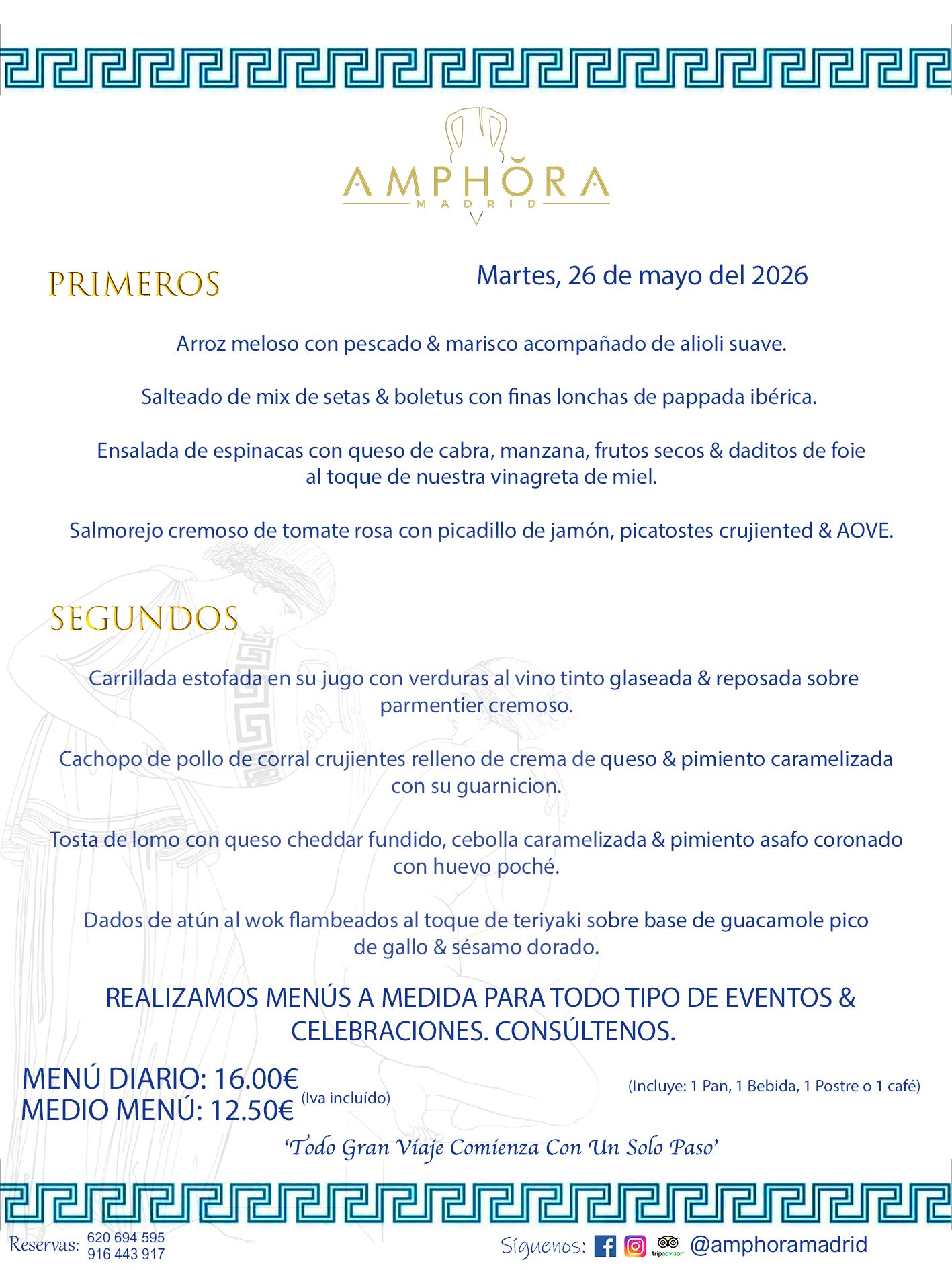 MENÚS DEL DÍA ALCORCÓN MENÚ DEL MARTES 26 DE MAYO DE DE 2026 MENÚS DIARIOS MEJORES MENÚS RESTAURANTES ALCORCÓN RESTAURANTE AMPHORA TERRAZA EN ALCORCÓN (DISPONEMOS DE UNA GRAN TERRAZA) Av. Leganés, 54 28923 · Alcorcón · Madrid · España. 91 644 39 17 620 694 595 También realizamos menús especiales a medida personalizados a grupos para todo tipo de eventos, como celebraciones, comidas o cenas de empresas, bautizos, bodas, cumpleaños, cenas o comidas de navidad 2023 2024, etc. Consúltenos o visite nuestras excelentes y amplias instalaciones y les prepararemos el menú más ajustado a sus necesidades y presupuesto. #RestaurantesEventos #RestaurantesMenúsCelebraciones #RestaurantesSalonesBodasBautizosComuniones #MenúsEspecialesparaEventosAlcorcón #MenúsCelebracionesAlcorcón #RestaurantesSalonesMenúsEspecialesGrupos #RestaurantesMenúsCumpleaños #ComidasCenasEmpresasAlcorcón #MenúsparaCenasComidasEventosEmpresasMadrid #MejoresTerrazasMadrid #MejorTerrazaAlcorcónMadrid #PresupuestosMenúsBodasComunionesBautizosAlcorcón #RestaurantesSecretosconEncantoMadrid #RestaurantesMenúsCenasComidasGruposEmpresasNavidadesAlcorcon #SalonesComidasCenasEmpresasAlcorcón #MenúsEventos #MenúsBodas #MenúsComuniones #MenúsCumpleaños #MenúsBautizos #MenúsEventosAlcorcón #MenúsBodasAlcorcón #MenúsComunionesAlcorcón #MenúsCumpleañosAlcorcón #MenúsBautizosAlcorcón #MenúsNavidadAlcorcón #MenúsComidasNavidad #MenúsCenasNavidad #SalonesEventosAlcorcón RESTAURANTES ALCORCÓN CELEBRACIONES EVENTOS CUMPLEAÑOS BODAS COMUNIONES BAUTIZOS, MENÚS ESPECIALES A MEDIDA PARA REUNIONES FAMILIARES EVENTOS CELEBRACIONES BODAS COMUNIONES BAUTIZOS EN ALCORCÓN, RESTAURANTES SALONES GRUPOS COMIDAS CENAS EN ALCORCÓN, RESTAURANTES COMIDAS CENAS EMPRESA ALCORCÓN MADRID, MEJORES TERRAZAS ALCORCÓN, MEJOR TERRAZA ALCORCÓN, RESTAURANTES SECRETOS CON ENCANTO EN MADRID, RESTAURANTES MENUS GRUPOS ESPECIALES COMIDAS CENAS EMPRESAS NAVIDADES ALCORCÓN, CONSÚLTE NUESTROS MENÚS A MEDIDA PARA EVENTOS - REALIZAMOS MENÚS A MEDIDA PARA BODAS, COMUNIONES, BAUTIZOS, CUMPLEAÑOS, CENAS COMIDAS DE EMPRESAS, ETC - NUESTRO RESTAURANTE DIPONE DE UNA EXTRAORDINARIA TERRAZA PARA TODO TIPO DE EVENTOS - NUESTROS SALONES INTERIORES SE ADAPTAN A TODO DE EVENTOS, YA SEAN PARTICULARES COMO DE EMPRESAS - RESTAURANTE PREPARADO PARA TODO TIPO DE EVENTOS DE CLIENTES DE LA ZONA SUR SUROESTE DE MADRID COMO ALCORCÓN MÓSTOLES FUENLABRADA VILLAVICIOSA DE ODÓN POZUELO DE ALARCÓN GETAFE LAS ROZAS MAJADAHONDA - UNO DE LOS MEJORES RESTAURANTES DE MADRID PARA COMER O CENAR A LA CARTA O CON NUESTROS MENÚS - CELEBRE CON NOSOTROS SUS REUNIONES FAMILIARES CUMPLEAÑOS BAUTIZOS COMUNIONES BODAS PRESENTACIONES ETC. PUES SERÁN UN ÉXITO - MEJORES RESTAURANTES SALONES CELEBRACIONES EN ALCORCÓN -RESTAURANTES MENUS GRUPOS COMIDAS CENAS REUNIONES EMPRESAS NAVIDADES 2024 ALCORCÓN ZONA SUR MADRID.MENÚS DEL DÍA ALCORCÓN DIARIOS MEJORES MENÚS RESTAURANTES ALCORCÓN RESTAURANTE AMPHORA TERRAZA EN ALCORCÓN (DISPONEMOS DE UNA GRAN TERRAZA)