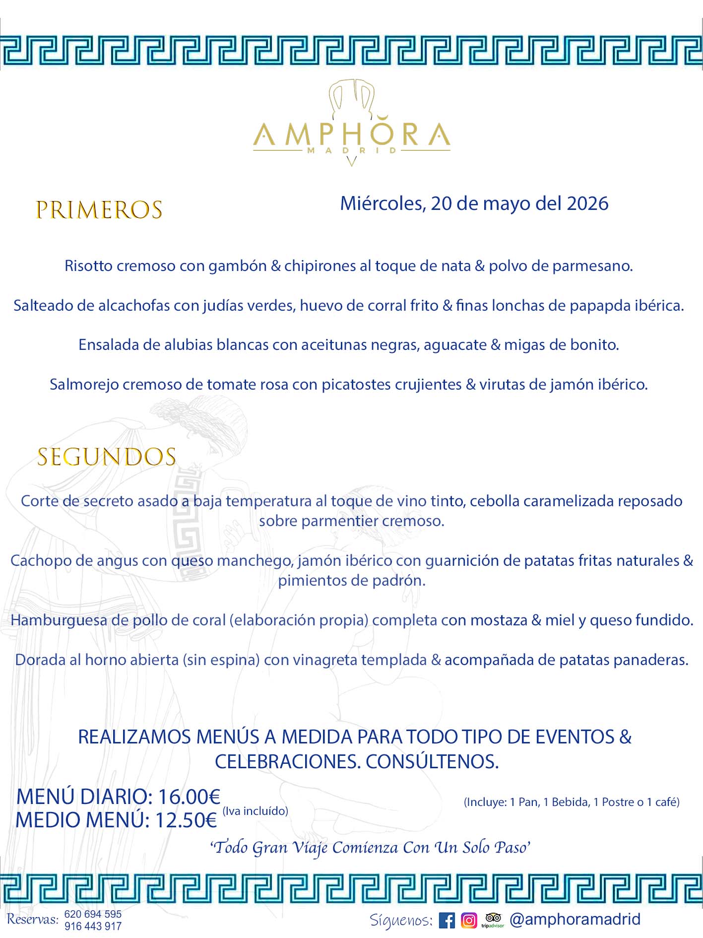 MENÚS DEL DÍA ALCORCÓN MENÚ DEL MIÉRCOLES 20 DE MAYO DE DE 2026 MENÚS DIARIOS MEJORES MENÚS RESTAURANTES ALCORCÓN RESTAURANTE AMPHORA TERRAZA EN ALCORCÓN (DISPONEMOS DE UNA GRAN TERRAZA) Av. Leganés, 54 28923 · Alcorcón · Madrid · España. 91 644 39 17 620 694 595 También realizamos menús especiales a medida personalizados a grupos para todo tipo de eventos, como celebraciones, comidas o cenas de empresas, bautizos, bodas, cumpleaños, cenas o comidas de navidad 2023 2024, etc. Consúltenos o visite nuestras excelentes y amplias instalaciones y les prepararemos el menú más ajustado a sus necesidades y presupuesto. #RestaurantesEventos #RestaurantesMenúsCelebraciones #RestaurantesSalonesBodasBautizosComuniones #MenúsEspecialesparaEventosAlcorcón #MenúsCelebracionesAlcorcón #RestaurantesSalonesMenúsEspecialesGrupos #RestaurantesMenúsCumpleaños #ComidasCenasEmpresasAlcorcón #MenúsparaCenasComidasEventosEmpresasMadrid #MejoresTerrazasMadrid #MejorTerrazaAlcorcónMadrid #PresupuestosMenúsBodasComunionesBautizosAlcorcón #RestaurantesSecretosconEncantoMadrid #RestaurantesMenúsCenasComidasGruposEmpresasNavidadesAlcorcon #SalonesComidasCenasEmpresasAlcorcón #MenúsEventos #MenúsBodas #MenúsComuniones #MenúsCumpleaños #MenúsBautizos #MenúsEventosAlcorcón #MenúsBodasAlcorcón #MenúsComunionesAlcorcón #MenúsCumpleañosAlcorcón #MenúsBautizosAlcorcón #MenúsNavidadAlcorcón #MenúsComidasNavidad #MenúsCenasNavidad #SalonesEventosAlcorcón RESTAURANTES ALCORCÓN CELEBRACIONES EVENTOS CUMPLEAÑOS BODAS COMUNIONES BAUTIZOS, MENÚS ESPECIALES A MEDIDA PARA REUNIONES FAMILIARES EVENTOS CELEBRACIONES BODAS COMUNIONES BAUTIZOS EN ALCORCÓN, RESTAURANTES SALONES GRUPOS COMIDAS CENAS EN ALCORCÓN, RESTAURANTES COMIDAS CENAS EMPRESA ALCORCÓN MADRID, MEJORES TERRAZAS ALCORCÓN, MEJOR TERRAZA ALCORCÓN, RESTAURANTES SECRETOS CON ENCANTO EN MADRID, RESTAURANTES MENUS GRUPOS ESPECIALES COMIDAS CENAS EMPRESAS NAVIDADES ALCORCÓN, CONSÚLTE NUESTROS MENÚS A MEDIDA PARA EVENTOS - REALIZAMOS MENÚS A MEDIDA PARA BODAS, COMUNIONES, BAUTIZOS, CUMPLEAÑOS, CENAS COMIDAS DE EMPRESAS, ETC - NUESTRO RESTAURANTE DIPONE DE UNA EXTRAORDINARIA TERRAZA PARA TODO TIPO DE EVENTOS - NUESTROS SALONES INTERIORES SE ADAPTAN A TODO DE EVENTOS, YA SEAN PARTICULARES COMO DE EMPRESAS - RESTAURANTE PREPARADO PARA TODO TIPO DE EVENTOS DE CLIENTES DE LA ZONA SUR SUROESTE DE MADRID COMO ALCORCÓN MÓSTOLES FUENLABRADA VILLAVICIOSA DE ODÓN POZUELO DE ALARCÓN GETAFE LAS ROZAS MAJADAHONDA - UNO DE LOS MEJORES RESTAURANTES DE MADRID PARA COMER O CENAR A LA CARTA O CON NUESTROS MENÚS - CELEBRE CON NOSOTROS SUS REUNIONES FAMILIARES CUMPLEAÑOS BAUTIZOS COMUNIONES BODAS PRESENTACIONES ETC. PUES SERÁN UN ÉXITO - MEJORES RESTAURANTES SALONES CELEBRACIONES EN ALCORCÓN -RESTAURANTES MENUS GRUPOS COMIDAS CENAS REUNIONES EMPRESAS NAVIDADES 2024 ALCORCÓN ZONA SUR MADRID.MENÚS DEL DÍA ALCORCÓN DIARIOS MEJORES MENÚS RESTAURANTES ALCORCÓN RESTAURANTE AMPHORA TERRAZA EN ALCORCÓN (DISPONEMOS DE UNA GRAN TERRAZA)