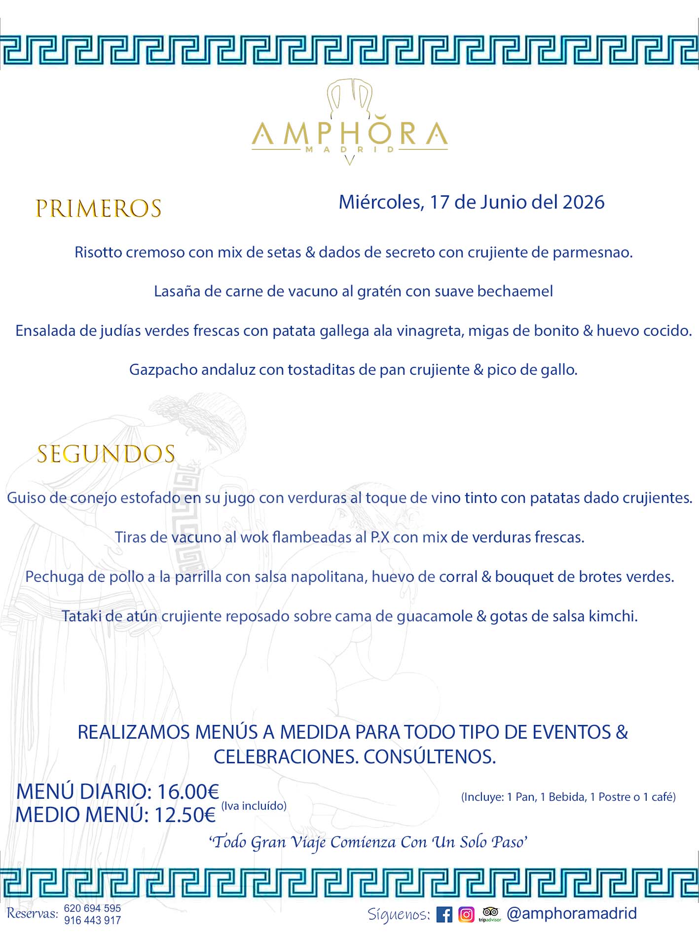 MENÚS DEL DÍA ALCORCÓN MENÚ DEL MIÉRCOLES 17 DE JUNIO DE DE 2026 MENÚS DIARIOS MEJORES MENÚS RESTAURANTES ALCORCÓN RESTAURANTE AMPHORA TERRAZA EN ALCORCÓN (DISPONEMOS DE UNA GRAN TERRAZA) Av. Leganés, 54 28923 · Alcorcón · Madrid · España. 91 644 39 17 620 694 595 También realizamos menús especiales a medida personalizados a grupos para todo tipo de eventos, como celebraciones, comidas o cenas de empresas, bautizos, bodas, cumpleaños, cenas o comidas de navidad 2023 2024, etc. Consúltenos o visite nuestras excelentes y amplias instalaciones y les prepararemos el menú más ajustado a sus necesidades y presupuesto. #RestaurantesEventos #RestaurantesMenúsCelebraciones #RestaurantesSalonesBodasBautizosComuniones #MenúsEspecialesparaEventosAlcorcón #MenúsCelebracionesAlcorcón #RestaurantesSalonesMenúsEspecialesGrupos #RestaurantesMenúsCumpleaños #ComidasCenasEmpresasAlcorcón #MenúsparaCenasComidasEventosEmpresasMadrid #MejoresTerrazasMadrid #MejorTerrazaAlcorcónMadrid #PresupuestosMenúsBodasComunionesBautizosAlcorcón #RestaurantesSecretosconEncantoMadrid #RestaurantesMenúsCenasComidasGruposEmpresasNavidadesAlcorcon #SalonesComidasCenasEmpresasAlcorcón #MenúsEventos #MenúsBodas #MenúsComuniones #MenúsCumpleaños #MenúsBautizos #MenúsEventosAlcorcón #MenúsBodasAlcorcón #MenúsComunionesAlcorcón #MenúsCumpleañosAlcorcón #MenúsBautizosAlcorcón #MenúsNavidadAlcorcón #MenúsComidasNavidad #MenúsCenasNavidad #SalonesEventosAlcorcón RESTAURANTES ALCORCÓN CELEBRACIONES EVENTOS CUMPLEAÑOS BODAS COMUNIONES BAUTIZOS, MENÚS ESPECIALES A MEDIDA PARA REUNIONES FAMILIARES EVENTOS CELEBRACIONES BODAS COMUNIONES BAUTIZOS EN ALCORCÓN, RESTAURANTES SALONES GRUPOS COMIDAS CENAS EN ALCORCÓN, RESTAURANTES COMIDAS CENAS EMPRESA ALCORCÓN MADRID, MEJORES TERRAZAS ALCORCÓN, MEJOR TERRAZA ALCORCÓN, RESTAURANTES SECRETOS CON ENCANTO EN MADRID, RESTAURANTES MENUS GRUPOS ESPECIALES COMIDAS CENAS EMPRESAS NAVIDADES ALCORCÓN, CONSÚLTE NUESTROS MENÚS A MEDIDA PARA EVENTOS - REALIZAMOS MENÚS A MEDIDA PARA BODAS, COMUNIONES, BAUTIZOS, CUMPLEAÑOS, CENAS COMIDAS DE EMPRESAS, ETC - NUESTRO RESTAURANTE DIPONE DE UNA EXTRAORDINARIA TERRAZA PARA TODO TIPO DE EVENTOS - NUESTROS SALONES INTERIORES SE ADAPTAN A TODO DE EVENTOS, YA SEAN PARTICULARES COMO DE EMPRESAS - RESTAURANTE PREPARADO PARA TODO TIPO DE EVENTOS DE CLIENTES DE LA ZONA SUR SUROESTE DE MADRID COMO ALCORCÓN MÓSTOLES FUENLABRADA VILLAVICIOSA DE ODÓN POZUELO DE ALARCÓN GETAFE LAS ROZAS MAJADAHONDA - UNO DE LOS MEJORES RESTAURANTES DE MADRID PARA COMER O CENAR A LA CARTA O CON NUESTROS MENÚS - CELEBRE CON NOSOTROS SUS REUNIONES FAMILIARES CUMPLEAÑOS BAUTIZOS COMUNIONES BODAS PRESENTACIONES ETC. PUES SERÁN UN ÉXITO - MEJORES RESTAURANTES SALONES CELEBRACIONES EN ALCORCÓN -RESTAURANTES MENUS GRUPOS COMIDAS CENAS REUNIONES EMPRESAS NAVIDADES 2024 ALCORCÓN ZONA SUR MADRID.MENÚS DEL DÍA ALCORCÓN DIARIOS MEJORES MENÚS RESTAURANTES ALCORCÓN RESTAURANTE AMPHORA TERRAZA EN ALCORCÓN (DISPONEMOS DE UNA GRAN TERRAZA)