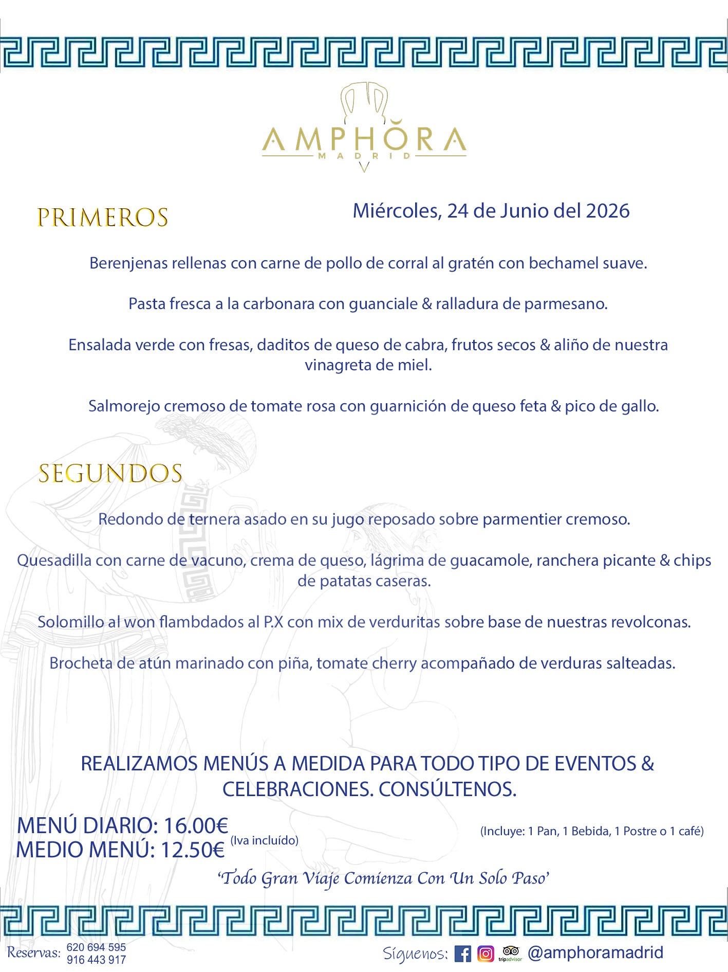 MENÚS DEL DÍA ALCORCÓN MENÚ DEL MIÉRCOLES 24 DE JUNIO DE DE 2026 MENÚS DIARIOS MEJORES MENÚS RESTAURANTES ALCORCÓN RESTAURANTE AMPHORA TERRAZA EN ALCORCÓN (DISPONEMOS DE UNA GRAN TERRAZA) Av. Leganés, 54 28923 · Alcorcón · Madrid · España. 91 644 39 17 620 694 595 También realizamos menús especiales a medida personalizados a grupos para todo tipo de eventos, como celebraciones, comidas o cenas de empresas, bautizos, bodas, cumpleaños, cenas o comidas de navidad 2023 2024, etc. Consúltenos o visite nuestras excelentes y amplias instalaciones y les prepararemos el menú más ajustado a sus necesidades y presupuesto. #RestaurantesEventos #RestaurantesMenúsCelebraciones #RestaurantesSalonesBodasBautizosComuniones #MenúsEspecialesparaEventosAlcorcón #MenúsCelebracionesAlcorcón #RestaurantesSalonesMenúsEspecialesGrupos #RestaurantesMenúsCumpleaños #ComidasCenasEmpresasAlcorcón #MenúsparaCenasComidasEventosEmpresasMadrid #MejoresTerrazasMadrid #MejorTerrazaAlcorcónMadrid #PresupuestosMenúsBodasComunionesBautizosAlcorcón #RestaurantesSecretosconEncantoMadrid #RestaurantesMenúsCenasComidasGruposEmpresasNavidadesAlcorcon #SalonesComidasCenasEmpresasAlcorcón #MenúsEventos #MenúsBodas #MenúsComuniones #MenúsCumpleaños #MenúsBautizos #MenúsEventosAlcorcón #MenúsBodasAlcorcón #MenúsComunionesAlcorcón #MenúsCumpleañosAlcorcón #MenúsBautizosAlcorcón #MenúsNavidadAlcorcón #MenúsComidasNavidad #MenúsCenasNavidad #SalonesEventosAlcorcón RESTAURANTES ALCORCÓN CELEBRACIONES EVENTOS CUMPLEAÑOS BODAS COMUNIONES BAUTIZOS, MENÚS ESPECIALES A MEDIDA PARA REUNIONES FAMILIARES EVENTOS CELEBRACIONES BODAS COMUNIONES BAUTIZOS EN ALCORCÓN, RESTAURANTES SALONES GRUPOS COMIDAS CENAS EN ALCORCÓN, RESTAURANTES COMIDAS CENAS EMPRESA ALCORCÓN MADRID, MEJORES TERRAZAS ALCORCÓN, MEJOR TERRAZA ALCORCÓN, RESTAURANTES SECRETOS CON ENCANTO EN MADRID, RESTAURANTES MENUS GRUPOS ESPECIALES COMIDAS CENAS EMPRESAS NAVIDADES ALCORCÓN, CONSÚLTE NUESTROS MENÚS A MEDIDA PARA EVENTOS - REALIZAMOS MENÚS A MEDIDA PARA BODAS, COMUNIONES, BAUTIZOS, CUMPLEAÑOS, CENAS COMIDAS DE EMPRESAS, ETC - NUESTRO RESTAURANTE DIPONE DE UNA EXTRAORDINARIA TERRAZA PARA TODO TIPO DE EVENTOS - NUESTROS SALONES INTERIORES SE ADAPTAN A TODO DE EVENTOS, YA SEAN PARTICULARES COMO DE EMPRESAS - RESTAURANTE PREPARADO PARA TODO TIPO DE EVENTOS DE CLIENTES DE LA ZONA SUR SUROESTE DE MADRID COMO ALCORCÓN MÓSTOLES FUENLABRADA VILLAVICIOSA DE ODÓN POZUELO DE ALARCÓN GETAFE LAS ROZAS MAJADAHONDA - UNO DE LOS MEJORES RESTAURANTES DE MADRID PARA COMER O CENAR A LA CARTA O CON NUESTROS MENÚS - CELEBRE CON NOSOTROS SUS REUNIONES FAMILIARES CUMPLEAÑOS BAUTIZOS COMUNIONES BODAS PRESENTACIONES ETC. PUES SERÁN UN ÉXITO - MEJORES RESTAURANTES SALONES CELEBRACIONES EN ALCORCÓN -RESTAURANTES MENUS GRUPOS COMIDAS CENAS REUNIONES EMPRESAS NAVIDADES 2024 ALCORCÓN ZONA SUR MADRID.MENÚS DEL DÍA ALCORCÓN DIARIOS MEJORES MENÚS RESTAURANTES ALCORCÓN RESTAURANTE AMPHORA TERRAZA EN ALCORCÓN (DISPONEMOS DE UNA GRAN TERRAZA)