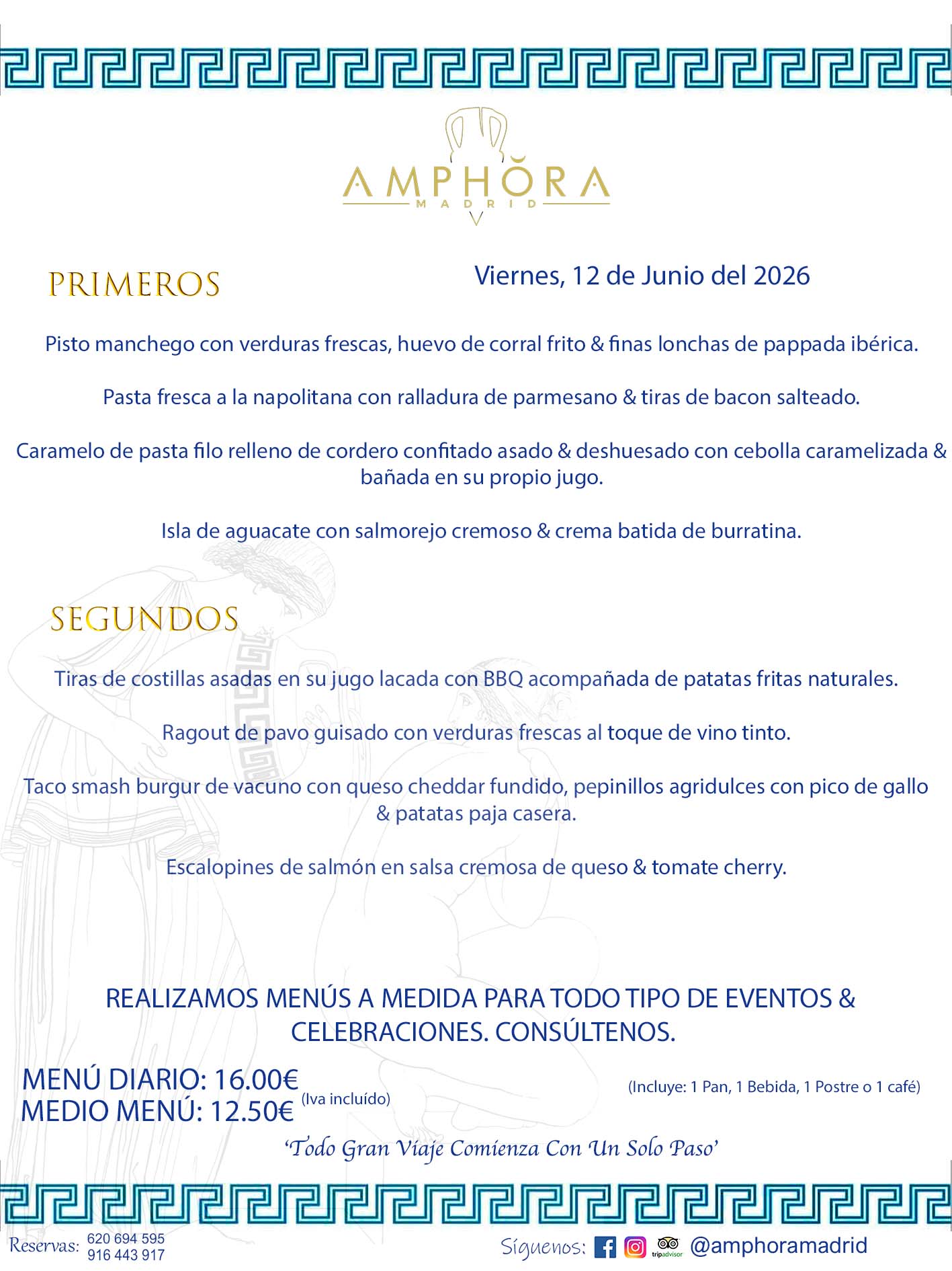 MENÚS DEL DÍA ALCORCÓN MENÚ DEL VIERNES 12 DE JUNIO DE DE 2026 MENÚS DIARIOS MEJORES MENÚS RESTAURANTES ALCORCÓN RESTAURANTE AMPHORA TERRAZA EN ALCORCÓN (DISPONEMOS DE UNA GRAN TERRAZA) Av. Leganés, 54 28923 · Alcorcón · Madrid · España. 91 644 39 17 620 694 595 También realizamos menús especiales a medida personalizados a grupos para todo tipo de eventos, como celebraciones, comidas o cenas de empresas, bautizos, bodas, cumpleaños, cenas o comidas de navidad 2023 2024, etc. Consúltenos o visite nuestras excelentes y amplias instalaciones y les prepararemos el menú más ajustado a sus necesidades y presupuesto. #RestaurantesEventos #RestaurantesMenúsCelebraciones #RestaurantesSalonesBodasBautizosComuniones #MenúsEspecialesparaEventosAlcorcón #MenúsCelebracionesAlcorcón #RestaurantesSalonesMenúsEspecialesGrupos #RestaurantesMenúsCumpleaños #ComidasCenasEmpresasAlcorcón #MenúsparaCenasComidasEventosEmpresasMadrid #MejoresTerrazasMadrid #MejorTerrazaAlcorcónMadrid #PresupuestosMenúsBodasComunionesBautizosAlcorcón #RestaurantesSecretosconEncantoMadrid #RestaurantesMenúsCenasComidasGruposEmpresasNavidadesAlcorcon #SalonesComidasCenasEmpresasAlcorcón #MenúsEventos #MenúsBodas #MenúsComuniones #MenúsCumpleaños #MenúsBautizos #MenúsEventosAlcorcón #MenúsBodasAlcorcón #MenúsComunionesAlcorcón #MenúsCumpleañosAlcorcón #MenúsBautizosAlcorcón #MenúsNavidadAlcorcón #MenúsComidasNavidad #MenúsCenasNavidad #SalonesEventosAlcorcón RESTAURANTES ALCORCÓN CELEBRACIONES EVENTOS CUMPLEAÑOS BODAS COMUNIONES BAUTIZOS, MENÚS ESPECIALES A MEDIDA PARA REUNIONES FAMILIARES EVENTOS CELEBRACIONES BODAS COMUNIONES BAUTIZOS EN ALCORCÓN, RESTAURANTES SALONES GRUPOS COMIDAS CENAS EN ALCORCÓN, RESTAURANTES COMIDAS CENAS EMPRESA ALCORCÓN MADRID, MEJORES TERRAZAS ALCORCÓN, MEJOR TERRAZA ALCORCÓN, RESTAURANTES SECRETOS CON ENCANTO EN MADRID, RESTAURANTES MENUS GRUPOS ESPECIALES COMIDAS CENAS EMPRESAS NAVIDADES ALCORCÓN, CONSÚLTE NUESTROS MENÚS A MEDIDA PARA EVENTOS - REALIZAMOS MENÚS A MEDIDA PARA BODAS, COMUNIONES, BAUTIZOS, CUMPLEAÑOS, CENAS COMIDAS DE EMPRESAS, ETC - NUESTRO RESTAURANTE DIPONE DE UNA EXTRAORDINARIA TERRAZA PARA TODO TIPO DE EVENTOS - NUESTROS SALONES INTERIORES SE ADAPTAN A TODO DE EVENTOS, YA SEAN PARTICULARES COMO DE EMPRESAS - RESTAURANTE PREPARADO PARA TODO TIPO DE EVENTOS DE CLIENTES DE LA ZONA SUR SUROESTE DE MADRID COMO ALCORCÓN MÓSTOLES FUENLABRADA VILLAVICIOSA DE ODÓN POZUELO DE ALARCÓN GETAFE LAS ROZAS MAJADAHONDA - UNO DE LOS MEJORES RESTAURANTES DE MADRID PARA COMER O CENAR A LA CARTA O CON NUESTROS MENÚS - CELEBRE CON NOSOTROS SUS REUNIONES FAMILIARES CUMPLEAÑOS BAUTIZOS COMUNIONES BODAS PRESENTACIONES ETC. PUES SERÁN UN ÉXITO - MEJORES RESTAURANTES SALONES CELEBRACIONES EN ALCORCÓN -RESTAURANTES MENUS GRUPOS COMIDAS CENAS REUNIONES EMPRESAS NAVIDADES 2024 ALCORCÓN ZONA SUR MADRID.MENÚS DEL DÍA ALCORCÓN DIARIOS MEJORES MENÚS RESTAURANTES ALCORCÓN RESTAURANTE AMPHORA TERRAZA EN ALCORCÓN (DISPONEMOS DE UNA GRAN TERRAZA)