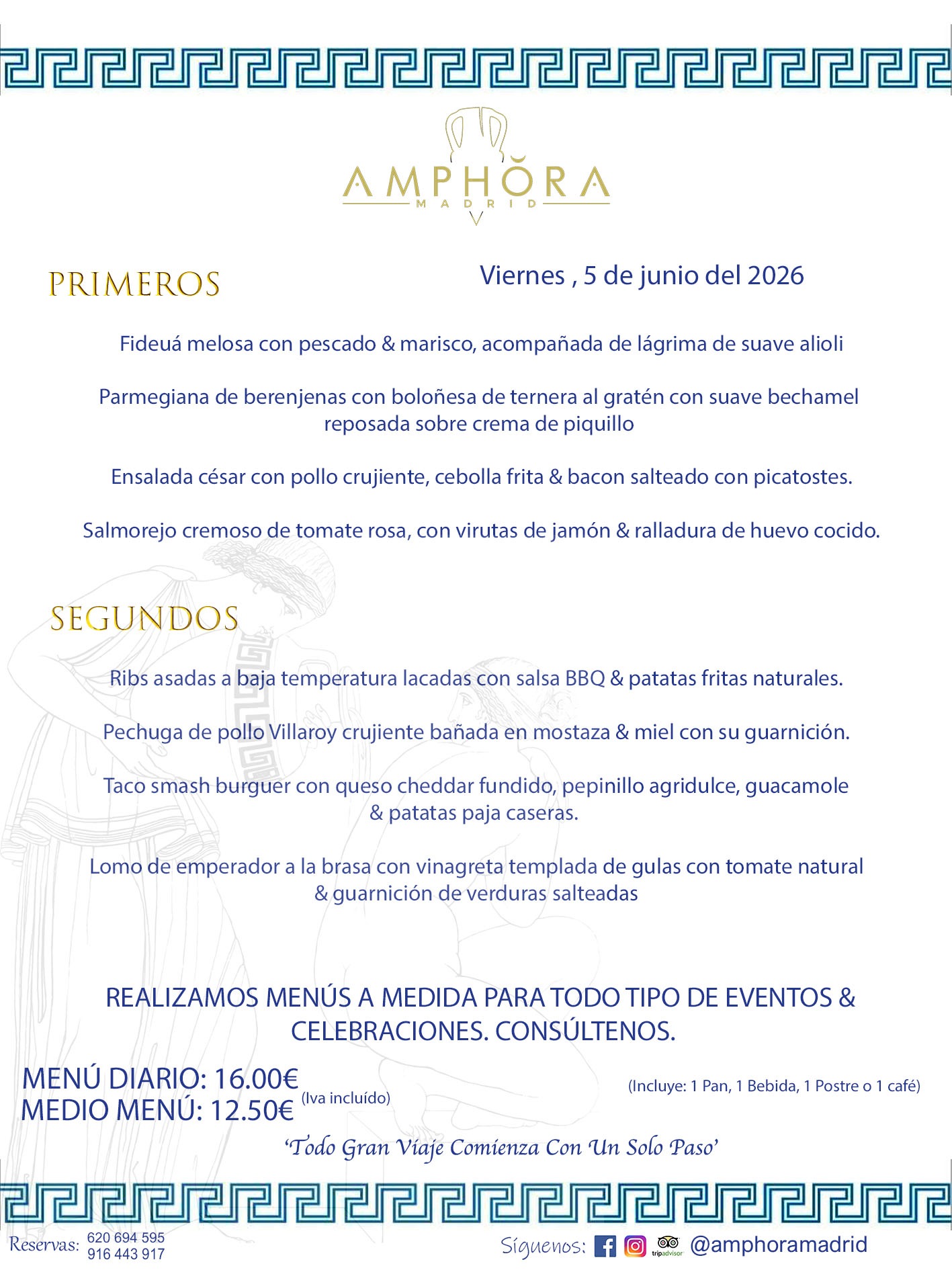 MENÚS DEL DÍA ALCORCÓN MENÚ DEL VIERNES 5 DE JUNIO DE DE 2026 MENÚS DIARIOS MEJORES MENÚS RESTAURANTES ALCORCÓN RESTAURANTE AMPHORA TERRAZA EN ALCORCÓN (DISPONEMOS DE UNA GRAN TERRAZA) Av. Leganés, 54 28923 · Alcorcón · Madrid · España. 91 644 39 17 620 694 595 También realizamos menús especiales a medida personalizados a grupos para todo tipo de eventos, como celebraciones, comidas o cenas de empresas, bautizos, bodas, cumpleaños, cenas o comidas de navidad 2023 2024, etc. Consúltenos o visite nuestras excelentes y amplias instalaciones y les prepararemos el menú más ajustado a sus necesidades y presupuesto. #RestaurantesEventos #RestaurantesMenúsCelebraciones #RestaurantesSalonesBodasBautizosComuniones #MenúsEspecialesparaEventosAlcorcón #MenúsCelebracionesAlcorcón #RestaurantesSalonesMenúsEspecialesGrupos #RestaurantesMenúsCumpleaños #ComidasCenasEmpresasAlcorcón #MenúsparaCenasComidasEventosEmpresasMadrid #MejoresTerrazasMadrid #MejorTerrazaAlcorcónMadrid #PresupuestosMenúsBodasComunionesBautizosAlcorcón #RestaurantesSecretosconEncantoMadrid #RestaurantesMenúsCenasComidasGruposEmpresasNavidadesAlcorcon #SalonesComidasCenasEmpresasAlcorcón #MenúsEventos #MenúsBodas #MenúsComuniones #MenúsCumpleaños #MenúsBautizos #MenúsEventosAlcorcón #MenúsBodasAlcorcón #MenúsComunionesAlcorcón #MenúsCumpleañosAlcorcón #MenúsBautizosAlcorcón #MenúsNavidadAlcorcón #MenúsComidasNavidad #MenúsCenasNavidad #SalonesEventosAlcorcón RESTAURANTES ALCORCÓN CELEBRACIONES EVENTOS CUMPLEAÑOS BODAS COMUNIONES BAUTIZOS, MENÚS ESPECIALES A MEDIDA PARA REUNIONES FAMILIARES EVENTOS CELEBRACIONES BODAS COMUNIONES BAUTIZOS EN ALCORCÓN, RESTAURANTES SALONES GRUPOS COMIDAS CENAS EN ALCORCÓN, RESTAURANTES COMIDAS CENAS EMPRESA ALCORCÓN MADRID, MEJORES TERRAZAS ALCORCÓN, MEJOR TERRAZA ALCORCÓN, RESTAURANTES SECRETOS CON ENCANTO EN MADRID, RESTAURANTES MENUS GRUPOS ESPECIALES COMIDAS CENAS EMPRESAS NAVIDADES ALCORCÓN, CONSÚLTE NUESTROS MENÚS A MEDIDA PARA EVENTOS - REALIZAMOS MENÚS A MEDIDA PARA BODAS, COMUNIONES, BAUTIZOS, CUMPLEAÑOS, CENAS COMIDAS DE EMPRESAS, ETC - NUESTRO RESTAURANTE DIPONE DE UNA EXTRAORDINARIA TERRAZA PARA TODO TIPO DE EVENTOS - NUESTROS SALONES INTERIORES SE ADAPTAN A TODO DE EVENTOS, YA SEAN PARTICULARES COMO DE EMPRESAS - RESTAURANTE PREPARADO PARA TODO TIPO DE EVENTOS DE CLIENTES DE LA ZONA SUR SUROESTE DE MADRID COMO ALCORCÓN MÓSTOLES FUENLABRADA VILLAVICIOSA DE ODÓN POZUELO DE ALARCÓN GETAFE LAS ROZAS MAJADAHONDA - UNO DE LOS MEJORES RESTAURANTES DE MADRID PARA COMER O CENAR A LA CARTA O CON NUESTROS MENÚS - CELEBRE CON NOSOTROS SUS REUNIONES FAMILIARES CUMPLEAÑOS BAUTIZOS COMUNIONES BODAS PRESENTACIONES ETC. PUES SERÁN UN ÉXITO - MEJORES RESTAURANTES SALONES CELEBRACIONES EN ALCORCÓN -RESTAURANTES MENUS GRUPOS COMIDAS CENAS REUNIONES EMPRESAS NAVIDADES 2024 ALCORCÓN ZONA SUR MADRID.MENÚS DEL DÍA ALCORCÓN DIARIOS MEJORES MENÚS RESTAURANTES ALCORCÓN RESTAURANTE AMPHORA TERRAZA EN ALCORCÓN (DISPONEMOS DE UNA GRAN TERRAZA)