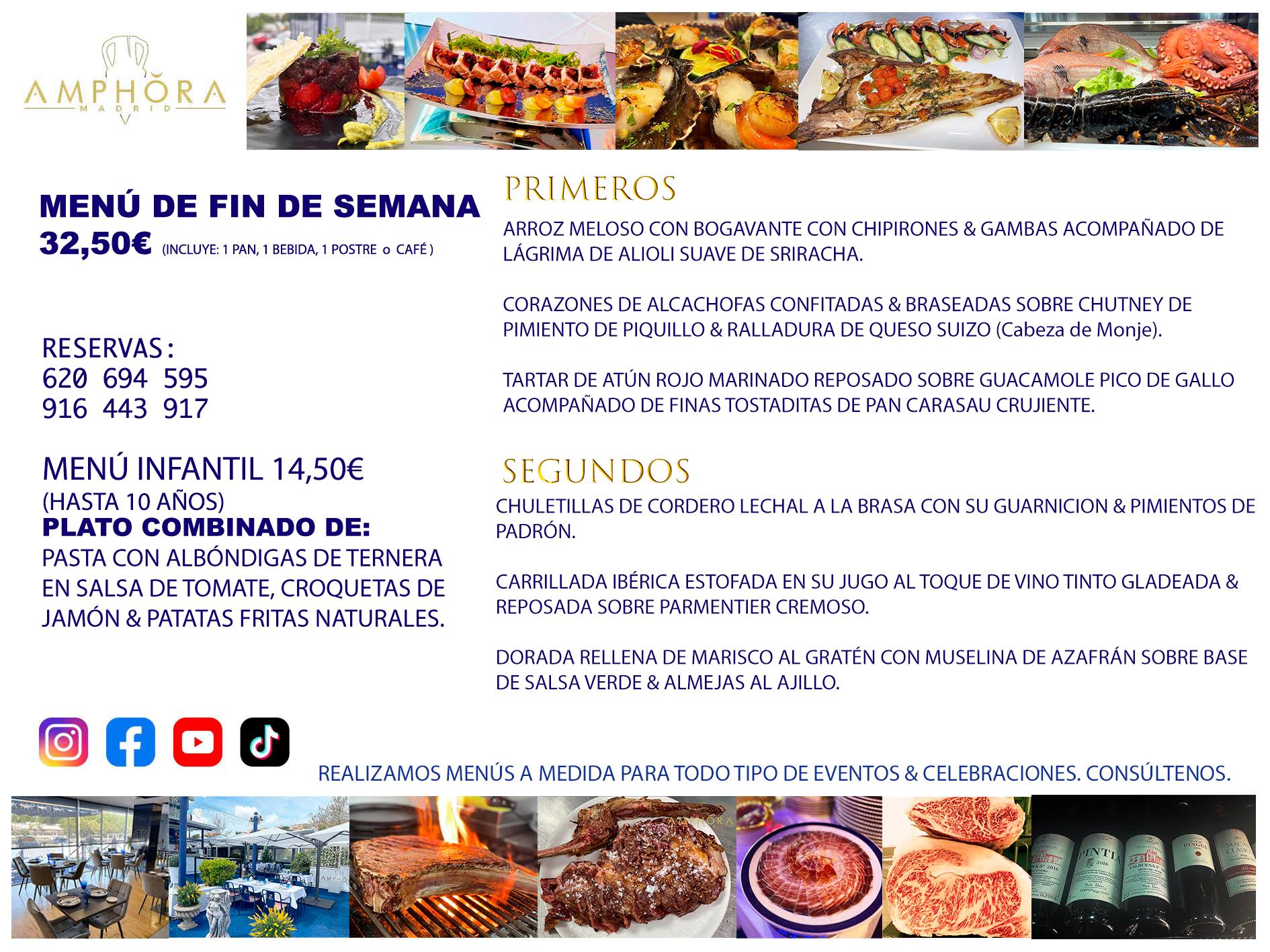 MENÚS FIN DE SEMANA PARA EL SÁBADO 25 Y DOMINGO 26 DE JULIO DE 2026 DÍA DE LA MADRE RESTAURANTE AMPHORA TERRAZA EN ALCORCÓN (DISPONEMOS DE UNA GRAN TERRAZA) Av. Leganés, 54 28923 · Alcorcón · Madrid · España. 91 644 39 17 620 694 595 También realizamos menús especiales a medida personalizados a grupos para todo tipo de eventos, como celebraciones, comidas o cenas de empresas, bautizos, bodas, cumpleaños, cenas o comidas de navidad 2022/2023, etc. Consúltenos o visite nuestras excelentes y amplias instalaciones y les prepararemos el menú más ajustado a sus necesidades y presupuesto. #RestaurantesEventos #RestaurantesMenúsCelebraciones #RestaurantesSalonesBodasBautizosComuniones #MenúsEspecialesparaEventosAlcorcón #MenúsCelebracionesAlcorcón #RestaurantesSalonesMenúsEspecialesGrupos #RestaurantesMenúsCumpleaños #ComidasCenasEmpresasAlcorcón #MenúsparaCenasComidasEventosEmpresasMadrid #MejoresTerrazasMadrid #MejorTerrazaAlcorcónMadrid #PresupuestosMenúsBodasComunionesBautizosAlcorcón #RestaurantesSecretosconEncantoMadrid #RestaurantesMenúsCenasComidasGruposEmpresasNavidadesAlcorcon #SalonesComidasCenasEmpresasAlcorcón #MenúsEventos #MenúsBodas #MenúsComuniones #MenúsCumpleaños #MenúsBautizos #MenúsEventosAlcorcón #MenúsBodasAlcorcón #MenúsComunionesAlcorcón #MenúsCumpleañosAlcorcón #MenúsBautizosAlcorcón #MenúsNavidadAlcorcón #MenúsComidasNavidad #MenúsCenasNavidad #SalonesEventosAlcorcón RESTAURANTES ALCORCÓN CELEBRACIONES EVENTOS CUMPLEAÑOS BODAS COMUNIONES BAUTIZOS, MENÚS ESPECIALES A MEDIDA PARA REUNIONES FAMILIARES EVENTOS CELEBRACIONES BODAS COMUNIONES BAUTIZOS EN ALCORCÓN, RESTAURANTES SALONES GRUPOS COMIDAS CENAS EN ALCORCÓN, RESTAURANTES COMIDAS CENAS EMPRESA ALCORCÓN MADRID, MEJORES TERRAZAS ALCORCÓN, MEJOR TERRAZA ALCORCÓN, RESTAURANTES SECRETOS CON ENCANTO EN MADRID, RESTAURANTES MENUS GRUPOS ESPECIALES COMIDAS CENAS EMPRESAS NAVIDADES ALCORCÓN, CONSÚLTE NUESTROS MENÚS A MEDIDA PARA EVENTOS - REALIZAMOS MENÚS A MEDIDA PARA BODAS, COMUNIONES, BAUTIZOS, CUMPLEAÑOS, CENAS COMIDAS DE EMPRESAS, ETC - NUESTRO RESTAURANTE DIPONE DE UNA EXTRAORDINARIA TERRAZA PARA TODO TIPO DE EVENTOS - NUESTROS SALONES INTERIORES SE ADAPTAN A TODO DE EVENTOS, YA SEAN PARTICULARES COMO DE EMPRESAS - RESTAURANTE PREPARADO PARA TODO TIPO DE EVENTOS DE CLIENTES DE LA ZONA SUR SUROESTE DE MADRID COMO ALCORCÓN MÓSTOLES FUENLABRADA VILLAVICIOSA DE ODÓN POZUELO DE ALARCÓN GETAFE LAS ROZAS MAJADAHONDA - UNO DE LOS MEJORES RESTAURANTES DE MADRID PARA COMER O CENAR A LA CARTA O CON NUESTROS MENÚS - CELEBRE CON NOSOTROS SUS REUNIONES FAMILIARES CUMPLEAÑOS BAUTIZOS COMUNIONES BODAS PRESENTACIONES ETC. PUES SERÁN UN ÉXITO - MEJORES RESTAURANTES SALONES CELEBRACIONES EN ALCORCÓN -RESTAURANTES MENUS GRUPOS COMIDAS CENAS REUNIONES EMPRESAS NAVIDADES 2022 2023 ALCORCÓN ZONA SUR MADRID.