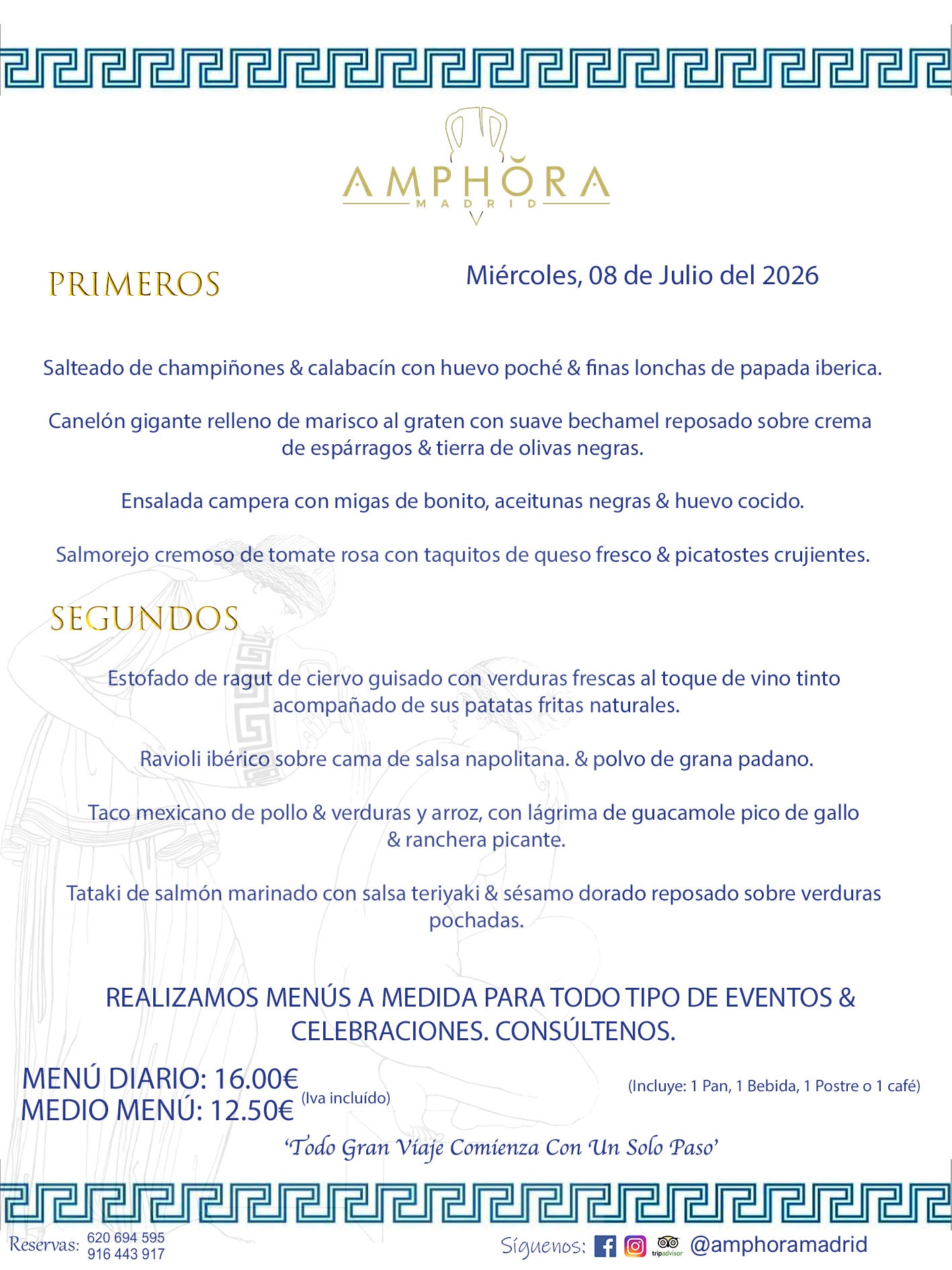 MENÚS DEL DÍA ALCORCÓN MENÚ DEL MIÉRCOLES 8 DE JULIO DE DE 2026 MENÚS DIARIOS MEJORES MENÚS RESTAURANTES ALCORCÓN RESTAURANTE AMPHORA TERRAZA EN ALCORCÓN (DISPONEMOS DE UNA GRAN TERRAZA) Av. Leganés, 54 28923 · Alcorcón · Madrid · España. 91 644 39 17 620 694 595 También realizamos menús especiales a medida personalizados a grupos para todo tipo de eventos, como celebraciones, comidas o cenas de empresas, bautizos, bodas, cumpleaños, cenas o comidas de navidad 2023 2024, etc. Consúltenos o visite nuestras excelentes y amplias instalaciones y les prepararemos el menú más ajustado a sus necesidades y presupuesto. #RestaurantesEventos #RestaurantesMenúsCelebraciones #RestaurantesSalonesBodasBautizosComuniones #MenúsEspecialesparaEventosAlcorcón #MenúsCelebracionesAlcorcón #RestaurantesSalonesMenúsEspecialesGrupos #RestaurantesMenúsCumpleaños #ComidasCenasEmpresasAlcorcón #MenúsparaCenasComidasEventosEmpresasMadrid #MejoresTerrazasMadrid #MejorTerrazaAlcorcónMadrid #PresupuestosMenúsBodasComunionesBautizosAlcorcón #RestaurantesSecretosconEncantoMadrid #RestaurantesMenúsCenasComidasGruposEmpresasNavidadesAlcorcon #SalonesComidasCenasEmpresasAlcorcón #MenúsEventos #MenúsBodas #MenúsComuniones #MenúsCumpleaños #MenúsBautizos #MenúsEventosAlcorcón #MenúsBodasAlcorcón #MenúsComunionesAlcorcón #MenúsCumpleañosAlcorcón #MenúsBautizosAlcorcón #MenúsNavidadAlcorcón #MenúsComidasNavidad #MenúsCenasNavidad #SalonesEventosAlcorcón RESTAURANTES ALCORCÓN CELEBRACIONES EVENTOS CUMPLEAÑOS BODAS COMUNIONES BAUTIZOS, MENÚS ESPECIALES A MEDIDA PARA REUNIONES FAMILIARES EVENTOS CELEBRACIONES BODAS COMUNIONES BAUTIZOS EN ALCORCÓN, RESTAURANTES SALONES GRUPOS COMIDAS CENAS EN ALCORCÓN, RESTAURANTES COMIDAS CENAS EMPRESA ALCORCÓN MADRID, MEJORES TERRAZAS ALCORCÓN, MEJOR TERRAZA ALCORCÓN, RESTAURANTES SECRETOS CON ENCANTO EN MADRID, RESTAURANTES MENUS GRUPOS ESPECIALES COMIDAS CENAS EMPRESAS NAVIDADES ALCORCÓN, CONSÚLTE NUESTROS MENÚS A MEDIDA PARA EVENTOS - REALIZAMOS MENÚS A MEDIDA PARA BODAS, COMUNIONES, BAUTIZOS, CUMPLEAÑOS, CENAS COMIDAS DE EMPRESAS, ETC - NUESTRO RESTAURANTE DIPONE DE UNA EXTRAORDINARIA TERRAZA PARA TODO TIPO DE EVENTOS - NUESTROS SALONES INTERIORES SE ADAPTAN A TODO DE EVENTOS, YA SEAN PARTICULARES COMO DE EMPRESAS - RESTAURANTE PREPARADO PARA TODO TIPO DE EVENTOS DE CLIENTES DE LA ZONA SUR SUROESTE DE MADRID COMO ALCORCÓN MÓSTOLES FUENLABRADA VILLAVICIOSA DE ODÓN POZUELO DE ALARCÓN GETAFE LAS ROZAS MAJADAHONDA - UNO DE LOS MEJORES RESTAURANTES DE MADRID PARA COMER O CENAR A LA CARTA O CON NUESTROS MENÚS - CELEBRE CON NOSOTROS SUS REUNIONES FAMILIARES CUMPLEAÑOS BAUTIZOS COMUNIONES BODAS PRESENTACIONES ETC. PUES SERÁN UN ÉXITO - MEJORES RESTAURANTES SALONES CELEBRACIONES EN ALCORCÓN -RESTAURANTES MENUS GRUPOS COMIDAS CENAS REUNIONES EMPRESAS NAVIDADES 2024 ALCORCÓN ZONA SUR MADRID.MENÚS DEL DÍA ALCORCÓN DIARIOS MEJORES MENÚS RESTAURANTES ALCORCÓN RESTAURANTE AMPHORA TERRAZA EN ALCORCÓN (DISPONEMOS DE UNA GRAN TERRAZA)