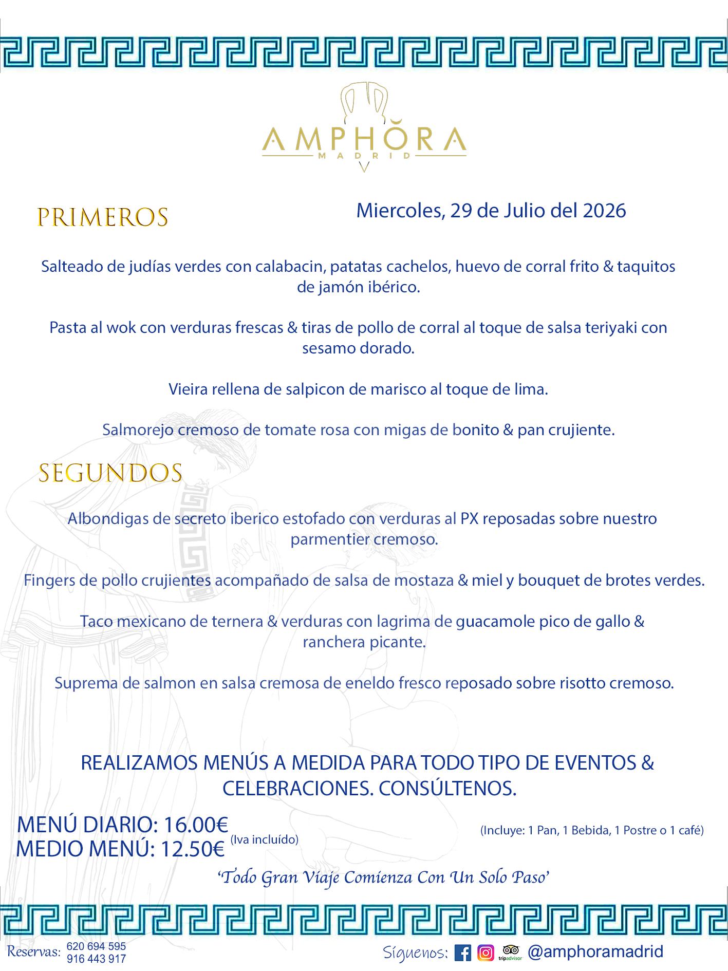 MENÚS DEL DÍA ALCORCÓN MENÚ DEL MIÉRCOLES 29 DE JULIO DE DE 2026 MENÚS DIARIOS MEJORES MENÚS RESTAURANTES ALCORCÓN RESTAURANTE AMPHORA TERRAZA EN ALCORCÓN (DISPONEMOS DE UNA GRAN TERRAZA) Av. Leganés, 54 28923 · Alcorcón · Madrid · España. 91 644 39 17 620 694 595 También realizamos menús especiales a medida personalizados a grupos para todo tipo de eventos, como celebraciones, comidas o cenas de empresas, bautizos, bodas, cumpleaños, cenas o comidas de navidad 2023 2024, etc. Consúltenos o visite nuestras excelentes y amplias instalaciones y les prepararemos el menú más ajustado a sus necesidades y presupuesto. #RestaurantesEventos #RestaurantesMenúsCelebraciones #RestaurantesSalonesBodasBautizosComuniones #MenúsEspecialesparaEventosAlcorcón #MenúsCelebracionesAlcorcón #RestaurantesSalonesMenúsEspecialesGrupos #RestaurantesMenúsCumpleaños #ComidasCenasEmpresasAlcorcón #MenúsparaCenasComidasEventosEmpresasMadrid #MejoresTerrazasMadrid #MejorTerrazaAlcorcónMadrid #PresupuestosMenúsBodasComunionesBautizosAlcorcón #RestaurantesSecretosconEncantoMadrid #RestaurantesMenúsCenasComidasGruposEmpresasNavidadesAlcorcon #SalonesComidasCenasEmpresasAlcorcón #MenúsEventos #MenúsBodas #MenúsComuniones #MenúsCumpleaños #MenúsBautizos #MenúsEventosAlcorcón #MenúsBodasAlcorcón #MenúsComunionesAlcorcón #MenúsCumpleañosAlcorcón #MenúsBautizosAlcorcón #MenúsNavidadAlcorcón #MenúsComidasNavidad #MenúsCenasNavidad #SalonesEventosAlcorcón RESTAURANTES ALCORCÓN CELEBRACIONES EVENTOS CUMPLEAÑOS BODAS COMUNIONES BAUTIZOS, MENÚS ESPECIALES A MEDIDA PARA REUNIONES FAMILIARES EVENTOS CELEBRACIONES BODAS COMUNIONES BAUTIZOS EN ALCORCÓN, RESTAURANTES SALONES GRUPOS COMIDAS CENAS EN ALCORCÓN, RESTAURANTES COMIDAS CENAS EMPRESA ALCORCÓN MADRID, MEJORES TERRAZAS ALCORCÓN, MEJOR TERRAZA ALCORCÓN, RESTAURANTES SECRETOS CON ENCANTO EN MADRID, RESTAURANTES MENUS GRUPOS ESPECIALES COMIDAS CENAS EMPRESAS NAVIDADES ALCORCÓN, CONSÚLTE NUESTROS MENÚS A MEDIDA PARA EVENTOS - REALIZAMOS MENÚS A MEDIDA PARA BODAS, COMUNIONES, BAUTIZOS, CUMPLEAÑOS, CENAS COMIDAS DE EMPRESAS, ETC - NUESTRO RESTAURANTE DIPONE DE UNA EXTRAORDINARIA TERRAZA PARA TODO TIPO DE EVENTOS - NUESTROS SALONES INTERIORES SE ADAPTAN A TODO DE EVENTOS, YA SEAN PARTICULARES COMO DE EMPRESAS - RESTAURANTE PREPARADO PARA TODO TIPO DE EVENTOS DE CLIENTES DE LA ZONA SUR SUROESTE DE MADRID COMO ALCORCÓN MÓSTOLES FUENLABRADA VILLAVICIOSA DE ODÓN POZUELO DE ALARCÓN GETAFE LAS ROZAS MAJADAHONDA - UNO DE LOS MEJORES RESTAURANTES DE MADRID PARA COMER O CENAR A LA CARTA O CON NUESTROS MENÚS - CELEBRE CON NOSOTROS SUS REUNIONES FAMILIARES CUMPLEAÑOS BAUTIZOS COMUNIONES BODAS PRESENTACIONES ETC. PUES SERÁN UN ÉXITO - MEJORES RESTAURANTES SALONES CELEBRACIONES EN ALCORCÓN -RESTAURANTES MENUS GRUPOS COMIDAS CENAS REUNIONES EMPRESAS NAVIDADES 2024 ALCORCÓN ZONA SUR MADRID.MENÚS DEL DÍA ALCORCÓN DIARIOS MEJORES MENÚS RESTAURANTES ALCORCÓN RESTAURANTE AMPHORA TERRAZA EN ALCORCÓN (DISPONEMOS DE UNA GRAN TERRAZA)