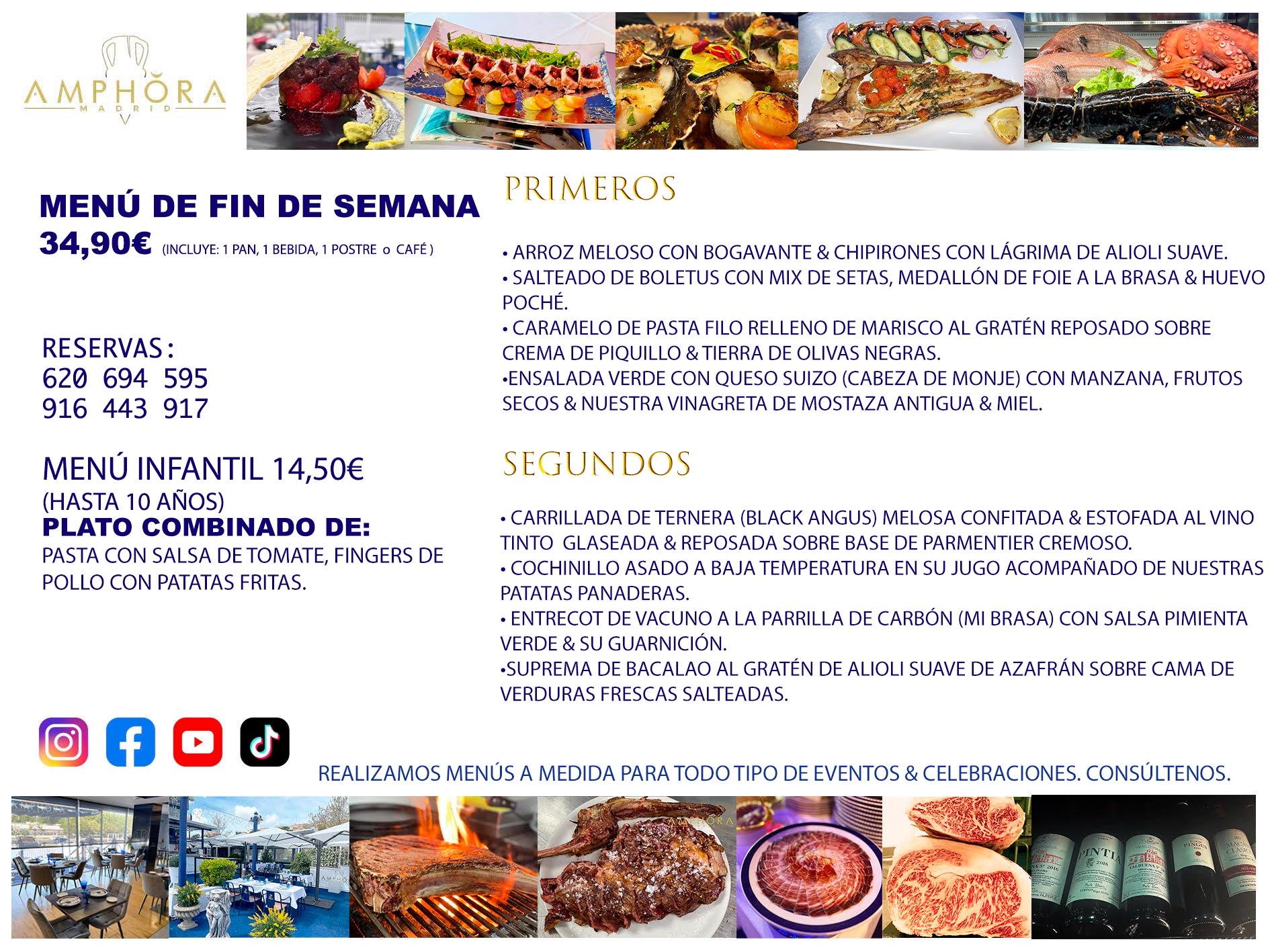 MENÚS FIN DE SEMANA PARA EL SÁBADO 29 Y DOMINGO 30 DE AGOSTO DE 2026 DÍA DE LA MADRE RESTAURANTE AMPHORA TERRAZA EN ALCORCÓN (DISPONEMOS DE UNA GRAN TERRAZA) Av. Leganés, 54 28923 · Alcorcón · Madrid · España. 91 644 39 17 620 694 595 También realizamos menús especiales a medida personalizados a grupos para todo tipo de eventos, como celebraciones, comidas o cenas de empresas, bautizos, bodas, cumpleaños, cenas o comidas de navidad 2022/2023, etc. Consúltenos o visite nuestras excelentes y amplias instalaciones y les prepararemos el menú más ajustado a sus necesidades y presupuesto. #RestaurantesEventos #RestaurantesMenúsCelebraciones #RestaurantesSalonesBodasBautizosComuniones #MenúsEspecialesparaEventosAlcorcón #MenúsCelebracionesAlcorcón #RestaurantesSalonesMenúsEspecialesGrupos #RestaurantesMenúsCumpleaños #ComidasCenasEmpresasAlcorcón #MenúsparaCenasComidasEventosEmpresasMadrid #MejoresTerrazasMadrid #MejorTerrazaAlcorcónMadrid #PresupuestosMenúsBodasComunionesBautizosAlcorcón #RestaurantesSecretosconEncantoMadrid #RestaurantesMenúsCenasComidasGruposEmpresasNavidadesAlcorcon #SalonesComidasCenasEmpresasAlcorcón #MenúsEventos #MenúsBodas #MenúsComuniones #MenúsCumpleaños #MenúsBautizos #MenúsEventosAlcorcón #MenúsBodasAlcorcón #MenúsComunionesAlcorcón #MenúsCumpleañosAlcorcón #MenúsBautizosAlcorcón #MenúsNavidadAlcorcón #MenúsComidasNavidad #MenúsCenasNavidad #SalonesEventosAlcorcón RESTAURANTES ALCORCÓN CELEBRACIONES EVENTOS CUMPLEAÑOS BODAS COMUNIONES BAUTIZOS, MENÚS ESPECIALES A MEDIDA PARA REUNIONES FAMILIARES EVENTOS CELEBRACIONES BODAS COMUNIONES BAUTIZOS EN ALCORCÓN, RESTAURANTES SALONES GRUPOS COMIDAS CENAS EN ALCORCÓN, RESTAURANTES COMIDAS CENAS EMPRESA ALCORCÓN MADRID, MEJORES TERRAZAS ALCORCÓN, MEJOR TERRAZA ALCORCÓN, RESTAURANTES SECRETOS CON ENCANTO EN MADRID, RESTAURANTES MENUS GRUPOS ESPECIALES COMIDAS CENAS EMPRESAS NAVIDADES ALCORCÓN, CONSÚLTE NUESTROS MENÚS A MEDIDA PARA EVENTOS - REALIZAMOS MENÚS A MEDIDA PARA BODAS, COMUNIONES, BAUTIZOS, CUMPLEAÑOS, CENAS COMIDAS DE EMPRESAS, ETC - NUESTRO RESTAURANTE DIPONE DE UNA EXTRAORDINARIA TERRAZA PARA TODO TIPO DE EVENTOS - NUESTROS SALONES INTERIORES SE ADAPTAN A TODO DE EVENTOS, YA SEAN PARTICULARES COMO DE EMPRESAS - RESTAURANTE PREPARADO PARA TODO TIPO DE EVENTOS DE CLIENTES DE LA ZONA SUR SUROESTE DE MADRID COMO ALCORCÓN MÓSTOLES FUENLABRADA VILLAVICIOSA DE ODÓN POZUELO DE ALARCÓN GETAFE LAS ROZAS MAJADAHONDA - UNO DE LOS MEJORES RESTAURANTES DE MADRID PARA COMER O CENAR A LA CARTA O CON NUESTROS MENÚS - CELEBRE CON NOSOTROS SUS REUNIONES FAMILIARES CUMPLEAÑOS BAUTIZOS COMUNIONES BODAS PRESENTACIONES ETC. PUES SERÁN UN ÉXITO - MEJORES RESTAURANTES SALONES CELEBRACIONES EN ALCORCÓN -RESTAURANTES MENUS GRUPOS COMIDAS CENAS REUNIONES EMPRESAS NAVIDADES 2022 2023 ALCORCÓN ZONA SUR MADRID.