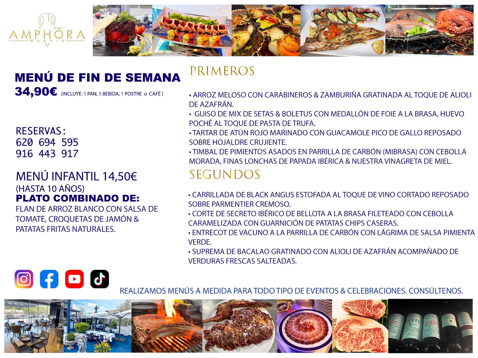 MENÚS FIN DE SEMANA PARA EL SÁBADO 19 Y DOMINGO 20 DE SEPTIEMBRE DE 2026 DÍA DE LA MADRE RESTAURANTE AMPHORA TERRAZA EN ALCORCÓN (DISPONEMOS DE UNA GRAN TERRAZA) Av. Leganés, 54 28923 · Alcorcón · Madrid · España. 91 644 39 17 620 694 595 También realizamos menús especiales a medida personalizados a grupos para todo tipo de eventos, como celebraciones, comidas o cenas de empresas, bautizos, bodas, cumpleaños, cenas o comidas de navidad 2022/2023, etc. Consúltenos o visite nuestras excelentes y amplias instalaciones y les prepararemos el menú más ajustado a sus necesidades y presupuesto. #RestaurantesEventos #RestaurantesMenúsCelebraciones #RestaurantesSalonesBodasBautizosComuniones #MenúsEspecialesparaEventosAlcorcón #MenúsCelebracionesAlcorcón #RestaurantesSalonesMenúsEspecialesGrupos #RestaurantesMenúsCumpleaños #ComidasCenasEmpresasAlcorcón #MenúsparaCenasComidasEventosEmpresasMadrid #MejoresTerrazasMadrid #MejorTerrazaAlcorcónMadrid #PresupuestosMenúsBodasComunionesBautizosAlcorcón #RestaurantesSecretosconEncantoMadrid #RestaurantesMenúsCenasComidasGruposEmpresasNavidadesAlcorcon #SalonesComidasCenasEmpresasAlcorcón #MenúsEventos #MenúsBodas #MenúsComuniones #MenúsCumpleaños #MenúsBautizos #MenúsEventosAlcorcón #MenúsBodasAlcorcón #MenúsComunionesAlcorcón #MenúsCumpleañosAlcorcón #MenúsBautizosAlcorcón #MenúsNavidadAlcorcón #MenúsComidasNavidad #MenúsCenasNavidad #SalonesEventosAlcorcón RESTAURANTES ALCORCÓN CELEBRACIONES EVENTOS CUMPLEAÑOS BODAS COMUNIONES BAUTIZOS, MENÚS ESPECIALES A MEDIDA PARA REUNIONES FAMILIARES EVENTOS CELEBRACIONES BODAS COMUNIONES BAUTIZOS EN ALCORCÓN, RESTAURANTES SALONES GRUPOS COMIDAS CENAS EN ALCORCÓN, RESTAURANTES COMIDAS CENAS EMPRESA ALCORCÓN MADRID, MEJORES TERRAZAS ALCORCÓN, MEJOR TERRAZA ALCORCÓN, RESTAURANTES SECRETOS CON ENCANTO EN MADRID, RESTAURANTES MENUS GRUPOS ESPECIALES COMIDAS CENAS EMPRESAS NAVIDADES ALCORCÓN, CONSÚLTE NUESTROS MENÚS A MEDIDA PARA EVENTOS - REALIZAMOS MENÚS A MEDIDA PARA BODAS, COMUNIONES, BAUTIZOS, CUMPLEAÑOS, CENAS COMIDAS DE EMPRESAS, ETC - NUESTRO RESTAURANTE DIPONE DE UNA EXTRAORDINARIA TERRAZA PARA TODO TIPO DE EVENTOS - NUESTROS SALONES INTERIORES SE ADAPTAN A TODO DE EVENTOS, YA SEAN PARTICULARES COMO DE EMPRESAS - RESTAURANTE PREPARADO PARA TODO TIPO DE EVENTOS DE CLIENTES DE LA ZONA SUR SUROESTE DE MADRID COMO ALCORCÓN MÓSTOLES FUENLABRADA VILLAVICIOSA DE ODÓN POZUELO DE ALARCÓN GETAFE LAS ROZAS MAJADAHONDA - UNO DE LOS MEJORES RESTAURANTES DE MADRID PARA COMER O CENAR A LA CARTA O CON NUESTROS MENÚS - CELEBRE CON NOSOTROS SUS REUNIONES FAMILIARES CUMPLEAÑOS BAUTIZOS COMUNIONES BODAS PRESENTACIONES ETC. PUES SERÁN UN ÉXITO - MEJORES RESTAURANTES SALONES CELEBRACIONES EN ALCORCÓN -RESTAURANTES MENUS GRUPOS COMIDAS CENAS REUNIONES EMPRESAS NAVIDADES 2022 2023 ALCORCÓN ZONA SUR MADRID.